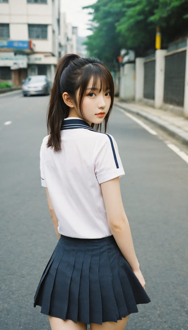 Tags: 21872187, SDXL
{"3": {"inputs": {"seed": 804287726615616, "steps": 32, "cfg": 5.31, "sampler_name": "dpmpp_2m", "scheduler": "karras", "denoise": 1.0, "model": ["27", 0], "positive": ["6", 0], "negative": ["7", 0], "latent_image": ["5", 0]}, "class_type": "KSampler"}, "4": {"inputs": {"ckpt_name": "helloworldxl.safetensors"}, "class_type": "CheckpointLoaderSimple"}, "5": {"inputs": {"width": 768, "height": 1344, "batch_size": 1}, "class_type": "EmptyLatentImage"}, "6": {"inputs": {"text": "18 year old girl, (korean:1.07), (japanese:1.12), (beautiful eyes:1.04), (eyelashes:1.08), (seductive pose:1.01), (idol:0.97), (slim:1.09), (cute:1.12), (blush:1.02), (detailed face:1.04), (sexy lips:0.97), (pale skin:1.10), (temptress:1.09), (seductive facial expression:1.06), (perky ass:1.01), (exposed ass:0.99), (looking back:1.05), (sexy ass:0.99), (thigh gap:1.01), (school uniform:1.13), choker, busy street, (film:1.09), (skin fuzz:1.04), (textured skin:1.08), (RAW:1.00), (natural looking skin:1.02), (candid cinema:1.05), (portra:1.05), (detailed skin:1.08), (soft lighting:1.02)", "clip": ["27", 1]}, "class_type": "CLIPTextEncode"}, "7": {"inputs": {"text": "(twisted:1.14), (open mouth:1.12), (low resolution:1.06), (worst quality:1.13), (watermark:1.12), (distorted:1.09), (bad hands:1.13)", "clip": ["27", 1]}, "class_type": "CLIPTextEncode"}, "8": {"inputs": {"samples": ["3", 0], "vae": ["4", 2]}, "class_type": "VAEDecode"}, "25": {"inputs": {"lora_name": "nudify_xl.safetensors", "strength_model": 0.29, "strength_clip": 0.23, "model": ["4", 0], "clip": ["4", 1]}, "class_type": "LoraLoader"}, "26": {"inputs": {"lora_name": "shirtlift_SDXL_v2.safetensors", "strength_model": 0.09, "strength_clip": 0.0, "model": ["25", 0], "clip": ["25", 1]}, "class_type": "LoraLoader"}, "27": {"inputs": {"lora_name": "PerfectEyesXL.safetensors", "strength_model": 0.07, "strength_clip": 0.07, "model": ["26", 0], "clip": ["26", 1]}, "class_type": "LoraLoader"}, "30": {"inputs": {"model_name": "4x_NMKD-Superscale-SP_178000_G.pth"}, "class_type": "UpscaleModelLoader"}, "31": {"inputs": {"upscale_model": ["30", 0], "image": ["8", 0]}, "class_type": "ImageUpscaleWithModel"}, "32": {"inputs": {"upscale_method": "lanczos", "scale_by": 0.5, "image": ["31", 0]}, "class_type": "ImageScaleBy"}, "33": {"inputs": {"pixels": ["32", 0], "vae": ["4", 2]}, "class_type": "VAEEncode"}, "34": {"inputs": {"seed": 804287726615616, "steps": 32, "cfg": 5.31, "sampler_name": "dpmpp_2m", "scheduler": "karras", "denoise": 0.3, "model": ["27", 0], "positive": ["6", 0], "negative": ["7", 0], "latent_image": ["33", 0]}, "class_type": "KSampler"}, "36": {"inputs": {"samples": ["34", 0], "vae": ["4", 2]}, "class_type": "VAEDecode"}, "39": {"inputs": {"filename_prefix": "comfyapi-1715910064516", "images": ["36", 0]}, "class_type": "SaveImage"}}