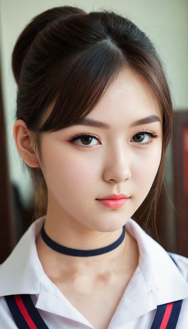 Tags: 21872187, SDXL
{"3": {"inputs": {"seed": 328006940359353, "steps": 32, "cfg": 6.78, "sampler_name": "dpmpp_2m", "scheduler": "karras", "denoise": 1.0, "model": ["27", 0], "positive": ["6", 0], "negative": ["7", 0], "latent_image": ["5", 0]}, "class_type": "KSampler"}, "4": {"inputs": {"ckpt_name": "juggernautXL_v8Rundiffusion.safetensors"}, "class_type": "CheckpointLoaderSimple"}, "5": {"inputs": {"width": 768, "height": 1344, "batch_size": 1}, "class_type": "EmptyLatentImage"}, "6": {"inputs": {"text": "18 year old girl, (seductive facial expression:1.07), (seductive pose:0.98), (temptress:1.12), (blush:1.00), (beautiful eyes:1.03), (idol:1.06), (detailed face:1.13), (eyelashes:1.01), (sexy lips:1.10), (cute:1.11), (double eyelids:0.99), (slim:1.08), (pale skin:1.10), (in a seductive pose:1.09), (large perky breasts:1.12), (cleavage:1.11), (thigh gap:1.00), (school uniform:1.07), choker, busy street, (portra:1.04), (skin fuzz:1.00), (soft lighting:1.00), (candid cinema:1.07), (RAW:1.08), (textured skin:1.07), (natural looking skin:1.01), (film:1.01), (detailed skin:1.06)", "clip": ["27", 1]}, "class_type": "CLIPTextEncode"}, "7": {"inputs": {"text": "(twisted:1.05), (low resolution:1.10), (worst quality:1.09), (bad hands:1.14), (watermark:1.12), (open mouth:1.13), (distorted:1.05)", "clip": ["27", 1]}, "class_type": "CLIPTextEncode"}, "8": {"inputs": {"samples": ["3", 0], "vae": ["4", 2]}, "class_type": "VAEDecode"}, "25": {"inputs": {"lora_name": "nudify_xl.safetensors", "strength_model": 0.13, "strength_clip": 0.35, "model": ["4", 0], "clip": ["4", 1]}, "class_type": "LoraLoader"}, "26": {"inputs": {"lora_name": "shirtlift_SDXL_v2.safetensors", "strength_model": 0.1, "strength_clip": 0.09, "model": ["25", 0], "clip": ["25", 1]}, "class_type": "LoraLoader"}, "27": {"inputs": {"lora_name": "PerfectEyesXL.safetensors", "strength_model": 0.05, "strength_clip": 0.14, "model": ["26", 0], "clip": ["26", 1]}, "class_type": "LoraLoader"}, "30": {"inputs": {"model_name": "4x_NMKD-Superscale-SP_178000_G.pth"}, "class_type": "UpscaleModelLoader"}, "31": {"inputs": {"upscale_model": ["30", 0], "image": ["8", 0]}, "class_type": "ImageUpscaleWithModel"}, "32": {"inputs": {"upscale_method": "lanczos", "scale_by": 0.5, "image": ["31", 0]}, "class_type": "ImageScaleBy"}, "33": {"inputs": {"pixels": ["32", 0], "vae": ["4", 2]}, "class_type": "VAEEncode"}, "34": {"inputs": {"seed": 328006940359353, "steps": 32, "cfg": 6.78, "sampler_name": "dpmpp_2m", "scheduler": "karras", "denoise": 0.3, "model": ["27", 0], "positive": ["6", 0], "negative": ["7", 0], "latent_image": ["33", 0]}, "class_type": "KSampler"}, "36": {"inputs": {"samples": ["34", 0], "vae": ["4", 2]}, "class_type": "VAEDecode"}, "39": {"inputs": {"filename_prefix": "comfyapi-1708052997295", "images": ["36", 0]}, "class_type": "SaveImage"}}