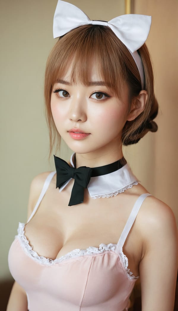 Tags: 21872187, SDXL
{"3": {"inputs": {"seed": 471254323168210, "steps": 32, "cfg": 5.25, "sampler_name": "dpmpp_2m", "scheduler": "karras", "denoise": 1.0, "model": ["27", 0], "positive": ["6", 0], "negative": ["7", 0], "latent_image": ["5", 0]}, "class_type": "KSampler"}, "4": {"inputs": {"ckpt_name": "juggernautxl.safetensors"}, "class_type": "CheckpointLoaderSimple"}, "5": {"inputs": {"width": 768, "height": 1344, "batch_size": 1}, "class_type": "EmptyLatentImage"}, "6": {"inputs": {"text": "27 year old girl, (russian:1.05), (korean:0.95), (seductive facial expression:1.05), (double eyelids:1.06), (beautiful eyes:1.08), (eyelashes:0.97), (blush:0.97), (seductive pose:0.98), (detailed face:1.09), (cute:1.09), (sexy lips:0.98), (idol:1.07), (temptress:0.97), (slim:0.98), (pale skin:1.07), (in a seductive pose:0.97), (large perky breasts:1.08), (cleavage:1.07), (thigh gap:1.06), in a (skimpy maid costume:1.05) working at a maid cafe, choker, bowtie, headband, pleated skirt, (detailed skin:1.09), (RAW:1.01), (film:1.02), (soft lighting:1.00), (portra:1.09), (textured skin:1.03), (candid cinema:1.06), (natural looking skin:1.03), (skin fuzz:1.04)", "clip": ["27", 1]}, "class_type": "CLIPTextEncode"}, "7": {"inputs": {"text": "(worst quality:1.11), (watermark:1.13), (twisted:1.14), (distorted:1.11), (low resolution:1.09), (bad hands:1.09), (open mouth:1.08)", "clip": ["27", 1]}, "class_type": "CLIPTextEncode"}, "8": {"inputs": {"samples": ["3", 0], "vae": ["4", 2]}, "class_type": "VAEDecode"}, "25": {"inputs": {"lora_name": "nudify_xl.safetensors", "strength_model": 0.13, "strength_clip": 0.32, "model": ["4", 0], "clip": ["4", 1]}, "class_type": "LoraLoader"}, "26": {"inputs": {"lora_name": "shirtlift_SDXL_v2.safetensors", "strength_model": 0.17, "strength_clip": 0.0, "model": ["25", 0], "clip": ["25", 1]}, "class_type": "LoraLoader"}, "27": {"inputs": {"lora_name": "PerfectEyesXL.safetensors", "strength_model": 0.08, "strength_clip": 0.17, "model": ["26", 0], "clip": ["26", 1]}, "class_type": "LoraLoader"}, "30": {"inputs": {"model_name": "4x_NMKD-Superscale-SP_178000_G.pth"}, "class_type": "UpscaleModelLoader"}, "31": {"inputs": {"upscale_model": ["30", 0], "image": ["8", 0]}, "class_type": "ImageUpscaleWithModel"}, "32": {"inputs": {"upscale_method": "lanczos", "scale_by": 0.5, "image": ["31", 0]}, "class_type": "ImageScaleBy"}, "33": {"inputs": {"pixels": ["32", 0], "vae": ["4", 2]}, "class_type": "VAEEncode"}, "34": {"inputs": {"seed": 471254323168210, "steps": 32, "cfg": 5.25, "sampler_name": "dpmpp_2m", "scheduler": "karras", "denoise": 0.3, "model": ["27", 0], "positive": ["6", 0], "negative": ["7", 0], "latent_image": ["33", 0]}, "class_type": "KSampler"}, "36": {"inputs": {"samples": ["34", 0], "vae": ["4", 2]}, "class_type": "VAEDecode"}, "39": {"inputs": {"filename_prefix": "comfyapi-1716668736078", "images": ["36", 0]}, "class_type": "SaveImage"}}