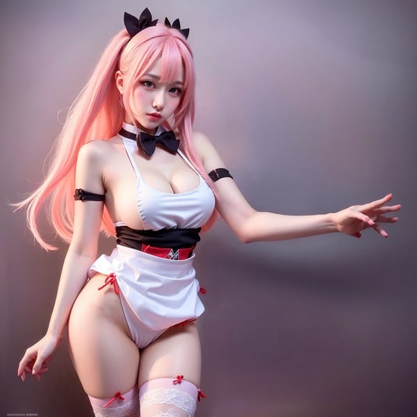 Tags: 21872187
<lora:koreanDollLikeness:0.44>, <lora:YaeMiko_Test:0.62>, (ukrainian:1.06), maid cafe, stockings, (maid costume:0.98), choker, bowtie, headband, (pleated skirt:0.94), (perky ass:1.17), (exposed ass:1.17), (looking back:1.11), <lora:Addams:0.31>, extremely detailed face, cute, sexy lips, double eyelids, eyelashes, pale skin, perky breasts, full body portrait, RAW, best quality, sharp, hyper realistic, tall, (thigh gap:0.95), delicate and beautiful girl, 1girl, solo, (stunningly attractive:1.10), (dramatic:1.19)
Negative prompt: drawings, sketches, paintings, anime, disfigured, (worst quality:2.08)
Steps: 48, Sampler: DPM++ 2M Karras, CFG scale: 5.75, Seed: 2791968463, Size: 768x768, Model hash: fc2511737a, Model: chilloutmix_NiPrunedFp32Fix, Seed resize from: -1x-1, Denoising strength: 0.45, Version: v1.2.1, Hires upscale: 2.0, Hires steps: 16, Hires upscaler: ESRGAN_4x