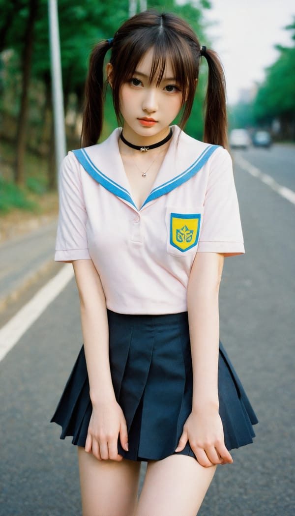 Tags: 21872187, SDXL
{"3": {"inputs": {"seed": 436410963272006, "steps": 64, "cfg": 7.28, "sampler_name": "dpmpp_2m", "scheduler": "karras", "denoise": 1.0, "model": ["27", 0], "positive": ["6", 0], "negative": ["7", 0], "latent_image": ["5", 0]}, "class_type": "KSampler"}, "4": {"inputs": {"ckpt_name": "helloworldxl.safetensors"}, "class_type": "CheckpointLoaderSimple"}, "5": {"inputs": {"width": 768, "height": 1344, "batch_size": 1}, "class_type": "EmptyLatentImage"}, "6": {"inputs": {"text": "18 year old girl, (ukrainian:0.97), (japanese:1.07), (double eyelids:1.06), (eyelashes:1.11), (sexy lips:1.14), (cute:1.11), (idol:1.10), (seductive pose:1.07), (blush:1.13), (detailed face:1.08), (temptress:0.99), (pale skin:1.07), (beautiful eyes:1.04), (slim:1.13), (in a seductive pose:0.95), (large perky breasts:0.95), (cleavage:1.01), (thigh gap:1.06), (school uniform:1.09), choker, busy street, (candid cinema:1.03), (RAW:1.09), (soft lighting:1.03), (textured skin:1.07), (skin fuzz:1.05), (film:1.06), (portra:1.09), (detailed skin:1.05), (natural looking skin:1.08)", "clip": ["27", 1]}, "class_type": "CLIPTextEncode"}, "7": {"inputs": {"text": "(low resolution:1.10), (watermark:1.05), (bad hands:1.06), (twisted:1.10), (open mouth:1.09), (worst quality:1.07), (distorted:1.05)", "clip": ["27", 1]}, "class_type": "CLIPTextEncode"}, "8": {"inputs": {"samples": ["3", 0], "vae": ["4", 2]}, "class_type": "VAEDecode"}, "25": {"inputs": {"lora_name": "nudify_xl.safetensors", "strength_model": 0.07, "strength_clip": 0.05, "model": ["4", 0], "clip": ["4", 1]}, "class_type": "LoraLoader"}, "26": {"inputs": {"lora_name": "shirtlift_SDXL_v2.safetensors", "strength_model": 0.09, "strength_clip": 0.11, "model": ["25", 0], "clip": ["25", 1]}, "class_type": "LoraLoader"}, "27": {"inputs": {"lora_name": "PerfectEyesXL.safetensors", "strength_model": 0.11, "strength_clip": 0.01, "model": ["26", 0], "clip": ["26", 1]}, "class_type": "LoraLoader"}, "30": {"inputs": {"model_name": "4x_NMKD-Superscale-SP_178000_G.pth"}, "class_type": "UpscaleModelLoader"}, "31": {"inputs": {"upscale_model": ["30", 0], "image": ["8", 0]}, "class_type": "ImageUpscaleWithModel"}, "32": {"inputs": {"upscale_method": "lanczos", "scale_by": 0.5, "image": ["31", 0]}, "class_type": "ImageScaleBy"}, "33": {"inputs": {"pixels": ["32", 0], "vae": ["4", 2]}, "class_type": "VAEEncode"}, "34": {"inputs": {"seed": 436410963272006, "steps": 64, "cfg": 7.28, "sampler_name": "dpmpp_2m", "scheduler": "karras", "denoise": 0.3, "model": ["27", 0], "positive": ["6", 0], "negative": ["7", 0], "latent_image": ["33", 0]}, "class_type": "KSampler"}, "36": {"inputs": {"samples": ["34", 0], "vae": ["4", 2]}, "class_type": "VAEDecode"}, "39": {"inputs": {"filename_prefix": "comfyapi-1725987498760", "images": ["36", 0]}, "class_type": "SaveImage"}}