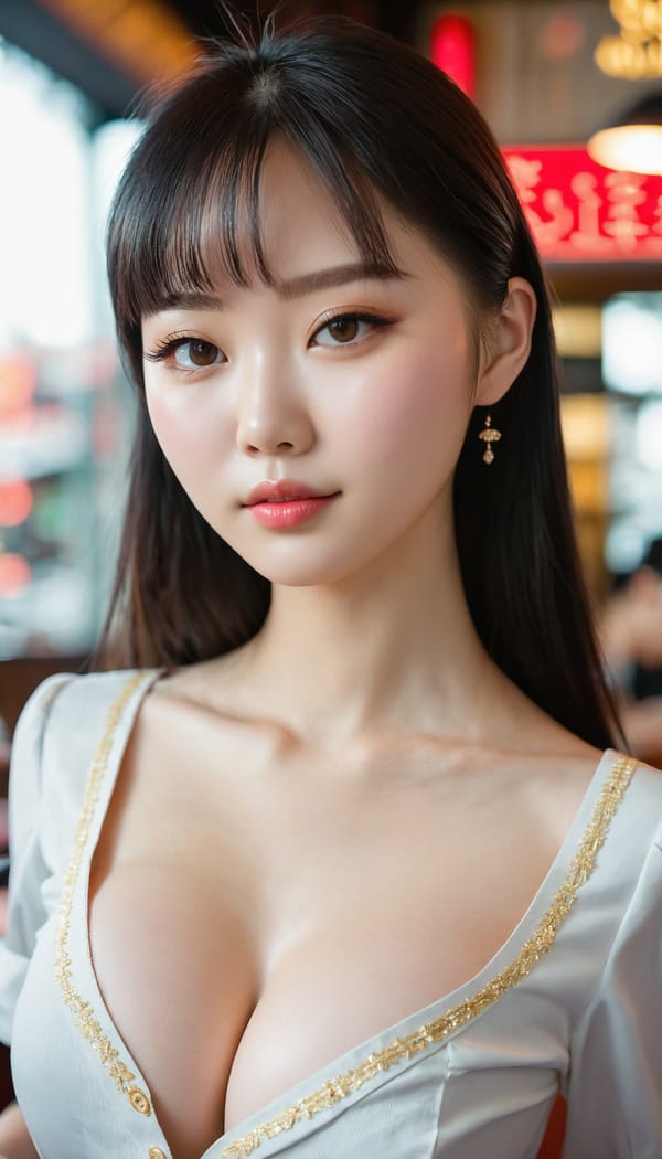 Tags: 21872187, SDXL
{"3": {"inputs": {"seed": 556048920197797, "steps": 64, "cfg": 7.71, "sampler_name": "dpmpp_2m", "scheduler": "karras", "denoise": 1.0, "model": ["27", 0], "positive": ["6", 0], "negative": ["7", 0], "latent_image": ["5", 0]}, "class_type": "KSampler"}, "4": {"inputs": {"ckpt_name": "juggernautxl.safetensors"}, "class_type": "CheckpointLoaderSimple"}, "5": {"inputs": {"width": 768, "height": 1344, "batch_size": 1}, "class_type": "EmptyLatentImage"}, "6": {"inputs": {"text": "26 year old girl, (chinese:1.06), (russian:1.06), (detailed face:1.08), (pale skin:1.12), (double eyelids:1.01), (cute:0.96), (eyelashes:1.10), (slim:1.00), (sexy lips:1.10), (blush:0.97), (idol:0.99), (seductive facial expression:1.01), (beautiful eyes:1.01), (seductive pose:0.97), (in a seductive pose:1.05), (large perky breasts:0.98), (cleavage:1.00), (thigh gap:1.07), (a waitress in uniform:0.99) working at a restaurant, (natural looking skin:1.01), (textured skin:1.04), (film:1.01), (portra:1.07), (candid cinema:1.05), (detailed skin:1.09), (RAW:1.04), (soft lighting:1.06), (skin fuzz:1.01)", "clip": ["27", 1]}, "class_type": "CLIPTextEncode"}, "7": {"inputs": {"text": "(twisted:1.14), (bad hands:1.06), (worst quality:1.14), (open mouth:1.12), (watermark:1.10), (distorted:1.05)", "clip": ["27", 1]}, "class_type": "CLIPTextEncode"}, "8": {"inputs": {"samples": ["3", 0], "vae": ["4", 2]}, "class_type": "VAEDecode"}, "25": {"inputs": {"lora_name": "nudify_xl.safetensors", "strength_model": 0.05, "strength_clip": 0.3, "model": ["4", 0], "clip": ["4", 1]}, "class_type": "LoraLoader"}, "26": {"inputs": {"lora_name": "shirtlift_SDXL_v2.safetensors", "strength_model": 0.07, "strength_clip": 0.11, "model": ["25", 0], "clip": ["25", 1]}, "class_type": "LoraLoader"}, "27": {"inputs": {"lora_name": "PerfectEyesXL.safetensors", "strength_model": 0.0, "strength_clip": 0.09, "model": ["26", 0], "clip": ["26", 1]}, "class_type": "LoraLoader"}, "30": {"inputs": {"model_name": "4x_NMKD-Superscale-SP_178000_G.pth"}, "class_type": "UpscaleModelLoader"}, "31": {"inputs": {"upscale_model": ["30", 0], "image": ["8", 0]}, "class_type": "ImageUpscaleWithModel"}, "32": {"inputs": {"upscale_method": "lanczos", "scale_by": 0.5, "image": ["31", 0]}, "class_type": "ImageScaleBy"}, "33": {"inputs": {"pixels": ["32", 0], "vae": ["4", 2]}, "class_type": "VAEEncode"}, "34": {"inputs": {"seed": 556048920197797, "steps": 64, "cfg": 7.71, "sampler_name": "dpmpp_2m", "scheduler": "karras", "denoise": 0.3, "model": ["27", 0], "positive": ["6", 0], "negative": ["7", 0], "latent_image": ["33", 0]}, "class_type": "KSampler"}, "36": {"inputs": {"samples": ["34", 0], "vae": ["4", 2]}, "class_type": "VAEDecode"}, "39": {"inputs": {"filename_prefix": "comfyapi-1718658404548", "images": ["36", 0]}, "class_type": "SaveImage"}}