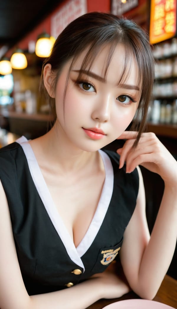 Tags: 21872187, SDXL
{"3": {"inputs": {"seed": 783385452500293, "steps": 32, "cfg": 6.95, "sampler_name": "dpmpp_2m", "scheduler": "karras", "denoise": 1.0, "model": ["27", 0], "positive": ["6", 0], "negative": ["7", 0], "latent_image": ["5", 0]}, "class_type": "KSampler"}, "4": {"inputs": {"ckpt_name": "juggernautxl.safetensors"}, "class_type": "CheckpointLoaderSimple"}, "5": {"inputs": {"width": 768, "height": 1344, "batch_size": 1}, "class_type": "EmptyLatentImage"}, "6": {"inputs": {"text": "24 year old girl, (blush:1.11), (sexy lips:1.07), (cute:1.04), (pale skin:0.97), (double eyelids:1.11), (idol:1.06), (slim:1.08), (seductive pose:1.08), (beautiful eyes:1.00), (eyelashes:1.08), (temptress:0.96), (detailed face:1.00), (seductive facial expression:1.01), (perky ass:1.09), (exposed ass:1.11), (looking back:1.01), (sexy ass:1.09), (thigh gap:0.95), (a waitress in uniform:1.02) working at a restaurant, (detailed skin:1.02), (soft lighting:1.00), (skin fuzz:1.02), (RAW:1.02), (portra:1.07), (film:1.07), (natural looking skin:1.09), (candid cinema:1.03), (textured skin:1.08)", "clip": ["27", 1]}, "class_type": "CLIPTextEncode"}, "7": {"inputs": {"text": "(open mouth:1.12), (worst quality:1.13), (watermark:1.05), (bad hands:1.14), (low resolution:1.05), (twisted:1.12), (distorted:1.12)", "clip": ["27", 1]}, "class_type": "CLIPTextEncode"}, "8": {"inputs": {"samples": ["3", 0], "vae": ["4", 2]}, "class_type": "VAEDecode"}, "25": {"inputs": {"lora_name": "nudify_xl.safetensors", "strength_model": 0.23, "strength_clip": 0.35, "model": ["4", 0], "clip": ["4", 1]}, "class_type": "LoraLoader"}, "26": {"inputs": {"lora_name": "shirtlift_SDXL_v2.safetensors", "strength_model": 0.08, "strength_clip": 0.15, "model": ["25", 0], "clip": ["25", 1]}, "class_type": "LoraLoader"}, "27": {"inputs": {"lora_name": "PerfectEyesXL.safetensors", "strength_model": 0.19, "strength_clip": 0.1, "model": ["26", 0], "clip": ["26", 1]}, "class_type": "LoraLoader"}, "30": {"inputs": {"model_name": "4x_NMKD-Superscale-SP_178000_G.pth"}, "class_type": "UpscaleModelLoader"}, "31": {"inputs": {"upscale_model": ["30", 0], "image": ["8", 0]}, "class_type": "ImageUpscaleWithModel"}, "32": {"inputs": {"upscale_method": "lanczos", "scale_by": 0.5, "image": ["31", 0]}, "class_type": "ImageScaleBy"}, "33": {"inputs": {"pixels": ["32", 0], "vae": ["4", 2]}, "class_type": "VAEEncode"}, "34": {"inputs": {"seed": 783385452500293, "steps": 32, "cfg": 6.95, "sampler_name": "dpmpp_2m", "scheduler": "karras", "denoise": 0.3, "model": ["27", 0], "positive": ["6", 0], "negative": ["7", 0], "latent_image": ["33", 0]}, "class_type": "KSampler"}, "36": {"inputs": {"samples": ["34", 0], "vae": ["4", 2]}, "class_type": "VAEDecode"}, "39": {"inputs": {"filename_prefix": "comfyapi-1723522784881", "images": ["36", 0]}, "class_type": "SaveImage"}}