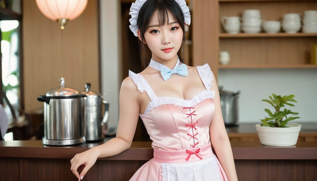 Tags: 21872187, SDXL
{"3": {"inputs": {"seed": 102770715512688, "steps": 64, "cfg": 7.63, "sampler_name": "dpmpp_2m", "scheduler": "karras", "denoise": 1.0, "model": ["27", 0], "positive": ["6", 0], "negative": ["7", 0], "latent_image": ["5", 0]}, "class_type": "KSampler"}, "4": {"inputs": {"ckpt_name": "juggernautXL_v8Rundiffusion.safetensors"}, "class_type": "CheckpointLoaderSimple"}, "5": {"inputs": {"width": 1344, "height": 768, "batch_size": 1}, "class_type": "EmptyLatentImage"}, "6": {"inputs": {"text": "21 year old girl, (chinese:1.04), (korean:1.08), (taiwanese:1.09), (seductive facial expression:0.95), (temptress:1.06), (eyelashes:1.02), (sexy lips:1.12), (cute:0.98), (detailed face:1.07), (idol:1.14), (pale skin:1.14), (double eyelids:1.03), (blush:1.12), (seductive pose:0.97), (slim:1.07), (beautiful eyes:1.03), (in a seductive pose:1.06), (large perky breasts:0.99), (cleavage:1.06), (thigh gap:1.13), in a (skimpy maid costume:1.07) working at a maid cafe, choker, bowtie, headband, pleated skirt, (soft lighting:1.03), (textured skin:1.08), (natural looking skin:1.06), (portra:1.03), (film:1.09), (skin fuzz:1.06), (detailed skin:1.07), (RAW:1.01), (candid cinema:1.08)", "clip": ["27", 1]}, "class_type": "CLIPTextEncode"}, "7": {"inputs": {"text": "(watermark:1.08), (open mouth:1.05), (bad hands:1.14), (distorted:1.10), (worst quality:1.07), (low resolution:1.10), (twisted:1.07)", "clip": ["27", 1]}, "class_type": "CLIPTextEncode"}, "8": {"inputs": {"samples": ["3", 0], "vae": ["4", 2]}, "class_type": "VAEDecode"}, "25": {"inputs": {"lora_name": "nudify_xl.safetensors", "strength_model": 0.06, "strength_clip": 0.04, "model": ["4", 0], "clip": ["4", 1]}, "class_type": "LoraLoader"}, "26": {"inputs": {"lora_name": "shirtlift_SDXL_v2.safetensors", "strength_model": 0.0, "strength_clip": 0.15, "model": ["25", 0], "clip": ["25", 1]}, "class_type": "LoraLoader"}, "27": {"inputs": {"lora_name": "PerfectEyesXL.safetensors", "strength_model": 0.02, "strength_clip": 0.14, "model": ["26", 0], "clip": ["26", 1]}, "class_type": "LoraLoader"}, "30": {"inputs": {"model_name": "4x_NMKD-Superscale-SP_178000_G.pth"}, "class_type": "UpscaleModelLoader"}, "31": {"inputs": {"upscale_model": ["30", 0], "image": ["8", 0]}, "class_type": "ImageUpscaleWithModel"}, "32": {"inputs": {"upscale_method": "lanczos", "scale_by": 0.5, "image": ["31", 0]}, "class_type": "ImageScaleBy"}, "33": {"inputs": {"pixels": ["32", 0], "vae": ["4", 2]}, "class_type": "VAEEncode"}, "34": {"inputs": {"seed": 102770715512688, "steps": 64, "cfg": 7.63, "sampler_name": "dpmpp_2m", "scheduler": "karras", "denoise": 0.3, "model": ["27", 0], "positive": ["6", 0], "negative": ["7", 0], "latent_image": ["33", 0]}, "class_type": "KSampler"}, "36": {"inputs": {"samples": ["34", 0], "vae": ["4", 2]}, "class_type": "VAEDecode"}, "39": {"inputs": {"filename_prefix": "comfyapi-1708046809485", "images": ["36", 0]}, "class_type": "SaveImage"}}