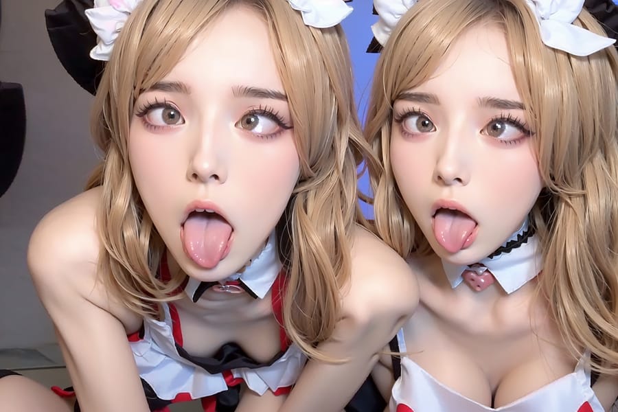 Tags: 21872187
<lora:mix4:0.67>, <lora:YaeMiko_Test:0.41>, (ukrainian:1.10), maid cafe, stockings, (maid costume:1.20), choker, bowtie, headband, (pleated skirt:0.97), <lora:ahegao-x-v4:0.80>, ahegao face, pleasure, extremely detailed eyes, extremely detailed face, cute, (photorealistic:1.19), sexy lips, seductive smile, double eyelids, eyelashes, pale skin, perky breasts, full body portrait, 4K, hyper realistic, tall, (long slim legs:1.08), blush, 1girl, (stunningly attractive:1.02), (dramatic:1.07)
Negative prompt: drawings, paintings, anime, ugly, (low quality:2.18), (worst quality:2.00)
Steps: 32, Sampler: DPM++ 2M Karras, CFG scale: 5.56, Seed: 3616895281, Size: 768x512, Model hash: fc2511737a, Model: chilloutmix_NiPrunedFp32Fix, Seed resize from: -1x-1, Denoising strength: 0.5, Version: v1.2.1, Hires upscale: 2.5, Hires steps: 16, Hires upscaler: ESRGAN_4x