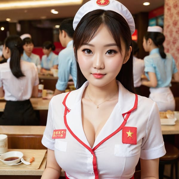 Tags: 21872187, SDXL
{"3": {"inputs": {"seed": 682395068175497, "steps": 64, "cfg": 7.59, "sampler_name": "dpmpp_2m", "scheduler": "karras", "denoise": 1.0, "model": ["27", 0], "positive": ["6", 0], "negative": ["7", 0], "latent_image": ["5", 0]}, "class_type": "KSampler"}, "4": {"inputs": {"ckpt_name": "juggernautXL_v8Rundiffusion.safetensors"}, "class_type": "CheckpointLoaderSimple"}, "5": {"inputs": {"width": 1024, "height": 1024, "batch_size": 1}, "class_type": "EmptyLatentImage"}, "6": {"inputs": {"text": "25 year old girl, (chinese:1.08), (slim:1.13), (detailed face:1.08), (sexy lips:1.06), (seductive facial expression:1.05), (eyelashes:1.03), (double eyelids:1.13), (temptress:0.96), (cute:1.01), (idol:0.99), (pale skin:0.97), (blush:0.97), (seductive pose:1.03), (in a seductive pose:1.02), (large perky breasts:1.00), (cleavage:0.98), (thigh gap:1.13), (a waitress in uniform:1.09) working at a restaurant, (soft lighting:1.02), (textured skin:1.01), (film:1.03), (candid cinema:1.08), (RAW:1.01), (portra:1.00), (detailed skin:1.09), (natural looking skin:1.04), (skin fuzz:1.02)", "clip": ["27", 1]}, "class_type": "CLIPTextEncode"}, "7": {"inputs": {"text": "(watermark:1.08), (twisted:1.13), (distorted:1.08), (bad hands:1.14), (low resolution:1.12), (worst quality:1.08), (open mouth:1.14)", "clip": ["27", 1]}, "class_type": "CLIPTextEncode"}, "8": {"inputs": {"samples": ["3", 0], "vae": ["4", 2]}, "class_type": "VAEDecode"}, "25": {"inputs": {"lora_name": "nudify_xl.safetensors", "strength_model": 0.11, "strength_clip": 0.34, "model": ["4", 0], "clip": ["4", 1]}, "class_type": "LoraLoader"}, "26": {"inputs": {"lora_name": "shirtlift_SDXL_v2.safetensors", "strength_model": 0.03, "strength_clip": 0.08, "model": ["25", 0], "clip": ["25", 1]}, "class_type": "LoraLoader"}, "27": {"inputs": {"lora_name": "PerfectEyesXL.safetensors", "strength_model": 0.17, "strength_clip": 0.06, "model": ["26", 0], "clip": ["26", 1]}, "class_type": "LoraLoader"}, "30": {"inputs": {"model_name": "4x_NMKD-Superscale-SP_178000_G.pth"}, "class_type": "UpscaleModelLoader"}, "31": {"inputs": {"upscale_model": ["30", 0], "image": ["8", 0]}, "class_type": "ImageUpscaleWithModel"}, "32": {"inputs": {"upscale_method": "lanczos", "scale_by": 0.5, "image": ["31", 0]}, "class_type": "ImageScaleBy"}, "33": {"inputs": {"pixels": ["32", 0], "vae": ["4", 2]}, "class_type": "VAEEncode"}, "34": {"inputs": {"seed": 682395068175497, "steps": 64, "cfg": 7.59, "sampler_name": "dpmpp_2m", "scheduler": "karras", "denoise": 0.3, "model": ["27", 0], "positive": ["6", 0], "negative": ["7", 0], "latent_image": ["33", 0]}, "class_type": "KSampler"}, "36": {"inputs": {"samples": ["34", 0], "vae": ["4", 2]}, "class_type": "VAEDecode"}, "39": {"inputs": {"filename_prefix": "comfyapi-1707459267948", "images": ["36", 0]}, "class_type": "SaveImage"}}