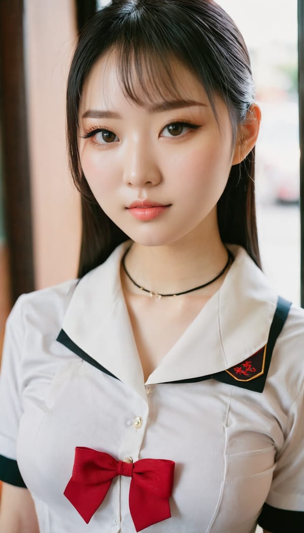 Tags: 21872187, SDXL
{"3": {"inputs": {"seed": 829555456789098, "steps": 32, "cfg": 6.46, "sampler_name": "dpmpp_2m", "scheduler": "karras", "denoise": 1.0, "model": ["27", 0], "positive": ["6", 0], "negative": ["7", 0], "latent_image": ["5", 0]}, "class_type": "KSampler"}, "4": {"inputs": {"ckpt_name": "juggernautxl.safetensors"}, "class_type": "CheckpointLoaderSimple"}, "5": {"inputs": {"width": 768, "height": 1344, "batch_size": 1}, "class_type": "EmptyLatentImage"}, "6": {"inputs": {"text": "19 year old girl, (taiwanese:1.06), (pale skin:1.08), (cute:1.01), (seductive facial expression:1.10), (blush:1.05), (sexy lips:0.97), (temptress:1.13), (detailed face:1.05), (slim:1.11), (beautiful eyes:1.04), (eyelashes:1.13), (idol:0.97), (double eyelids:0.98), (in a seductive pose:1.08), (large perky breasts:1.08), (cleavage:0.96), (thigh gap:1.10), (school uniform:1.10), choker, busy street, (candid cinema:1.00), (natural looking skin:1.07), (detailed skin:1.09), (soft lighting:1.01), (textured skin:1.02), (RAW:1.08), (portra:1.09), (skin fuzz:1.05), (film:1.01)", "clip": ["27", 1]}, "class_type": "CLIPTextEncode"}, "7": {"inputs": {"text": "(distorted:1.07), (bad hands:1.07), (twisted:1.06), (watermark:1.10), (low resolution:1.12), (open mouth:1.10), (worst quality:1.07)", "clip": ["27", 1]}, "class_type": "CLIPTextEncode"}, "8": {"inputs": {"samples": ["3", 0], "vae": ["4", 2]}, "class_type": "VAEDecode"}, "25": {"inputs": {"lora_name": "nudify_xl.safetensors", "strength_model": 0.26, "strength_clip": 0.26, "model": ["4", 0], "clip": ["4", 1]}, "class_type": "LoraLoader"}, "26": {"inputs": {"lora_name": "shirtlift_SDXL_v2.safetensors", "strength_model": 0.03, "strength_clip": 0.12, "model": ["25", 0], "clip": ["25", 1]}, "class_type": "LoraLoader"}, "27": {"inputs": {"lora_name": "PerfectEyesXL.safetensors", "strength_model": 0.05, "strength_clip": 0.02, "model": ["26", 0], "clip": ["26", 1]}, "class_type": "LoraLoader"}, "30": {"inputs": {"model_name": "4x_NMKD-Superscale-SP_178000_G.pth"}, "class_type": "UpscaleModelLoader"}, "31": {"inputs": {"upscale_model": ["30", 0], "image": ["8", 0]}, "class_type": "ImageUpscaleWithModel"}, "32": {"inputs": {"upscale_method": "lanczos", "scale_by": 0.5, "image": ["31", 0]}, "class_type": "ImageScaleBy"}, "33": {"inputs": {"pixels": ["32", 0], "vae": ["4", 2]}, "class_type": "VAEEncode"}, "34": {"inputs": {"seed": 829555456789098, "steps": 32, "cfg": 6.46, "sampler_name": "dpmpp_2m", "scheduler": "karras", "denoise": 0.3, "model": ["27", 0], "positive": ["6", 0], "negative": ["7", 0], "latent_image": ["33", 0]}, "class_type": "KSampler"}, "36": {"inputs": {"samples": ["34", 0], "vae": ["4", 2]}, "class_type": "VAEDecode"}, "39": {"inputs": {"filename_prefix": "comfyapi-1725772477640", "images": ["36", 0]}, "class_type": "SaveImage"}}