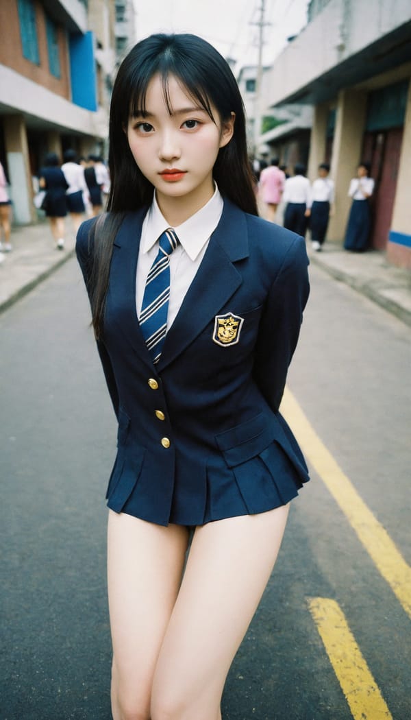 Tags: 21872187, SDXL
{"3": {"inputs": {"seed": 169481500407148, "steps": 64, "cfg": 6.07, "sampler_name": "dpmpp_2m", "scheduler": "karras", "denoise": 1.0, "model": ["27", 0], "positive": ["6", 0], "negative": ["7", 0], "latent_image": ["5", 0]}, "class_type": "KSampler"}, "4": {"inputs": {"ckpt_name": "helloworldxl.safetensors"}, "class_type": "CheckpointLoaderSimple"}, "5": {"inputs": {"width": 768, "height": 1344, "batch_size": 1}, "class_type": "EmptyLatentImage"}, "6": {"inputs": {"text": "19 year old girl, (korean:1.03), (chinese:1.08), (ukrainian:1.08), (slim:1.13), (double eyelids:0.98), (blush:1.13), (pale skin:1.11), (eyelashes:0.99), (beautiful eyes:1.00), (sexy lips:1.10), (seductive facial expression:0.97), (idol:1.03), (temptress:1.11), (cute:0.95), (detailed face:0.97), (perky ass:1.00), (exposed ass:1.01), (looking back:0.96), (sexy ass:1.11), (thigh gap:1.09), (school uniform:1.07), choker, busy street, (skin fuzz:1.04), (portra:1.04), (textured skin:1.07), (natural looking skin:1.09), (detailed skin:1.01), (candid cinema:1.04), (soft lighting:1.03), (RAW:1.06), (film:1.04)", "clip": ["27", 1]}, "class_type": "CLIPTextEncode"}, "7": {"inputs": {"text": "(low resolution:1.07), (bad hands:1.13), (worst quality:1.12), (watermark:1.14), (distorted:1.10), (open mouth:1.11), (twisted:1.10)", "clip": ["27", 1]}, "class_type": "CLIPTextEncode"}, "8": {"inputs": {"samples": ["3", 0], "vae": ["4", 2]}, "class_type": "VAEDecode"}, "25": {"inputs": {"lora_name": "nudify_xl.safetensors", "strength_model": 0.22, "strength_clip": 0.19, "model": ["4", 0], "clip": ["4", 1]}, "class_type": "LoraLoader"}, "26": {"inputs": {"lora_name": "shirtlift_SDXL_v2.safetensors", "strength_model": 0.03, "strength_clip": 0.15, "model": ["25", 0], "clip": ["25", 1]}, "class_type": "LoraLoader"}, "27": {"inputs": {"lora_name": "PerfectEyesXL.safetensors", "strength_model": 0.02, "strength_clip": 0.14, "model": ["26", 0], "clip": ["26", 1]}, "class_type": "LoraLoader"}, "30": {"inputs": {"model_name": "4x_NMKD-Superscale-SP_178000_G.pth"}, "class_type": "UpscaleModelLoader"}, "31": {"inputs": {"upscale_model": ["30", 0], "image": ["8", 0]}, "class_type": "ImageUpscaleWithModel"}, "32": {"inputs": {"upscale_method": "lanczos", "scale_by": 0.5, "image": ["31", 0]}, "class_type": "ImageScaleBy"}, "33": {"inputs": {"pixels": ["32", 0], "vae": ["4", 2]}, "class_type": "VAEEncode"}, "34": {"inputs": {"seed": 169481500407148, "steps": 64, "cfg": 6.07, "sampler_name": "dpmpp_2m", "scheduler": "karras", "denoise": 0.3, "model": ["27", 0], "positive": ["6", 0], "negative": ["7", 0], "latent_image": ["33", 0]}, "class_type": "KSampler"}, "36": {"inputs": {"samples": ["34", 0], "vae": ["4", 2]}, "class_type": "VAEDecode"}, "39": {"inputs": {"filename_prefix": "comfyapi-1715947094484", "images": ["36", 0]}, "class_type": "SaveImage"}}