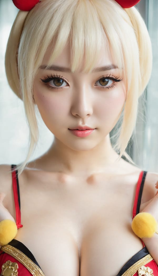 Tags: 21872187, SDXL
{"3": {"inputs": {"seed": 807200148423682, "steps": 32, "cfg": 6.52, "sampler_name": "dpmpp_2m", "scheduler": "karras", "denoise": 1.0, "model": ["27", 0], "positive": ["6", 0], "negative": ["7", 0], "latent_image": ["5", 0]}, "class_type": "KSampler"}, "4": {"inputs": {"ckpt_name": "juggernautxl.safetensors"}, "class_type": "CheckpointLoaderSimple"}, "5": {"inputs": {"width": 768, "height": 1344, "batch_size": 1}, "class_type": "EmptyLatentImage"}, "6": {"inputs": {"text": "23 year old girl, (russian:1.08), (ukrainian:1.14), (korean:1.02), (seductive facial expression:1.12), (seductive pose:1.13), (temptress:1.12), (eyelashes:0.96), (idol:1.07), (slim:1.07), (detailed face:1.05), (cute:1.11), (beautiful eyes:1.14), (pale skin:0.96), (sexy lips:0.95), (double eyelids:0.96), (in a seductive pose:1.00), (large perky breasts:0.99), (cleavage:1.00), (thigh gap:1.14), (in a cosplay:1.09) at comiket posing for camera, (portra:1.07), (natural looking skin:1.04), (RAW:1.04), (skin fuzz:1.03), (detailed skin:1.08), (candid cinema:1.01), (film:1.08), (textured skin:1.05), (soft lighting:1.00)", "clip": ["27", 1]}, "class_type": "CLIPTextEncode"}, "7": {"inputs": {"text": "(bad hands:1.12), (watermark:1.13), (distorted:1.08), (twisted:1.13), (low resolution:1.11), (open mouth:1.06), (worst quality:1.08)", "clip": ["27", 1]}, "class_type": "CLIPTextEncode"}, "8": {"inputs": {"samples": ["3", 0], "vae": ["4", 2]}, "class_type": "VAEDecode"}, "25": {"inputs": {"lora_name": "nudify_xl.safetensors", "strength_model": 0.14, "strength_clip": 0.31, "model": ["4", 0], "clip": ["4", 1]}, "class_type": "LoraLoader"}, "26": {"inputs": {"lora_name": "shirtlift_SDXL_v2.safetensors", "strength_model": 0.05, "strength_clip": 0.19, "model": ["25", 0], "clip": ["25", 1]}, "class_type": "LoraLoader"}, "27": {"inputs": {"lora_name": "PerfectEyesXL.safetensors", "strength_model": 0.06, "strength_clip": 0.1, "model": ["26", 0], "clip": ["26", 1]}, "class_type": "LoraLoader"}, "30": {"inputs": {"model_name": "4x_NMKD-Superscale-SP_178000_G.pth"}, "class_type": "UpscaleModelLoader"}, "31": {"inputs": {"upscale_model": ["30", 0], "image": ["8", 0]}, "class_type": "ImageUpscaleWithModel"}, "32": {"inputs": {"upscale_method": "lanczos", "scale_by": 0.5, "image": ["31", 0]}, "class_type": "ImageScaleBy"}, "33": {"inputs": {"pixels": ["32", 0], "vae": ["4", 2]}, "class_type": "VAEEncode"}, "34": {"inputs": {"seed": 807200148423682, "steps": 32, "cfg": 6.52, "sampler_name": "dpmpp_2m", "scheduler": "karras", "denoise": 0.3, "model": ["27", 0], "positive": ["6", 0], "negative": ["7", 0], "latent_image": ["33", 0]}, "class_type": "KSampler"}, "36": {"inputs": {"samples": ["34", 0], "vae": ["4", 2]}, "class_type": "VAEDecode"}, "39": {"inputs": {"filename_prefix": "comfyapi-1733815288711", "images": ["36", 0]}, "class_type": "SaveImage"}}