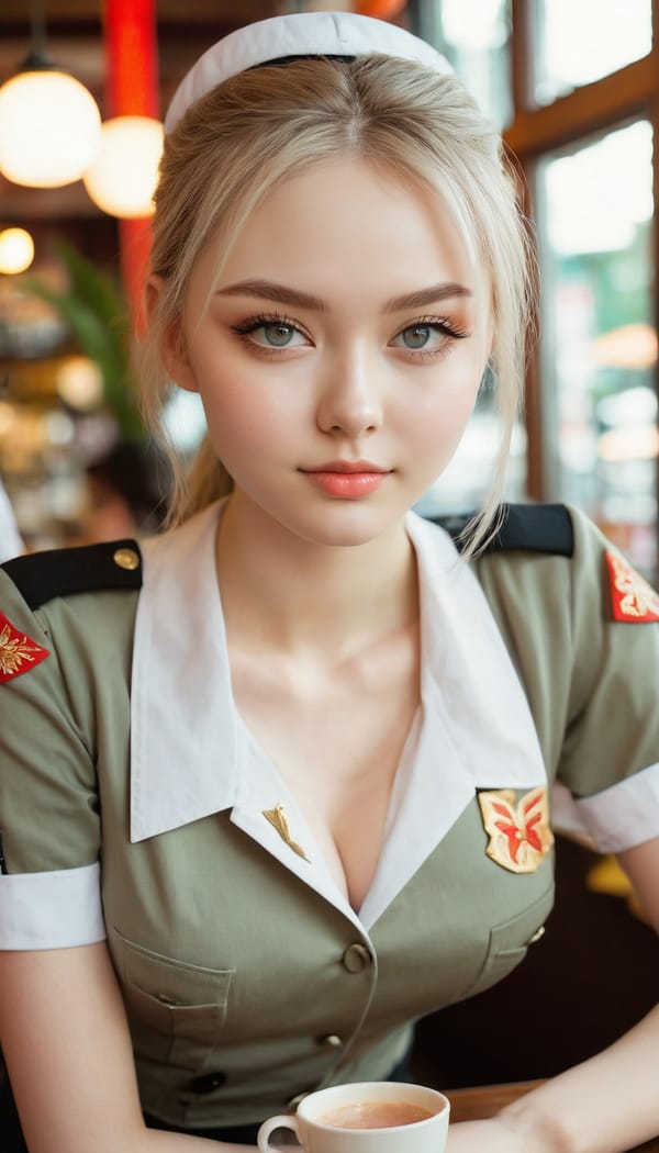 Tags: 21872187, SDXL
{"3": {"inputs": {"seed": 757067488681038, "steps": 32, "cfg": 6.54, "sampler_name": "dpmpp_2m", "scheduler": "karras", "denoise": 1.0, "model": ["27", 0], "positive": ["6", 0], "negative": ["7", 0], "latent_image": ["5", 0]}, "class_type": "KSampler"}, "4": {"inputs": {"ckpt_name": "juggernautxl.safetensors"}, "class_type": "CheckpointLoaderSimple"}, "5": {"inputs": {"width": 768, "height": 1344, "batch_size": 1}, "class_type": "EmptyLatentImage"}, "6": {"inputs": {"text": "20 year old girl, (russian:1.06), (slim:1.08), (cute:1.13), (blush:0.97), (seductive facial expression:1.09), (double eyelids:1.01), (beautiful eyes:1.13), (sexy lips:1.13), (seductive pose:1.10), (idol:1.14), (temptress:0.99), (pale skin:0.99), (detailed face:1.08), (eyelashes:1.05), (in a seductive pose:1.02), (large perky breasts:0.96), (cleavage:1.06), (thigh gap:1.01), (a waitress in uniform:1.13) working at a restaurant, (textured skin:1.05), (portra:1.01), (soft lighting:1.02), (RAW:1.01), (detailed skin:1.00), (natural looking skin:1.08), (skin fuzz:1.09), (film:1.01)", "clip": ["27", 1]}, "class_type": "CLIPTextEncode"}, "7": {"inputs": {"text": "(worst quality:1.07), (twisted:1.07), (watermark:1.09), (open mouth:1.05), (distorted:1.05), (low resolution:1.06), (bad hands:1.11)", "clip": ["27", 1]}, "class_type": "CLIPTextEncode"}, "8": {"inputs": {"samples": ["3", 0], "vae": ["4", 2]}, "class_type": "VAEDecode"}, "25": {"inputs": {"lora_name": "nudify_xl.safetensors", "strength_model": 0.25, "strength_clip": 0.31, "model": ["4", 0], "clip": ["4", 1]}, "class_type": "LoraLoader"}, "26": {"inputs": {"lora_name": "shirtlift_SDXL_v2.safetensors", "strength_model": 0.08, "strength_clip": 0.13, "model": ["25", 0], "clip": ["25", 1]}, "class_type": "LoraLoader"}, "27": {"inputs": {"lora_name": "PerfectEyesXL.safetensors", "strength_model": 0.06, "strength_clip": 0.02, "model": ["26", 0], "clip": ["26", 1]}, "class_type": "LoraLoader"}, "30": {"inputs": {"model_name": "4x_NMKD-Superscale-SP_178000_G.pth"}, "class_type": "UpscaleModelLoader"}, "31": {"inputs": {"upscale_model": ["30", 0], "image": ["8", 0]}, "class_type": "ImageUpscaleWithModel"}, "32": {"inputs": {"upscale_method": "lanczos", "scale_by": 0.5, "image": ["31", 0]}, "class_type": "ImageScaleBy"}, "33": {"inputs": {"pixels": ["32", 0], "vae": ["4", 2]}, "class_type": "VAEEncode"}, "34": {"inputs": {"seed": 757067488681038, "steps": 32, "cfg": 6.54, "sampler_name": "dpmpp_2m", "scheduler": "karras", "denoise": 0.3, "model": ["27", 0], "positive": ["6", 0], "negative": ["7", 0], "latent_image": ["33", 0]}, "class_type": "KSampler"}, "36": {"inputs": {"samples": ["34", 0], "vae": ["4", 2]}, "class_type": "VAEDecode"}, "39": {"inputs": {"filename_prefix": "comfyapi-1734826850619", "images": ["36", 0]}, "class_type": "SaveImage"}}