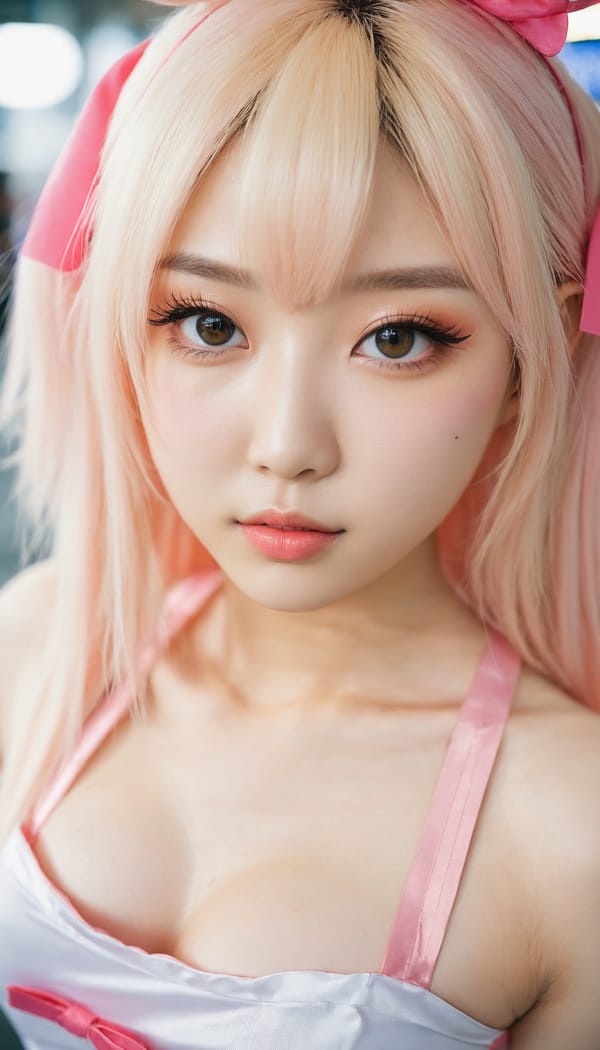 Tags: 21872187, SDXL
{"3": {"inputs": {"seed": 692403479687906, "steps": 64, "cfg": 6.09, "sampler_name": "dpmpp_2m", "scheduler": "karras", "denoise": 1.0, "model": ["27", 0], "positive": ["6", 0], "negative": ["7", 0], "latent_image": ["5", 0]}, "class_type": "KSampler"}, "4": {"inputs": {"ckpt_name": "juggernautxl.safetensors"}, "class_type": "CheckpointLoaderSimple"}, "5": {"inputs": {"width": 768, "height": 1344, "batch_size": 1}, "class_type": "EmptyLatentImage"}, "6": {"inputs": {"text": "19 year old girl, (korean:0.96), (seductive pose:1.00), (pale skin:1.00), (eyelashes:1.03), (blush:1.07), (temptress:1.00), (cute:1.04), (sexy lips:1.08), (seductive facial expression:1.00), (slim:1.06), (detailed face:1.04), (idol:0.99), (beautiful eyes:1.12), (double eyelids:1.03), (perky ass:1.08), (exposed ass:1.04), (looking back:1.04), (sexy ass:1.05), (thigh gap:1.04), (in a cosplay:1.07) at comiket posing for camera, (detailed skin:1.08), (candid cinema:1.02), (textured skin:1.01), (film:1.08), (skin fuzz:1.02), (natural looking skin:1.07), (soft lighting:1.02), (portra:1.05), (RAW:1.08)", "clip": ["27", 1]}, "class_type": "CLIPTextEncode"}, "7": {"inputs": {"text": "(distorted:1.05), (open mouth:1.13), (low resolution:1.07), (worst quality:1.10), (bad hands:1.13), (twisted:1.13), (watermark:1.09)", "clip": ["27", 1]}, "class_type": "CLIPTextEncode"}, "8": {"inputs": {"samples": ["3", 0], "vae": ["4", 2]}, "class_type": "VAEDecode"}, "25": {"inputs": {"lora_name": "nudify_xl.safetensors", "strength_model": 0.32, "strength_clip": 0.08, "model": ["4", 0], "clip": ["4", 1]}, "class_type": "LoraLoader"}, "26": {"inputs": {"lora_name": "shirtlift_SDXL_v2.safetensors", "strength_model": 0.09, "strength_clip": 0.01, "model": ["25", 0], "clip": ["25", 1]}, "class_type": "LoraLoader"}, "27": {"inputs": {"lora_name": "PerfectEyesXL.safetensors", "strength_model": 0.16, "strength_clip": 0.13, "model": ["26", 0], "clip": ["26", 1]}, "class_type": "LoraLoader"}, "30": {"inputs": {"model_name": "4x_NMKD-Superscale-SP_178000_G.pth"}, "class_type": "UpscaleModelLoader"}, "31": {"inputs": {"upscale_model": ["30", 0], "image": ["8", 0]}, "class_type": "ImageUpscaleWithModel"}, "32": {"inputs": {"upscale_method": "lanczos", "scale_by": 0.5, "image": ["31", 0]}, "class_type": "ImageScaleBy"}, "33": {"inputs": {"pixels": ["32", 0], "vae": ["4", 2]}, "class_type": "VAEEncode"}, "34": {"inputs": {"seed": 692403479687906, "steps": 64, "cfg": 6.09, "sampler_name": "dpmpp_2m", "scheduler": "karras", "denoise": 0.3, "model": ["27", 0], "positive": ["6", 0], "negative": ["7", 0], "latent_image": ["33", 0]}, "class_type": "KSampler"}, "36": {"inputs": {"samples": ["34", 0], "vae": ["4", 2]}, "class_type": "VAEDecode"}, "39": {"inputs": {"filename_prefix": "comfyapi-1735183510537", "images": ["36", 0]}, "class_type": "SaveImage"}}