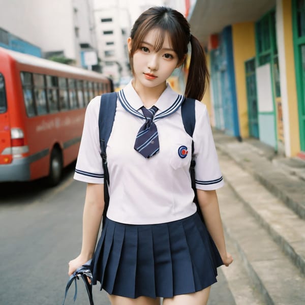 Tags: 21872187, SDXL
{"3": {"inputs": {"seed": 608989026136943, "steps": 64, "cfg": 5.5, "sampler_name": "dpmpp_2m", "scheduler": "karras", "denoise": 1.0, "model": ["27", 0], "positive": ["6", 0], "negative": ["7", 0], "latent_image": ["5", 0]}, "class_type": "KSampler"}, "4": {"inputs": {"ckpt_name": "helloworldxl.safetensors"}, "class_type": "CheckpointLoaderSimple"}, "5": {"inputs": {"width": 1024, "height": 1024, "batch_size": 1}, "class_type": "EmptyLatentImage"}, "6": {"inputs": {"text": "24 year old girl, (korean:1.08), (slim:1.10), (beautiful eyes:1.13), (seductive pose:0.95), (cute:1.11), (seductive facial expression:1.08), (pale skin:0.96), (detailed face:1.01), (sexy lips:1.11), (eyelashes:0.96), (blush:1.09), (idol:0.97), (double eyelids:1.03), (temptress:1.01), (perky ass:1.08), (exposed ass:1.05), (looking back:0.98), (sexy ass:0.99), (thigh gap:1.00), (school uniform:1.14), choker, busy street, (natural looking skin:1.06), (detailed skin:1.08), (candid cinema:1.08), (soft lighting:1.04), (skin fuzz:1.00), (film:1.09), (portra:1.09), (textured skin:1.00), (RAW:1.06)", "clip": ["27", 1]}, "class_type": "CLIPTextEncode"}, "7": {"inputs": {"text": "(distorted:1.14), (twisted:1.08), (low resolution:1.12), (bad hands:1.07), (worst quality:1.10), (watermark:1.11), (open mouth:1.10)", "clip": ["27", 1]}, "class_type": "CLIPTextEncode"}, "8": {"inputs": {"samples": ["3", 0], "vae": ["4", 2]}, "class_type": "VAEDecode"}, "25": {"inputs": {"lora_name": "nudify_xl.safetensors", "strength_model": 0.27, "strength_clip": 0.09, "model": ["4", 0], "clip": ["4", 1]}, "class_type": "LoraLoader"}, "26": {"inputs": {"lora_name": "shirtlift_SDXL_v2.safetensors", "strength_model": 0.11, "strength_clip": 0.01, "model": ["25", 0], "clip": ["25", 1]}, "class_type": "LoraLoader"}, "27": {"inputs": {"lora_name": "PerfectEyesXL.safetensors", "strength_model": 0.17, "strength_clip": 0.02, "model": ["26", 0], "clip": ["26", 1]}, "class_type": "LoraLoader"}, "30": {"inputs": {"model_name": "4x_NMKD-Superscale-SP_178000_G.pth"}, "class_type": "UpscaleModelLoader"}, "31": {"inputs": {"upscale_model": ["30", 0], "image": ["8", 0]}, "class_type": "ImageUpscaleWithModel"}, "32": {"inputs": {"upscale_method": "lanczos", "scale_by": 0.5, "image": ["31", 0]}, "class_type": "ImageScaleBy"}, "33": {"inputs": {"pixels": ["32", 0], "vae": ["4", 2]}, "class_type": "VAEEncode"}, "34": {"inputs": {"seed": 608989026136943, "steps": 64, "cfg": 5.5, "sampler_name": "dpmpp_2m", "scheduler": "karras", "denoise": 0.3, "model": ["27", 0], "positive": ["6", 0], "negative": ["7", 0], "latent_image": ["33", 0]}, "class_type": "KSampler"}, "36": {"inputs": {"samples": ["34", 0], "vae": ["4", 2]}, "class_type": "VAEDecode"}, "39": {"inputs": {"filename_prefix": "comfyapi-1728318814926", "images": ["36", 0]}, "class_type": "SaveImage"}}