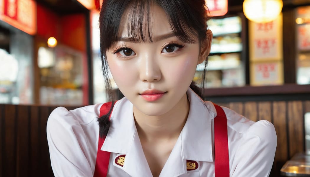 Tags: 21872187, SDXL
{"3": {"inputs": {"seed": 329113153917207, "steps": 32, "cfg": 7.31, "sampler_name": "dpmpp_2m", "scheduler": "karras", "denoise": 1.0, "model": ["27", 0], "positive": ["6", 0], "negative": ["7", 0], "latent_image": ["5", 0]}, "class_type": "KSampler"}, "4": {"inputs": {"ckpt_name": "juggernautxl.safetensors"}, "class_type": "CheckpointLoaderSimple"}, "5": {"inputs": {"width": 1344, "height": 768, "batch_size": 1}, "class_type": "EmptyLatentImage"}, "6": {"inputs": {"text": "22 year old girl, (korean:1.13), (pale skin:1.06), (sexy lips:1.12), (idol:1.03), (temptress:0.99), (beautiful eyes:0.95), (slim:1.07), (cute:1.02), (detailed face:1.07), (seductive pose:0.98), (eyelashes:1.06), (seductive facial expression:1.10), (blush:1.11), (double eyelids:1.08), (perky ass:1.02), (exposed ass:1.05), (looking back:0.97), (sexy ass:1.07), (thigh gap:0.95), (a waitress in uniform:0.98) working at a restaurant, (portra:1.08), (skin fuzz:1.08), (textured skin:1.07), (soft lighting:1.01), (detailed skin:1.03), (RAW:1.03), (natural looking skin:1.03), (film:1.07), (candid cinema:1.08)", "clip": ["27", 1]}, "class_type": "CLIPTextEncode"}, "7": {"inputs": {"text": "(low resolution:1.10), (distorted:1.09), (watermark:1.09), (open mouth:1.13), (bad hands:1.10), (twisted:1.09), (worst quality:1.08)", "clip": ["27", 1]}, "class_type": "CLIPTextEncode"}, "8": {"inputs": {"samples": ["3", 0], "vae": ["4", 2]}, "class_type": "VAEDecode"}, "25": {"inputs": {"lora_name": "nudify_xl.safetensors", "strength_model": 0.27, "strength_clip": 0.23, "model": ["4", 0], "clip": ["4", 1]}, "class_type": "LoraLoader"}, "26": {"inputs": {"lora_name": "shirtlift_SDXL_v2.safetensors", "strength_model": 0.01, "strength_clip": 0.12, "model": ["25", 0], "clip": ["25", 1]}, "class_type": "LoraLoader"}, "27": {"inputs": {"lora_name": "PerfectEyesXL.safetensors", "strength_model": 0.0, "strength_clip": 0.04, "model": ["26", 0], "clip": ["26", 1]}, "class_type": "LoraLoader"}, "30": {"inputs": {"model_name": "4x_NMKD-Superscale-SP_178000_G.pth"}, "class_type": "UpscaleModelLoader"}, "31": {"inputs": {"upscale_model": ["30", 0], "image": ["8", 0]}, "class_type": "ImageUpscaleWithModel"}, "32": {"inputs": {"upscale_method": "lanczos", "scale_by": 0.5, "image": ["31", 0]}, "class_type": "ImageScaleBy"}, "33": {"inputs": {"pixels": ["32", 0], "vae": ["4", 2]}, "class_type": "VAEEncode"}, "34": {"inputs": {"seed": 329113153917207, "steps": 32, "cfg": 7.31, "sampler_name": "dpmpp_2m", "scheduler": "karras", "denoise": 0.3, "model": ["27", 0], "positive": ["6", 0], "negative": ["7", 0], "latent_image": ["33", 0]}, "class_type": "KSampler"}, "36": {"inputs": {"samples": ["34", 0], "vae": ["4", 2]}, "class_type": "VAEDecode"}, "39": {"inputs": {"filename_prefix": "comfyapi-1734495802908", "images": ["36", 0]}, "class_type": "SaveImage"}}