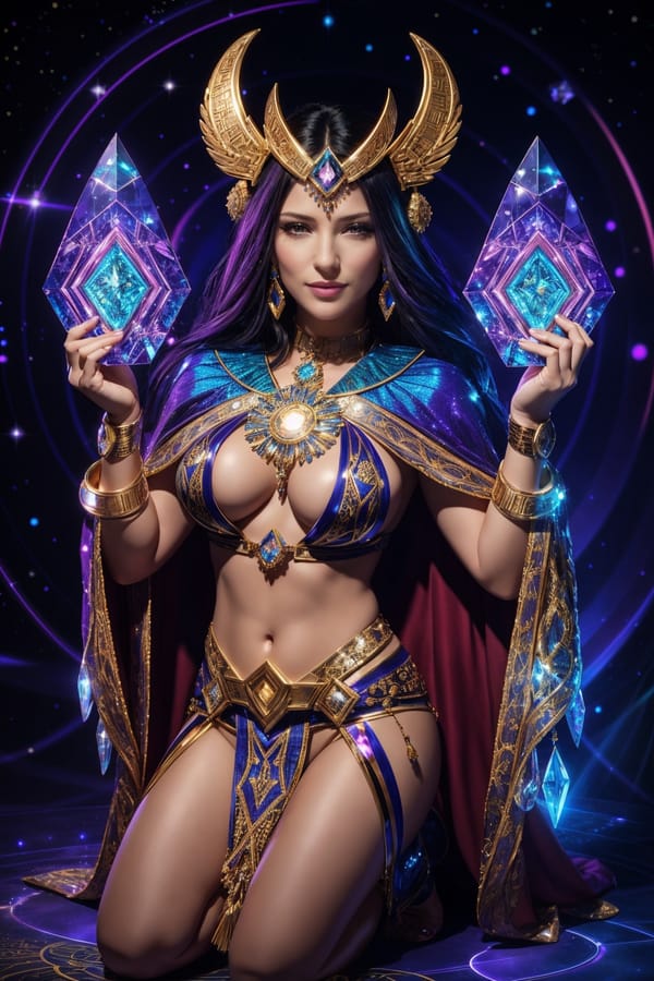 Tags: undefined
[JennyPoussinTI|CateBlanchettTI|SalmaHayekTI] wearing pulse,stun,ancient hieroglyphic plates,arcane crystals,shimmering,hypnotizing,crystal,arcanum,radiant aura enigmatic robe,     sexually suggestive expression, 4k
Negative prompt: (worst quality, low quality:1.1), [bad-hands-5:0.25]
Steps: 30, Sampler: DPM++ 2M SDE Heun Exponential, CFG scale: 30, Seed: 2152336471, Size: 512x768, Model hash: a73cb15a8b, Model: xenographSFWNSFW_v1, VAE hash: 235745af8d, VAE: vae-ft-mse-840000-ema-pruned.vae.pt, Denoising strength: 0.49, ADetailer model: face_yolov8n.pt, ADetailer confidence: 0.3, ADetailer dilate erode: 32, ADetailer mask blur: 4, ADetailer denoising strength: 0.49, ADetailer inpaint only masked: True, ADetailer inpaint padding: 32, ADetailer use inpaint width height: True, ADetailer inpaint width: 512, ADetailer inpaint height: 512, ADetailer version: 24.3.0, Hires upscale: 2, Hires steps: 12, Hires upscaler: 4x-UltraSharp, Dynamic thresholding enabled: True, Mimic scale: 7, Separate Feature Channels: True, Scaling Startpoint: MEAN, Variability Measure: AD, Interpolate Phi: 1, Threshold percentile: 99.9, Mimic mode: Half Cosine Up, Mimic scale minimum: 3, CFG mode: Half Cosine Up, CFG scale minimum: 4, TI hashes: "JennyPoussinTI: 02b26f4945ad, CateBlanchettTI: 7a33ec3c2193, SalmaHayekTI: 8b9e53a1872a, bad-hands-5: aa7651be154c", Mask blur: 4, Inpaint area: Only masked, Masked area padding: 32, Version: v1.8.0