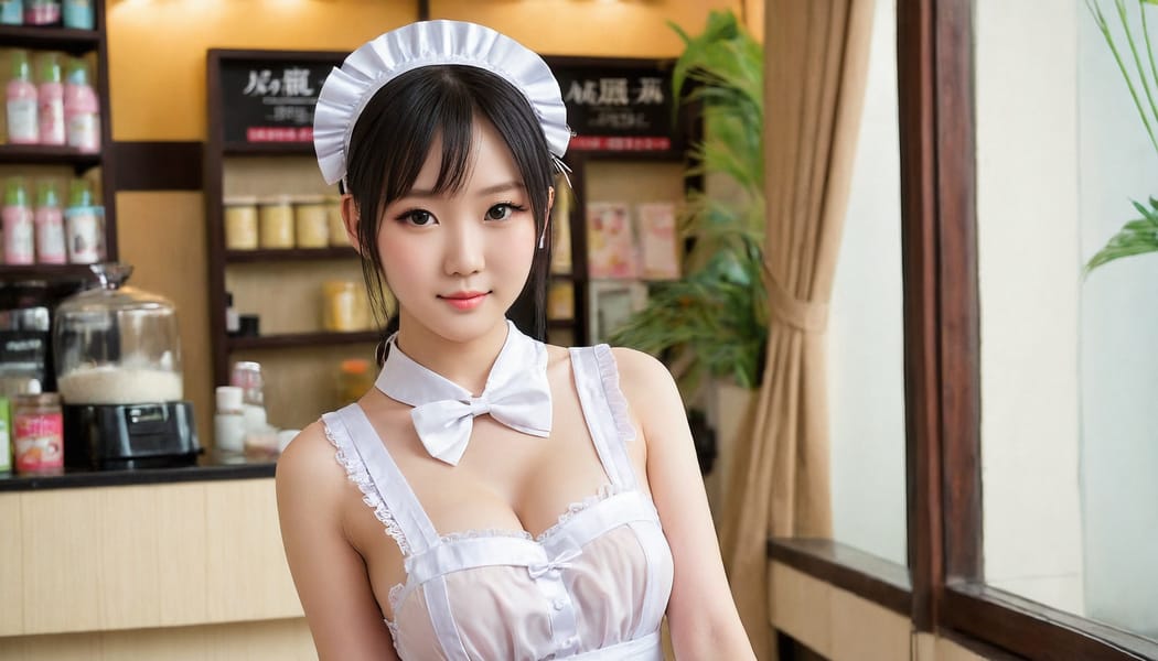 Tags: 21872187, SDXL
{"3": {"inputs": {"seed": 160488399672297, "steps": 32, "cfg": 7.01, "sampler_name": "dpmpp_2m", "scheduler": "karras", "denoise": 1.0, "model": ["27", 0], "positive": ["6", 0], "negative": ["7", 0], "latent_image": ["5", 0]}, "class_type": "KSampler"}, "4": {"inputs": {"ckpt_name": "juggernautXL_v8Rundiffusion.safetensors"}, "class_type": "CheckpointLoaderSimple"}, "5": {"inputs": {"width": 1344, "height": 768, "batch_size": 1}, "class_type": "EmptyLatentImage"}, "6": {"inputs": {"text": "22 year old girl, (chinese:1.10), (blush:0.95), (cute:0.96), (eyelashes:1.07), (seductive pose:1.05), (beautiful eyes:0.97), (slim:1.13), (double eyelids:1.05), (sexy lips:1.10), (pale skin:1.09), (temptress:0.96), (detailed face:0.99), (idol:1.07), (in a seductive pose:0.96), (large perky breasts:1.06), (cleavage:1.04), (thigh gap:1.04), in a (skimpy maid costume:1.09) working at a maid cafe, choker, bowtie, headband, pleated skirt, (detailed skin:1.08), (candid cinema:1.06), (film:1.06), (textured skin:1.09), (soft lighting:1.02), (portra:1.06), (RAW:1.06), (skin fuzz:1.03), (natural looking skin:1.07)", "clip": ["27", 1]}, "class_type": "CLIPTextEncode"}, "7": {"inputs": {"text": "(twisted:1.14), (watermark:1.09), (open mouth:1.08), (distorted:1.11), (worst quality:1.09), (bad hands:1.12), (low resolution:1.07)", "clip": ["27", 1]}, "class_type": "CLIPTextEncode"}, "8": {"inputs": {"samples": ["3", 0], "vae": ["4", 2]}, "class_type": "VAEDecode"}, "25": {"inputs": {"lora_name": "nudify_xl.safetensors", "strength_model": 0.13, "strength_clip": 0.01, "model": ["4", 0], "clip": ["4", 1]}, "class_type": "LoraLoader"}, "26": {"inputs": {"lora_name": "shirtlift_SDXL_v2.safetensors", "strength_model": 0.01, "strength_clip": 0.0, "model": ["25", 0], "clip": ["25", 1]}, "class_type": "LoraLoader"}, "27": {"inputs": {"lora_name": "PerfectEyesXL.safetensors", "strength_model": 0.11, "strength_clip": 0.0, "model": ["26", 0], "clip": ["26", 1]}, "class_type": "LoraLoader"}, "30": {"inputs": {"model_name": "4x_NMKD-Superscale-SP_178000_G.pth"}, "class_type": "UpscaleModelLoader"}, "31": {"inputs": {"upscale_model": ["30", 0], "image": ["8", 0]}, "class_type": "ImageUpscaleWithModel"}, "32": {"inputs": {"upscale_method": "lanczos", "scale_by": 0.5, "image": ["31", 0]}, "class_type": "ImageScaleBy"}, "33": {"inputs": {"pixels": ["32", 0], "vae": ["4", 2]}, "class_type": "VAEEncode"}, "34": {"inputs": {"seed": 160488399672297, "steps": 32, "cfg": 7.01, "sampler_name": "dpmpp_2m", "scheduler": "karras", "denoise": 0.3, "model": ["27", 0], "positive": ["6", 0], "negative": ["7", 0], "latent_image": ["33", 0]}, "class_type": "KSampler"}, "36": {"inputs": {"samples": ["34", 0], "vae": ["4", 2]}, "class_type": "VAEDecode"}, "39": {"inputs": {"filename_prefix": "comfyapi-1707919474727", "images": ["36", 0]}, "class_type": "SaveImage"}}