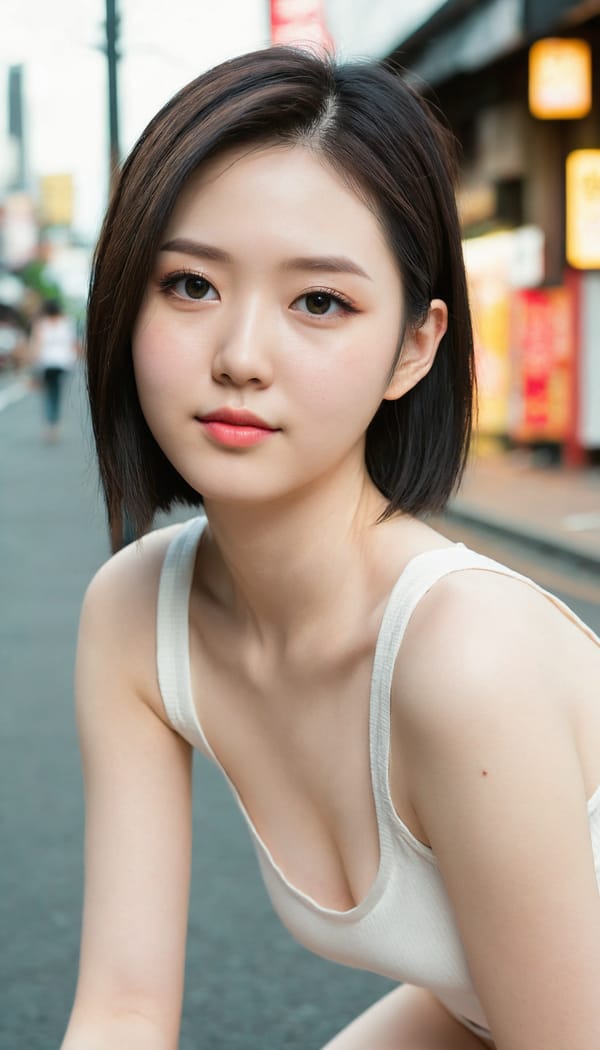 Tags: 21872187, SDXL
{"3": {"inputs": {"seed": 178291666042062, "steps": 32, "cfg": 6.8, "sampler_name": "dpmpp_2m", "scheduler": "karras", "denoise": 1.0, "model": ["27", 0], "positive": ["6", 0], "negative": ["7", 0], "latent_image": ["5", 0]}, "class_type": "KSampler"}, "4": {"inputs": {"ckpt_name": "juggernautXL_v8Rundiffusion.safetensors"}, "class_type": "CheckpointLoaderSimple"}, "5": {"inputs": {"width": 768, "height": 1344, "batch_size": 1}, "class_type": "EmptyLatentImage"}, "6": {"inputs": {"text": "24 year old girl, (japanese:1.09), (pale skin:1.04), (seductive facial expression:1.02), (temptress:1.03), (cute:1.12), (eyelashes:0.98), (slim:1.13), (idol:1.06), (seductive pose:1.00), (blush:0.95), (sexy lips:1.07), (detailed face:1.02), (beautiful eyes:0.97), (double eyelids:0.97), (perky ass:1.07), (exposed ass:1.05), (looking back:1.12), (sexy ass:1.11), (thigh gap:1.14), (white tanktop:1.02), busy street, (RAW:1.07), (textured skin:1.07), (film:1.06), (portra:1.06), (detailed skin:1.04), (natural looking skin:1.05), (skin fuzz:1.09), (candid cinema:1.03), (soft lighting:1.05)", "clip": ["27", 1]}, "class_type": "CLIPTextEncode"}, "7": {"inputs": {"text": "(twisted:1.07), (watermark:1.11), (bad hands:1.12), (distorted:1.08), (open mouth:1.06), (low resolution:1.12), (worst quality:1.06)", "clip": ["27", 1]}, "class_type": "CLIPTextEncode"}, "8": {"inputs": {"samples": ["3", 0], "vae": ["4", 2]}, "class_type": "VAEDecode"}, "25": {"inputs": {"lora_name": "nudify_xl.safetensors", "strength_model": 0.11, "strength_clip": 0.16, "model": ["4", 0], "clip": ["4", 1]}, "class_type": "LoraLoader"}, "26": {"inputs": {"lora_name": "shirtlift_SDXL_v2.safetensors", "strength_model": 0.18, "strength_clip": 0.09, "model": ["25", 0], "clip": ["25", 1]}, "class_type": "LoraLoader"}, "27": {"inputs": {"lora_name": "PerfectEyesXL.safetensors", "strength_model": 0.06, "strength_clip": 0.1, "model": ["26", 0], "clip": ["26", 1]}, "class_type": "LoraLoader"}, "30": {"inputs": {"model_name": "4x_NMKD-Superscale-SP_178000_G.pth"}, "class_type": "UpscaleModelLoader"}, "31": {"inputs": {"upscale_model": ["30", 0], "image": ["8", 0]}, "class_type": "ImageUpscaleWithModel"}, "32": {"inputs": {"upscale_method": "lanczos", "scale_by": 0.5, "image": ["31", 0]}, "class_type": "ImageScaleBy"}, "33": {"inputs": {"pixels": ["32", 0], "vae": ["4", 2]}, "class_type": "VAEEncode"}, "34": {"inputs": {"seed": 178291666042062, "steps": 32, "cfg": 6.8, "sampler_name": "dpmpp_2m", "scheduler": "karras", "denoise": 0.3, "model": ["27", 0], "positive": ["6", 0], "negative": ["7", 0], "latent_image": ["33", 0]}, "class_type": "KSampler"}, "36": {"inputs": {"samples": ["34", 0], "vae": ["4", 2]}, "class_type": "VAEDecode"}, "39": {"inputs": {"filename_prefix": "comfyapi-1708133266691", "images": ["36", 0]}, "class_type": "SaveImage"}}