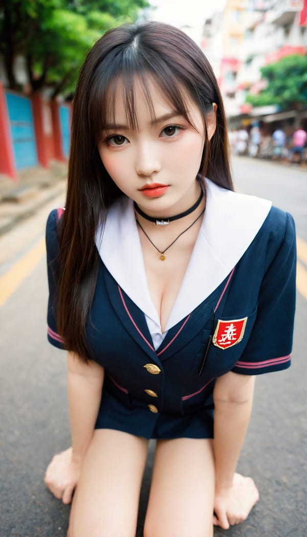 Tags: 21872187, SDXL
{"3": {"inputs": {"seed": 355502057301162, "steps": 32, "cfg": 7.6, "sampler_name": "dpmpp_2m", "scheduler": "karras", "denoise": 1.0, "model": ["27", 0], "positive": ["6", 0], "negative": ["7", 0], "latent_image": ["5", 0]}, "class_type": "KSampler"}, "4": {"inputs": {"ckpt_name": "helloworldxl.safetensors"}, "class_type": "CheckpointLoaderSimple"}, "5": {"inputs": {"width": 768, "height": 1344, "batch_size": 1}, "class_type": "EmptyLatentImage"}, "6": {"inputs": {"text": "20 year old girl, (taiwanese:1.03), (russian:1.02), (sexy lips:1.07), (seductive pose:0.95), (slim:1.03), (temptress:0.97), (pale skin:1.01), (detailed face:1.08), (eyelashes:1.12), (double eyelids:1.07), (blush:1.12), (seductive facial expression:1.10), (idol:0.98), (cute:1.05), (beautiful eyes:1.01), (in a seductive pose:1.14), (large perky breasts:1.08), (cleavage:1.00), (thigh gap:1.01), (school uniform:1.11), choker, busy street, (natural looking skin:1.09), (skin fuzz:1.04), (RAW:1.07), (candid cinema:1.00), (film:1.02), (textured skin:1.04), (soft lighting:1.00), (detailed skin:1.08), (portra:1.02)", "clip": ["27", 1]}, "class_type": "CLIPTextEncode"}, "7": {"inputs": {"text": "(twisted:1.13), (open mouth:1.07), (watermark:1.14), (distorted:1.14), (low resolution:1.06), (worst quality:1.05), (bad hands:1.13)", "clip": ["27", 1]}, "class_type": "CLIPTextEncode"}, "8": {"inputs": {"samples": ["3", 0], "vae": ["4", 2]}, "class_type": "VAEDecode"}, "25": {"inputs": {"lora_name": "nudify_xl.safetensors", "strength_model": 0.22, "strength_clip": 0.21, "model": ["4", 0], "clip": ["4", 1]}, "class_type": "LoraLoader"}, "26": {"inputs": {"lora_name": "shirtlift_SDXL_v2.safetensors", "strength_model": 0.11, "strength_clip": 0.11, "model": ["25", 0], "clip": ["25", 1]}, "class_type": "LoraLoader"}, "27": {"inputs": {"lora_name": "PerfectEyesXL.safetensors", "strength_model": 0.19, "strength_clip": 0.1, "model": ["26", 0], "clip": ["26", 1]}, "class_type": "LoraLoader"}, "30": {"inputs": {"model_name": "4x_NMKD-Superscale-SP_178000_G.pth"}, "class_type": "UpscaleModelLoader"}, "31": {"inputs": {"upscale_model": ["30", 0], "image": ["8", 0]}, "class_type": "ImageUpscaleWithModel"}, "32": {"inputs": {"upscale_method": "lanczos", "scale_by": 0.5, "image": ["31", 0]}, "class_type": "ImageScaleBy"}, "33": {"inputs": {"pixels": ["32", 0], "vae": ["4", 2]}, "class_type": "VAEEncode"}, "34": {"inputs": {"seed": 355502057301162, "steps": 32, "cfg": 7.6, "sampler_name": "dpmpp_2m", "scheduler": "karras", "denoise": 0.3, "model": ["27", 0], "positive": ["6", 0], "negative": ["7", 0], "latent_image": ["33", 0]}, "class_type": "KSampler"}, "36": {"inputs": {"samples": ["34", 0], "vae": ["4", 2]}, "class_type": "VAEDecode"}, "39": {"inputs": {"filename_prefix": "comfyapi-1716464003054", "images": ["36", 0]}, "class_type": "SaveImage"}}