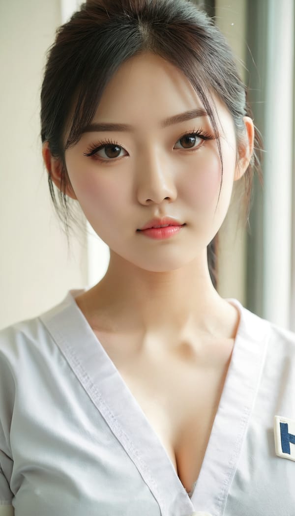 Tags: 21872187, SDXL
{"3": {"inputs": {"seed": 115590390757532, "steps": 64, "cfg": 7.6, "sampler_name": "dpmpp_2m", "scheduler": "karras", "denoise": 1.0, "model": ["27", 0], "positive": ["6", 0], "negative": ["7", 0], "latent_image": ["5", 0]}, "class_type": "KSampler"}, "4": {"inputs": {"ckpt_name": "juggernautxl.safetensors"}, "class_type": "CheckpointLoaderSimple"}, "5": {"inputs": {"width": 768, "height": 1344, "batch_size": 1}, "class_type": "EmptyLatentImage"}, "6": {"inputs": {"text": "19 year old girl, (taiwanese:1.09), (korean:1.09), (cute:1.01), (eyelashes:1.13), (pale skin:1.01), (sexy lips:1.13), (blush:0.95), (detailed face:0.99), (seductive pose:1.00), (idol:1.11), (slim:1.06), (seductive facial expression:1.07), (beautiful eyes:1.02), (in a seductive pose:1.08), (large perky breasts:1.06), (cleavage:1.07), (thigh gap:1.09), (nurse in uniform:0.96) working in a hospital ward, (portra:1.08), (textured skin:1.05), (skin fuzz:1.03), (candid cinema:1.03), (natural looking skin:1.03), (film:1.05), (detailed skin:1.07), (RAW:1.08), (soft lighting:1.07)", "clip": ["27", 1]}, "class_type": "CLIPTextEncode"}, "7": {"inputs": {"text": "(worst quality:1.08), (watermark:1.11), (low resolution:1.10), (open mouth:1.07), (bad hands:1.09), (twisted:1.09), (distorted:1.11)", "clip": ["27", 1]}, "class_type": "CLIPTextEncode"}, "8": {"inputs": {"samples": ["3", 0], "vae": ["4", 2]}, "class_type": "VAEDecode"}, "25": {"inputs": {"lora_name": "nudify_xl.safetensors", "strength_model": 0.15, "strength_clip": 0.05, "model": ["4", 0], "clip": ["4", 1]}, "class_type": "LoraLoader"}, "26": {"inputs": {"lora_name": "shirtlift_SDXL_v2.safetensors", "strength_model": 0.11, "strength_clip": 0.16, "model": ["25", 0], "clip": ["25", 1]}, "class_type": "LoraLoader"}, "27": {"inputs": {"lora_name": "PerfectEyesXL.safetensors", "strength_model": 0.11, "strength_clip": 0.14, "model": ["26", 0], "clip": ["26", 1]}, "class_type": "LoraLoader"}, "30": {"inputs": {"model_name": "4x_NMKD-Superscale-SP_178000_G.pth"}, "class_type": "UpscaleModelLoader"}, "31": {"inputs": {"upscale_model": ["30", 0], "image": ["8", 0]}, "class_type": "ImageUpscaleWithModel"}, "32": {"inputs": {"upscale_method": "lanczos", "scale_by": 0.5, "image": ["31", 0]}, "class_type": "ImageScaleBy"}, "33": {"inputs": {"pixels": ["32", 0], "vae": ["4", 2]}, "class_type": "VAEEncode"}, "34": {"inputs": {"seed": 115590390757532, "steps": 64, "cfg": 7.6, "sampler_name": "dpmpp_2m", "scheduler": "karras", "denoise": 0.3, "model": ["27", 0], "positive": ["6", 0], "negative": ["7", 0], "latent_image": ["33", 0]}, "class_type": "KSampler"}, "36": {"inputs": {"samples": ["34", 0], "vae": ["4", 2]}, "class_type": "VAEDecode"}, "39": {"inputs": {"filename_prefix": "comfyapi-1717521381814", "images": ["36", 0]}, "class_type": "SaveImage"}}