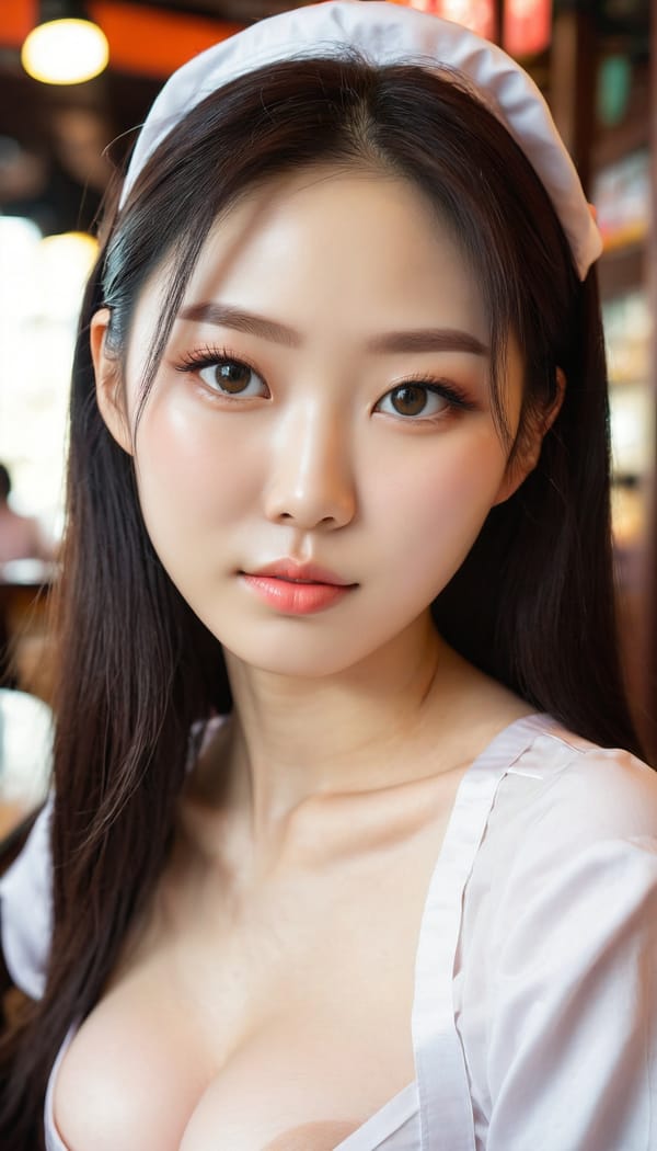 Tags: 21872187, SDXL
{"3": {"inputs": {"seed": 923825070716389, "steps": 32, "cfg": 7.58, "sampler_name": "dpmpp_2m", "scheduler": "karras", "denoise": 1.0, "model": ["27", 0], "positive": ["6", 0], "negative": ["7", 0], "latent_image": ["5", 0]}, "class_type": "KSampler"}, "4": {"inputs": {"ckpt_name": "juggernautxl.safetensors"}, "class_type": "CheckpointLoaderSimple"}, "5": {"inputs": {"width": 768, "height": 1344, "batch_size": 1}, "class_type": "EmptyLatentImage"}, "6": {"inputs": {"text": "27 year old girl, (korean:1.02), (cute:1.14), (temptress:1.08), (double eyelids:1.11), (pale skin:1.12), (seductive facial expression:1.07), (idol:1.14), (sexy lips:1.03), (slim:0.95), (seductive pose:1.00), (beautiful eyes:0.97), (blush:1.14), (detailed face:1.13), (in a seductive pose:1.14), (large perky breasts:1.00), (cleavage:1.04), (thigh gap:1.09), (a waitress in uniform:0.99) working at a restaurant, (skin fuzz:1.01), (portra:1.04), (textured skin:1.02), (natural looking skin:1.06), (detailed skin:1.05), (film:1.07), (candid cinema:1.03), (RAW:1.07), (soft lighting:1.00)", "clip": ["27", 1]}, "class_type": "CLIPTextEncode"}, "7": {"inputs": {"text": "(distorted:1.08), (bad hands:1.09), (twisted:1.12), (watermark:1.05), (low resolution:1.10), (worst quality:1.11), (open mouth:1.09)", "clip": ["27", 1]}, "class_type": "CLIPTextEncode"}, "8": {"inputs": {"samples": ["3", 0], "vae": ["4", 2]}, "class_type": "VAEDecode"}, "25": {"inputs": {"lora_name": "nudify_xl.safetensors", "strength_model": 0.2, "strength_clip": 0.35, "model": ["4", 0], "clip": ["4", 1]}, "class_type": "LoraLoader"}, "26": {"inputs": {"lora_name": "shirtlift_SDXL_v2.safetensors", "strength_model": 0.16, "strength_clip": 0.04, "model": ["25", 0], "clip": ["25", 1]}, "class_type": "LoraLoader"}, "27": {"inputs": {"lora_name": "PerfectEyesXL.safetensors", "strength_model": 0.17, "strength_clip": 0.0, "model": ["26", 0], "clip": ["26", 1]}, "class_type": "LoraLoader"}, "30": {"inputs": {"model_name": "4x_NMKD-Superscale-SP_178000_G.pth"}, "class_type": "UpscaleModelLoader"}, "31": {"inputs": {"upscale_model": ["30", 0], "image": ["8", 0]}, "class_type": "ImageUpscaleWithModel"}, "32": {"inputs": {"upscale_method": "lanczos", "scale_by": 0.5, "image": ["31", 0]}, "class_type": "ImageScaleBy"}, "33": {"inputs": {"pixels": ["32", 0], "vae": ["4", 2]}, "class_type": "VAEEncode"}, "34": {"inputs": {"seed": 923825070716389, "steps": 32, "cfg": 7.58, "sampler_name": "dpmpp_2m", "scheduler": "karras", "denoise": 0.3, "model": ["27", 0], "positive": ["6", 0], "negative": ["7", 0], "latent_image": ["33", 0]}, "class_type": "KSampler"}, "36": {"inputs": {"samples": ["34", 0], "vae": ["4", 2]}, "class_type": "VAEDecode"}, "39": {"inputs": {"filename_prefix": "comfyapi-1734746975126", "images": ["36", 0]}, "class_type": "SaveImage"}}