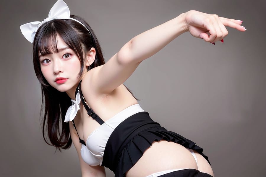 Tags: 21872187
<lora:JapaneseDollLikeness_v15:0.67>, <lora:taiwanDollLikeness_v20:0.22>, maid cafe, stockings, (maid costume:1.00), choker, bowtie, headband, (pleated skirt:1.14), (perky ass:1.05), (exposed ass:0.96), (looking back:1.09), <lora:Addams:0.21>, extremely detailed eyes, extremely detailed face, (photorealistic:1.10), seductive smile, double eyelids, pale skin, perky breasts, full body portrait, textured skin, RAW, tall, solo, (stunningly attractive:1.09), (dramatic:1.03)
Negative prompt: drawings, paintings, anime, disfigured, (worst quality:2.24)
Steps: 32, Sampler: DPM++ 2M Karras, CFG scale: 6.38, Seed: 2125157795, Size: 768x512, Model hash: fc2511737a, Model: chilloutmix_NiPrunedFp32Fix, Seed resize from: -1x-1, Denoising strength: 0.4, Version: v1.2.1, Hires upscale: 2.0, Hires steps: 16, Hires upscaler: ESRGAN_4x