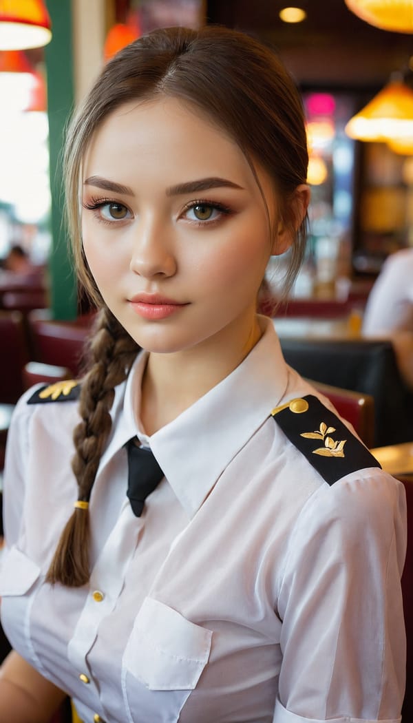 Tags: 21872187, SDXL
{"3": {"inputs": {"seed": 719640346139719, "steps": 64, "cfg": 6.96, "sampler_name": "dpmpp_2m", "scheduler": "karras", "denoise": 1.0, "model": ["27", 0], "positive": ["6", 0], "negative": ["7", 0], "latent_image": ["5", 0]}, "class_type": "KSampler"}, "4": {"inputs": {"ckpt_name": "juggernautxl.safetensors"}, "class_type": "CheckpointLoaderSimple"}, "5": {"inputs": {"width": 768, "height": 1344, "batch_size": 1}, "class_type": "EmptyLatentImage"}, "6": {"inputs": {"text": "22 year old girl, (ukrainian:0.99), (eyelashes:1.04), (sexy lips:1.03), (slim:1.10), (detailed face:1.07), (idol:1.06), (beautiful eyes:0.96), (cute:1.01), (seductive facial expression:1.09), (temptress:1.01), (blush:1.02), (double eyelids:1.03), (seductive pose:1.01), (in a seductive pose:1.14), (large perky breasts:1.05), (cleavage:1.10), (thigh gap:0.97), (a waitress in uniform:0.99) working at a restaurant, (candid cinema:1.04), (soft lighting:1.03), (detailed skin:1.00), (natural looking skin:1.04), (skin fuzz:1.03), (portra:1.01), (film:1.00), (textured skin:1.03), (RAW:1.06)", "clip": ["27", 1]}, "class_type": "CLIPTextEncode"}, "7": {"inputs": {"text": "(open mouth:1.08), (distorted:1.12), (bad hands:1.13), (low resolution:1.12), (worst quality:1.13), (twisted:1.05), (watermark:1.07)", "clip": ["27", 1]}, "class_type": "CLIPTextEncode"}, "8": {"inputs": {"samples": ["3", 0], "vae": ["4", 2]}, "class_type": "VAEDecode"}, "25": {"inputs": {"lora_name": "nudify_xl.safetensors", "strength_model": 0.01, "strength_clip": 0.16, "model": ["4", 0], "clip": ["4", 1]}, "class_type": "LoraLoader"}, "26": {"inputs": {"lora_name": "shirtlift_SDXL_v2.safetensors", "strength_model": 0.06, "strength_clip": 0.09, "model": ["25", 0], "clip": ["25", 1]}, "class_type": "LoraLoader"}, "27": {"inputs": {"lora_name": "PerfectEyesXL.safetensors", "strength_model": 0.17, "strength_clip": 0.03, "model": ["26", 0], "clip": ["26", 1]}, "class_type": "LoraLoader"}, "30": {"inputs": {"model_name": "4x_NMKD-Superscale-SP_178000_G.pth"}, "class_type": "UpscaleModelLoader"}, "31": {"inputs": {"upscale_model": ["30", 0], "image": ["8", 0]}, "class_type": "ImageUpscaleWithModel"}, "32": {"inputs": {"upscale_method": "lanczos", "scale_by": 0.5, "image": ["31", 0]}, "class_type": "ImageScaleBy"}, "33": {"inputs": {"pixels": ["32", 0], "vae": ["4", 2]}, "class_type": "VAEEncode"}, "34": {"inputs": {"seed": 719640346139719, "steps": 64, "cfg": 6.96, "sampler_name": "dpmpp_2m", "scheduler": "karras", "denoise": 0.3, "model": ["27", 0], "positive": ["6", 0], "negative": ["7", 0], "latent_image": ["33", 0]}, "class_type": "KSampler"}, "36": {"inputs": {"samples": ["34", 0], "vae": ["4", 2]}, "class_type": "VAEDecode"}, "39": {"inputs": {"filename_prefix": "comfyapi-1726362419676", "images": ["36", 0]}, "class_type": "SaveImage"}}