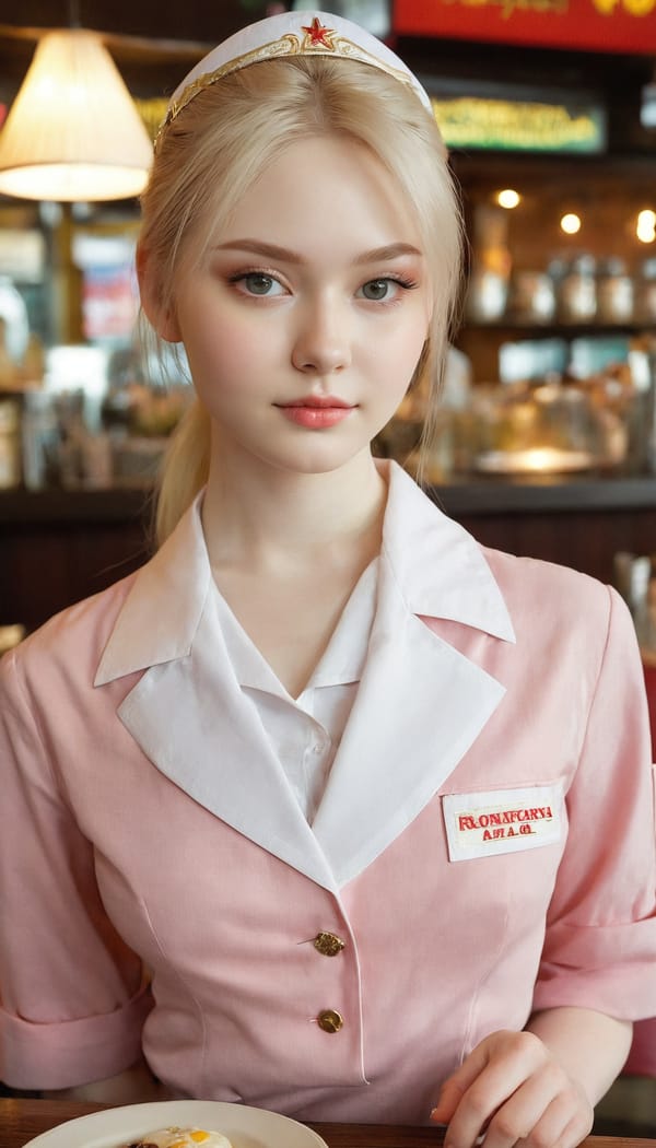 Tags: 21872187, SDXL
{"3": {"inputs": {"seed": 252167207669897, "steps": 32, "cfg": 5.87, "sampler_name": "dpmpp_2m", "scheduler": "karras", "denoise": 1.0, "model": ["27", 0], "positive": ["6", 0], "negative": ["7", 0], "latent_image": ["5", 0]}, "class_type": "KSampler"}, "4": {"inputs": {"ckpt_name": "juggernautxl.safetensors"}, "class_type": "CheckpointLoaderSimple"}, "5": {"inputs": {"width": 768, "height": 1344, "batch_size": 1}, "class_type": "EmptyLatentImage"}, "6": {"inputs": {"text": "19 year old girl, (russian:1.09), (pale skin:1.11), (seductive facial expression:1.13), (eyelashes:0.98), (blush:1.12), (temptress:0.99), (cute:1.11), (seductive pose:1.11), (detailed face:0.97), (idol:1.04), (slim:1.08), (sexy lips:0.95), (double eyelids:1.03), (in a seductive pose:1.11), (large perky breasts:0.95), (cleavage:1.00), (thigh gap:0.98), (a waitress in uniform:1.01) working at a restaurant, (soft lighting:1.05), (RAW:1.04), (candid cinema:1.07), (natural looking skin:1.05), (portra:1.01), (textured skin:1.04), (skin fuzz:1.07), (detailed skin:1.07), (film:1.04)", "clip": ["27", 1]}, "class_type": "CLIPTextEncode"}, "7": {"inputs": {"text": "(worst quality:1.10), (low resolution:1.10), (bad hands:1.13), (open mouth:1.09), (distorted:1.14), (watermark:1.05), (twisted:1.05)", "clip": ["27", 1]}, "class_type": "CLIPTextEncode"}, "8": {"inputs": {"samples": ["3", 0], "vae": ["4", 2]}, "class_type": "VAEDecode"}, "25": {"inputs": {"lora_name": "nudify_xl.safetensors", "strength_model": 0.17, "strength_clip": 0.23, "model": ["4", 0], "clip": ["4", 1]}, "class_type": "LoraLoader"}, "26": {"inputs": {"lora_name": "shirtlift_SDXL_v2.safetensors", "strength_model": 0.08, "strength_clip": 0.07, "model": ["25", 0], "clip": ["25", 1]}, "class_type": "LoraLoader"}, "27": {"inputs": {"lora_name": "PerfectEyesXL.safetensors", "strength_model": 0.19, "strength_clip": 0.14, "model": ["26", 0], "clip": ["26", 1]}, "class_type": "LoraLoader"}, "30": {"inputs": {"model_name": "4x_NMKD-Superscale-SP_178000_G.pth"}, "class_type": "UpscaleModelLoader"}, "31": {"inputs": {"upscale_model": ["30", 0], "image": ["8", 0]}, "class_type": "ImageUpscaleWithModel"}, "32": {"inputs": {"upscale_method": "lanczos", "scale_by": 0.5, "image": ["31", 0]}, "class_type": "ImageScaleBy"}, "33": {"inputs": {"pixels": ["32", 0], "vae": ["4", 2]}, "class_type": "VAEEncode"}, "34": {"inputs": {"seed": 252167207669897, "steps": 32, "cfg": 5.87, "sampler_name": "dpmpp_2m", "scheduler": "karras", "denoise": 0.3, "model": ["27", 0], "positive": ["6", 0], "negative": ["7", 0], "latent_image": ["33", 0]}, "class_type": "KSampler"}, "36": {"inputs": {"samples": ["34", 0], "vae": ["4", 2]}, "class_type": "VAEDecode"}, "39": {"inputs": {"filename_prefix": "comfyapi-1716963509246", "images": ["36", 0]}, "class_type": "SaveImage"}}