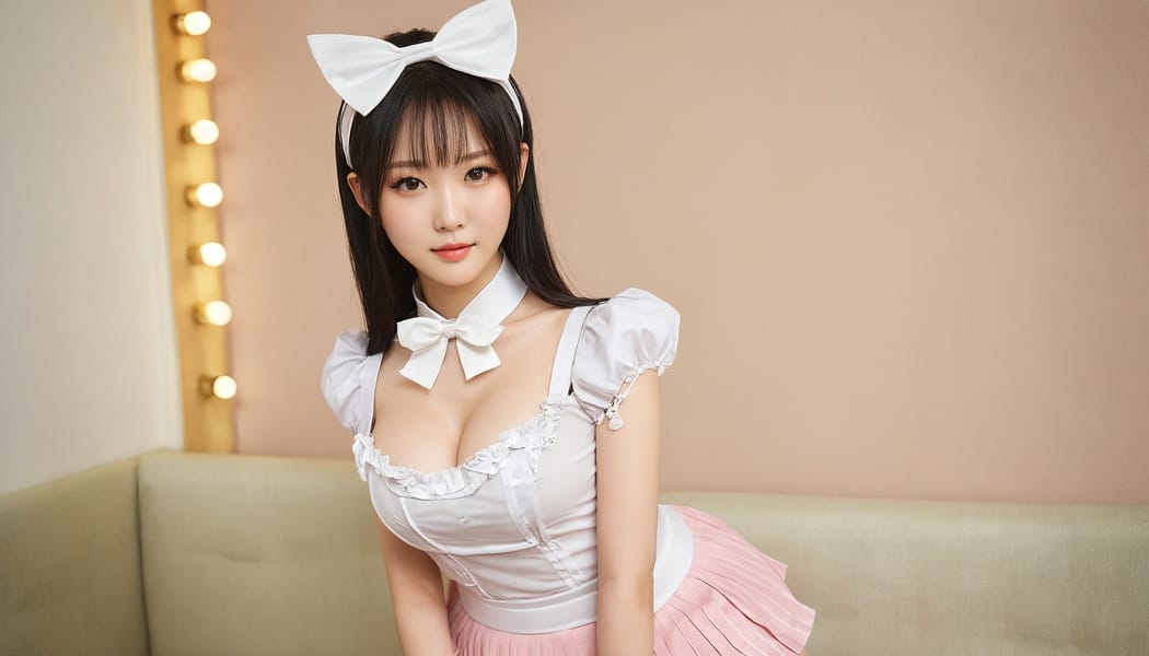 Tags: 21872187, SDXL
{"3": {"inputs": {"seed": 354603256679416, "steps": 32, "cfg": 5.43, "sampler_name": "dpmpp_2m", "scheduler": "karras", "denoise": 1.0, "model": ["27", 0], "positive": ["6", 0], "negative": ["7", 0], "latent_image": ["5", 0]}, "class_type": "KSampler"}, "4": {"inputs": {"ckpt_name": "juggernautxl.safetensors"}, "class_type": "CheckpointLoaderSimple"}, "5": {"inputs": {"width": 1344, "height": 768, "batch_size": 1}, "class_type": "EmptyLatentImage"}, "6": {"inputs": {"text": "22 year old girl, (chinese:1.08), (cute:0.96), (idol:1.03), (seductive pose:0.97), (beautiful eyes:0.99), (slim:0.97), (detailed face:1.13), (blush:1.11), (sexy lips:1.14), (temptress:1.07), (eyelashes:0.96), (seductive facial expression:1.10), (double eyelids:0.95), (pale skin:1.01), (in a seductive pose:0.96), (large perky breasts:1.13), (cleavage:1.03), (thigh gap:1.10), in a (skimpy maid costume:1.01) working at a maid cafe, choker, bowtie, headband, pleated skirt, (soft lighting:1.01), (RAW:1.03), (film:1.06), (portra:1.05), (natural looking skin:1.03), (textured skin:1.02), (detailed skin:1.01), (skin fuzz:1.01), (candid cinema:1.03)", "clip": ["27", 1]}, "class_type": "CLIPTextEncode"}, "7": {"inputs": {"text": "(watermark:1.06), (worst quality:1.07), (twisted:1.11), (open mouth:1.12), (bad hands:1.05), (low resolution:1.08), (distorted:1.07)", "clip": ["27", 1]}, "class_type": "CLIPTextEncode"}, "8": {"inputs": {"samples": ["3", 0], "vae": ["4", 2]}, "class_type": "VAEDecode"}, "25": {"inputs": {"lora_name": "nudify_xl.safetensors", "strength_model": 0.0, "strength_clip": 0.06, "model": ["4", 0], "clip": ["4", 1]}, "class_type": "LoraLoader"}, "26": {"inputs": {"lora_name": "shirtlift_SDXL_v2.safetensors", "strength_model": 0.19, "strength_clip": 0.18, "model": ["25", 0], "clip": ["25", 1]}, "class_type": "LoraLoader"}, "27": {"inputs": {"lora_name": "PerfectEyesXL.safetensors", "strength_model": 0.12, "strength_clip": 0.08, "model": ["26", 0], "clip": ["26", 1]}, "class_type": "LoraLoader"}, "30": {"inputs": {"model_name": "4x_NMKD-Superscale-SP_178000_G.pth"}, "class_type": "UpscaleModelLoader"}, "31": {"inputs": {"upscale_model": ["30", 0], "image": ["8", 0]}, "class_type": "ImageUpscaleWithModel"}, "32": {"inputs": {"upscale_method": "lanczos", "scale_by": 0.5, "image": ["31", 0]}, "class_type": "ImageScaleBy"}, "33": {"inputs": {"pixels": ["32", 0], "vae": ["4", 2]}, "class_type": "VAEEncode"}, "34": {"inputs": {"seed": 354603256679416, "steps": 32, "cfg": 5.43, "sampler_name": "dpmpp_2m", "scheduler": "karras", "denoise": 0.3, "model": ["27", 0], "positive": ["6", 0], "negative": ["7", 0], "latent_image": ["33", 0]}, "class_type": "KSampler"}, "36": {"inputs": {"samples": ["34", 0], "vae": ["4", 2]}, "class_type": "VAEDecode"}, "39": {"inputs": {"filename_prefix": "comfyapi-1733674661746", "images": ["36", 0]}, "class_type": "SaveImage"}}