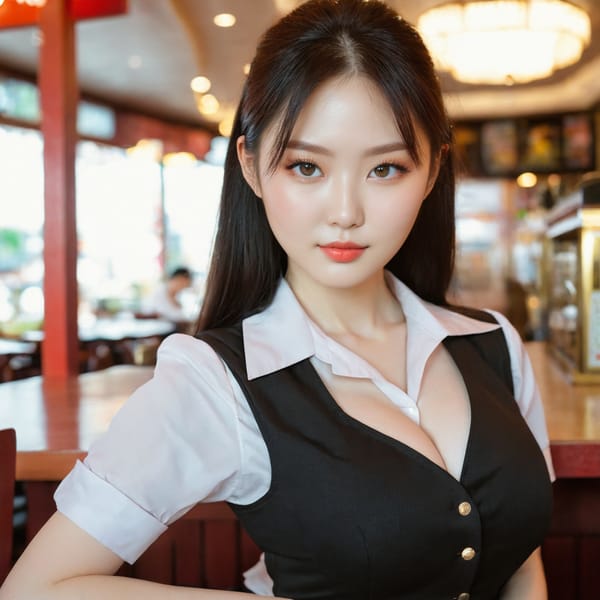 Tags: 21872187, SDXL
{"3": {"inputs": {"seed": 189794831849806, "steps": 64, "cfg": 5.49, "sampler_name": "dpmpp_2m", "scheduler": "karras", "denoise": 1.0, "model": ["27", 0], "positive": ["6", 0], "negative": ["7", 0], "latent_image": ["5", 0]}, "class_type": "KSampler"}, "4": {"inputs": {"ckpt_name": "juggernautxl.safetensors"}, "class_type": "CheckpointLoaderSimple"}, "5": {"inputs": {"width": 1024, "height": 1024, "batch_size": 1}, "class_type": "EmptyLatentImage"}, "6": {"inputs": {"text": "26 year old girl, (korean:1.06), (russian:0.95), (temptress:1.08), (pale skin:1.06), (blush:1.01), (beautiful eyes:0.95), (double eyelids:0.98), (idol:1.07), (cute:1.09), (eyelashes:1.12), (slim:0.99), (detailed face:1.06), (seductive pose:1.06), (seductive facial expression:1.07), (sexy lips:1.14), (in a seductive pose:0.95), (large perky breasts:1.05), (cleavage:1.04), (thigh gap:1.01), (a waitress in uniform:1.06) working at a restaurant, (candid cinema:1.03), (RAW:1.07), (textured skin:1.08), (soft lighting:1.05), (skin fuzz:1.03), (detailed skin:1.09), (portra:1.07), (natural looking skin:1.03), (film:1.03)", "clip": ["27", 1]}, "class_type": "CLIPTextEncode"}, "7": {"inputs": {"text": "(low resolution:1.05), (watermark:1.06), (worst quality:1.10), (open mouth:1.05), (twisted:1.10), (distorted:1.08), (bad hands:1.13)", "clip": ["27", 1]}, "class_type": "CLIPTextEncode"}, "8": {"inputs": {"samples": ["3", 0], "vae": ["4", 2]}, "class_type": "VAEDecode"}, "25": {"inputs": {"lora_name": "nudify_xl.safetensors", "strength_model": 0.25, "strength_clip": 0.21, "model": ["4", 0], "clip": ["4", 1]}, "class_type": "LoraLoader"}, "26": {"inputs": {"lora_name": "shirtlift_SDXL_v2.safetensors", "strength_model": 0.05, "strength_clip": 0.15, "model": ["25", 0], "clip": ["25", 1]}, "class_type": "LoraLoader"}, "27": {"inputs": {"lora_name": "PerfectEyesXL.safetensors", "strength_model": 0.19, "strength_clip": 0.07, "model": ["26", 0], "clip": ["26", 1]}, "class_type": "LoraLoader"}, "30": {"inputs": {"model_name": "4x_NMKD-Superscale-SP_178000_G.pth"}, "class_type": "UpscaleModelLoader"}, "31": {"inputs": {"upscale_model": ["30", 0], "image": ["8", 0]}, "class_type": "ImageUpscaleWithModel"}, "32": {"inputs": {"upscale_method": "lanczos", "scale_by": 0.5, "image": ["31", 0]}, "class_type": "ImageScaleBy"}, "33": {"inputs": {"pixels": ["32", 0], "vae": ["4", 2]}, "class_type": "VAEEncode"}, "34": {"inputs": {"seed": 189794831849806, "steps": 64, "cfg": 5.49, "sampler_name": "dpmpp_2m", "scheduler": "karras", "denoise": 0.3, "model": ["27", 0], "positive": ["6", 0], "negative": ["7", 0], "latent_image": ["33", 0]}, "class_type": "KSampler"}, "36": {"inputs": {"samples": ["34", 0], "vae": ["4", 2]}, "class_type": "VAEDecode"}, "39": {"inputs": {"filename_prefix": "comfyapi-1730444943860", "images": ["36", 0]}, "class_type": "SaveImage"}}