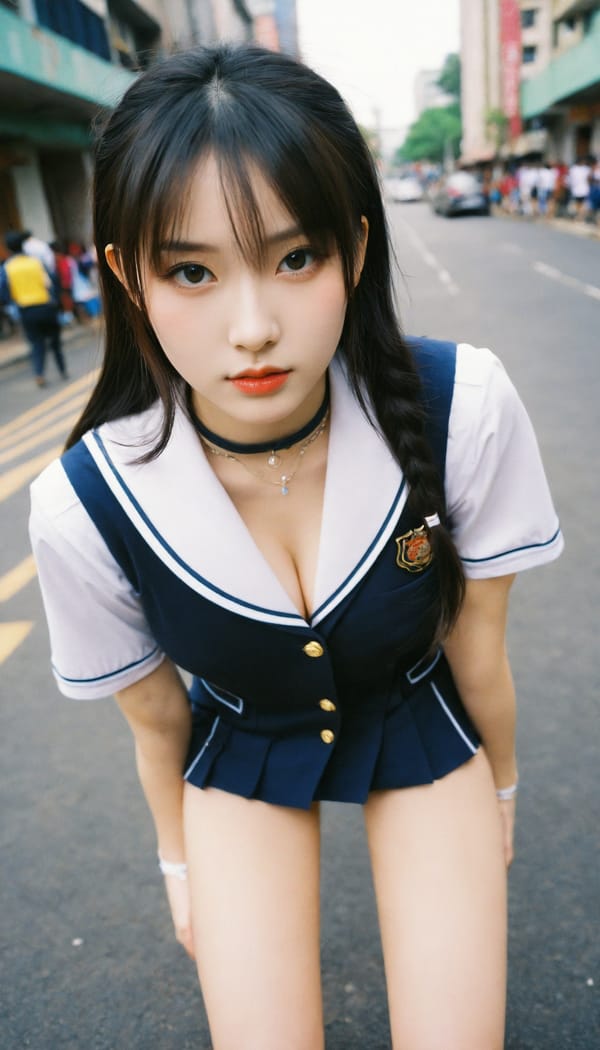 Tags: 21872187, SDXL
{"3": {"inputs": {"seed": 867092270731092, "steps": 64, "cfg": 5.07, "sampler_name": "dpmpp_2m", "scheduler": "karras", "denoise": 1.0, "model": ["27", 0], "positive": ["6", 0], "negative": ["7", 0], "latent_image": ["5", 0]}, "class_type": "KSampler"}, "4": {"inputs": {"ckpt_name": "helloworldxl.safetensors"}, "class_type": "CheckpointLoaderSimple"}, "5": {"inputs": {"width": 768, "height": 1344, "batch_size": 1}, "class_type": "EmptyLatentImage"}, "6": {"inputs": {"text": "24 year old girl, (chinese:1.12), (sexy lips:1.07), (temptress:1.04), (seductive pose:1.05), (double eyelids:0.96), (pale skin:0.98), (cute:1.06), (seductive facial expression:0.97), (slim:1.14), (blush:1.06), (detailed face:1.11), (idol:1.06), (eyelashes:0.95), (beautiful eyes:1.07), (in a seductive pose:1.12), (large perky breasts:1.08), (cleavage:1.06), (thigh gap:1.14), (school uniform:1.09), choker, busy street, (skin fuzz:1.04), (film:1.03), (soft lighting:1.02), (RAW:1.01), (natural looking skin:1.07), (detailed skin:1.07), (portra:1.00), (textured skin:1.04), (candid cinema:1.04)", "clip": ["27", 1]}, "class_type": "CLIPTextEncode"}, "7": {"inputs": {"text": "(distorted:1.10), (low resolution:1.12), (bad hands:1.11), (worst quality:1.09), (watermark:1.11), (twisted:1.06), (open mouth:1.07)", "clip": ["27", 1]}, "class_type": "CLIPTextEncode"}, "8": {"inputs": {"samples": ["3", 0], "vae": ["4", 2]}, "class_type": "VAEDecode"}, "25": {"inputs": {"lora_name": "nudify_xl.safetensors", "strength_model": 0.22, "strength_clip": 0.22, "model": ["4", 0], "clip": ["4", 1]}, "class_type": "LoraLoader"}, "26": {"inputs": {"lora_name": "shirtlift_SDXL_v2.safetensors", "strength_model": 0.11, "strength_clip": 0.14, "model": ["25", 0], "clip": ["25", 1]}, "class_type": "LoraLoader"}, "27": {"inputs": {"lora_name": "PerfectEyesXL.safetensors", "strength_model": 0.15, "strength_clip": 0.11, "model": ["26", 0], "clip": ["26", 1]}, "class_type": "LoraLoader"}, "30": {"inputs": {"model_name": "4x_NMKD-Superscale-SP_178000_G.pth"}, "class_type": "UpscaleModelLoader"}, "31": {"inputs": {"upscale_model": ["30", 0], "image": ["8", 0]}, "class_type": "ImageUpscaleWithModel"}, "32": {"inputs": {"upscale_method": "lanczos", "scale_by": 0.5, "image": ["31", 0]}, "class_type": "ImageScaleBy"}, "33": {"inputs": {"pixels": ["32", 0], "vae": ["4", 2]}, "class_type": "VAEEncode"}, "34": {"inputs": {"seed": 867092270731092, "steps": 64, "cfg": 5.07, "sampler_name": "dpmpp_2m", "scheduler": "karras", "denoise": 0.3, "model": ["27", 0], "positive": ["6", 0], "negative": ["7", 0], "latent_image": ["33", 0]}, "class_type": "KSampler"}, "36": {"inputs": {"samples": ["34", 0], "vae": ["4", 2]}, "class_type": "VAEDecode"}, "39": {"inputs": {"filename_prefix": "comfyapi-1713235131001", "images": ["36", 0]}, "class_type": "SaveImage"}}