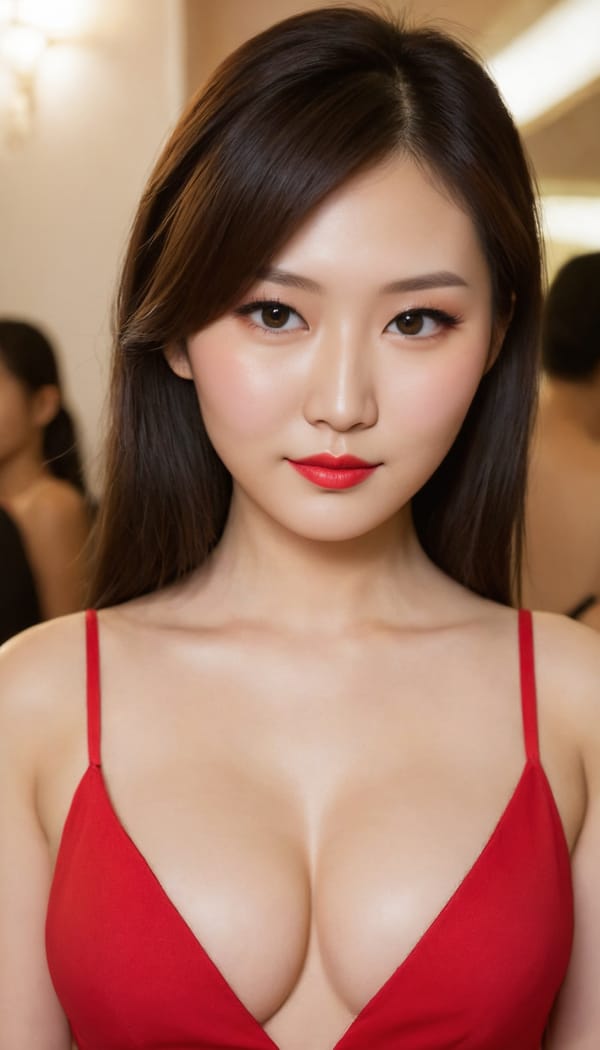 Tags: 21872187, SDXL
{"3": {"inputs": {"seed": 682560034861521, "steps": 32, "cfg": 5.26, "sampler_name": "dpmpp_2m", "scheduler": "karras", "denoise": 1.0, "model": ["27", 0], "positive": ["6", 0], "negative": ["7", 0], "latent_image": ["5", 0]}, "class_type": "KSampler"}, "4": {"inputs": {"ckpt_name": "juggernautXL_v8Rundiffusion.safetensors"}, "class_type": "CheckpointLoaderSimple"}, "5": {"inputs": {"width": 768, "height": 1344, "batch_size": 1}, "class_type": "EmptyLatentImage"}, "6": {"inputs": {"text": "28 year old girl, (taiwanese:1.11), (russian:1.10), (beautiful eyes:1.09), (sexy lips:0.95), (temptress:0.99), (double eyelids:1.05), (idol:1.06), (seductive facial expression:0.99), (eyelashes:1.02), (blush:1.05), (cute:1.11), (pale skin:1.05), (detailed face:1.12), (seductive pose:1.12), (slim:1.02), (in a seductive pose:1.05), (large perky breasts:1.00), (cleavage:1.10), (thigh gap:0.97), (wearing a low-cut red dress:1.04) at a ballroom, (film:1.00), (textured skin:1.05), (skin fuzz:1.00), (candid cinema:1.06), (soft lighting:1.05), (natural looking skin:1.08), (RAW:1.02), (portra:1.07), (detailed skin:1.07)", "clip": ["27", 1]}, "class_type": "CLIPTextEncode"}, "7": {"inputs": {"text": "(low resolution:1.09), (open mouth:1.06), (worst quality:1.08), (twisted:1.09), (distorted:1.08), (watermark:1.10), (bad hands:1.10)", "clip": ["27", 1]}, "class_type": "CLIPTextEncode"}, "8": {"inputs": {"samples": ["3", 0], "vae": ["4", 2]}, "class_type": "VAEDecode"}, "25": {"inputs": {"lora_name": "nudify_xl.safetensors", "strength_model": 0.16, "strength_clip": 0.32, "model": ["4", 0], "clip": ["4", 1]}, "class_type": "LoraLoader"}, "26": {"inputs": {"lora_name": "shirtlift_SDXL_v2.safetensors", "strength_model": 0.0, "strength_clip": 0.18, "model": ["25", 0], "clip": ["25", 1]}, "class_type": "LoraLoader"}, "27": {"inputs": {"lora_name": "PerfectEyesXL.safetensors", "strength_model": 0.13, "strength_clip": 0.03, "model": ["26", 0], "clip": ["26", 1]}, "class_type": "LoraLoader"}, "30": {"inputs": {"model_name": "4x_NMKD-Superscale-SP_178000_G.pth"}, "class_type": "UpscaleModelLoader"}, "31": {"inputs": {"upscale_model": ["30", 0], "image": ["8", 0]}, "class_type": "ImageUpscaleWithModel"}, "32": {"inputs": {"upscale_method": "lanczos", "scale_by": 0.5, "image": ["31", 0]}, "class_type": "ImageScaleBy"}, "33": {"inputs": {"pixels": ["32", 0], "vae": ["4", 2]}, "class_type": "VAEEncode"}, "34": {"inputs": {"seed": 682560034861521, "steps": 32, "cfg": 5.26, "sampler_name": "dpmpp_2m", "scheduler": "karras", "denoise": 0.3, "model": ["27", 0], "positive": ["6", 0], "negative": ["7", 0], "latent_image": ["33", 0]}, "class_type": "KSampler"}, "36": {"inputs": {"samples": ["34", 0], "vae": ["4", 2]}, "class_type": "VAEDecode"}, "39": {"inputs": {"filename_prefix": "comfyapi-1707384365175", "images": ["36", 0]}, "class_type": "SaveImage"}}