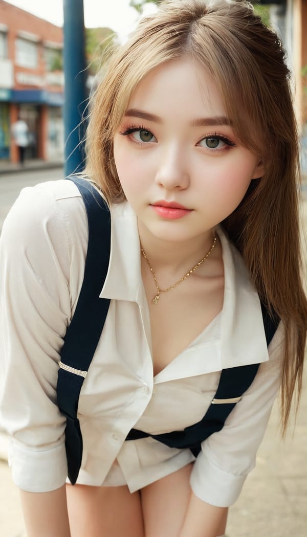 Tags: 21872187, SDXL
{"3": {"inputs": {"seed": 573778323429725, "steps": 64, "cfg": 5.49, "sampler_name": "dpmpp_2m", "scheduler": "karras", "denoise": 1.0, "model": ["27", 0], "positive": ["6", 0], "negative": ["7", 0], "latent_image": ["5", 0]}, "class_type": "KSampler"}, "4": {"inputs": {"ckpt_name": "juggernautxl.safetensors"}, "class_type": "CheckpointLoaderSimple"}, "5": {"inputs": {"width": 768, "height": 1344, "batch_size": 1}, "class_type": "EmptyLatentImage"}, "6": {"inputs": {"text": "19 year old girl, (blush:1.14), (eyelashes:0.97), (seductive pose:1.14), (slim:1.11), (temptress:1.12), (pale skin:0.98), (idol:1.02), (seductive facial expression:1.13), (detailed face:1.13), (beautiful eyes:1.11), (double eyelids:1.11), (sexy lips:1.00), (cute:1.14), (perky ass:1.07), (exposed ass:1.02), (looking back:1.10), (sexy ass:1.12), (thigh gap:1.08), (school uniform:1.07), choker, busy street, (film:1.01), (portra:1.05), (natural looking skin:1.08), (RAW:1.06), (soft lighting:1.04), (candid cinema:1.08), (textured skin:1.05), (skin fuzz:1.05), (detailed skin:1.00)", "clip": ["27", 1]}, "class_type": "CLIPTextEncode"}, "7": {"inputs": {"text": "(distorted:1.09), (worst quality:1.09), (twisted:1.08), (open mouth:1.09), (bad hands:1.14), (watermark:1.05), (low resolution:1.09)", "clip": ["27", 1]}, "class_type": "CLIPTextEncode"}, "8": {"inputs": {"samples": ["3", 0], "vae": ["4", 2]}, "class_type": "VAEDecode"}, "25": {"inputs": {"lora_name": "nudify_xl.safetensors", "strength_model": 0.39, "strength_clip": 0.09, "model": ["4", 0], "clip": ["4", 1]}, "class_type": "LoraLoader"}, "26": {"inputs": {"lora_name": "shirtlift_SDXL_v2.safetensors", "strength_model": 0.17, "strength_clip": 0.08, "model": ["25", 0], "clip": ["25", 1]}, "class_type": "LoraLoader"}, "27": {"inputs": {"lora_name": "PerfectEyesXL.safetensors", "strength_model": 0.13, "strength_clip": 0.04, "model": ["26", 0], "clip": ["26", 1]}, "class_type": "LoraLoader"}, "30": {"inputs": {"model_name": "4x_NMKD-Superscale-SP_178000_G.pth"}, "class_type": "UpscaleModelLoader"}, "31": {"inputs": {"upscale_model": ["30", 0], "image": ["8", 0]}, "class_type": "ImageUpscaleWithModel"}, "32": {"inputs": {"upscale_method": "lanczos", "scale_by": 0.5, "image": ["31", 0]}, "class_type": "ImageScaleBy"}, "33": {"inputs": {"pixels": ["32", 0], "vae": ["4", 2]}, "class_type": "VAEEncode"}, "34": {"inputs": {"seed": 573778323429725, "steps": 64, "cfg": 5.49, "sampler_name": "dpmpp_2m", "scheduler": "karras", "denoise": 0.3, "model": ["27", 0], "positive": ["6", 0], "negative": ["7", 0], "latent_image": ["33", 0]}, "class_type": "KSampler"}, "36": {"inputs": {"samples": ["34", 0], "vae": ["4", 2]}, "class_type": "VAEDecode"}, "39": {"inputs": {"filename_prefix": "comfyapi-1734365672585", "images": ["36", 0]}, "class_type": "SaveImage"}}