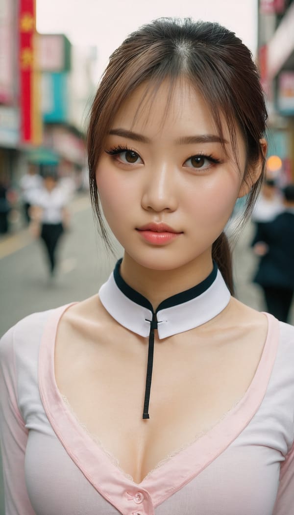 Tags: 21872187, SDXL
{"3": {"inputs": {"seed": 291490631303981, "steps": 64, "cfg": 7.11, "sampler_name": "dpmpp_2m", "scheduler": "karras", "denoise": 1.0, "model": ["27", 0], "positive": ["6", 0], "negative": ["7", 0], "latent_image": ["5", 0]}, "class_type": "KSampler"}, "4": {"inputs": {"ckpt_name": "juggernautxl.safetensors"}, "class_type": "CheckpointLoaderSimple"}, "5": {"inputs": {"width": 768, "height": 1344, "batch_size": 1}, "class_type": "EmptyLatentImage"}, "6": {"inputs": {"text": "26 year old girl, (chinese:1.11), (russian:1.00), (irish:0.99), (detailed face:1.12), (seductive facial expression:1.04), (idol:1.09), (cute:0.96), (temptress:0.98), (sexy lips:1.05), (seductive pose:0.99), (double eyelids:1.10), (slim:1.03), (eyelashes:1.12), (pale skin:1.03), (beautiful eyes:1.06), (blush:1.09), (in a seductive pose:1.07), (large perky breasts:0.95), (cleavage:0.99), (thigh gap:1.05), (school uniform:1.00), choker, busy street, (film:1.07), (candid cinema:1.06), (textured skin:1.07), (skin fuzz:1.01), (soft lighting:1.00), (portra:1.02), (natural looking skin:1.07), (RAW:1.00), (detailed skin:1.05)", "clip": ["27", 1]}, "class_type": "CLIPTextEncode"}, "7": {"inputs": {"text": "(distorted:1.13), (worst quality:1.05), (open mouth:1.14), (twisted:1.07), (bad hands:1.06), (low resolution:1.06), (watermark:1.05)", "clip": ["27", 1]}, "class_type": "CLIPTextEncode"}, "8": {"inputs": {"samples": ["3", 0], "vae": ["4", 2]}, "class_type": "VAEDecode"}, "25": {"inputs": {"lora_name": "nudify_xl.safetensors", "strength_model": 0.18, "strength_clip": 0.32, "model": ["4", 0], "clip": ["4", 1]}, "class_type": "LoraLoader"}, "26": {"inputs": {"lora_name": "shirtlift_SDXL_v2.safetensors", "strength_model": 0.01, "strength_clip": 0.12, "model": ["25", 0], "clip": ["25", 1]}, "class_type": "LoraLoader"}, "27": {"inputs": {"lora_name": "PerfectEyesXL.safetensors", "strength_model": 0.04, "strength_clip": 0.13, "model": ["26", 0], "clip": ["26", 1]}, "class_type": "LoraLoader"}, "30": {"inputs": {"model_name": "4x_NMKD-Superscale-SP_178000_G.pth"}, "class_type": "UpscaleModelLoader"}, "31": {"inputs": {"upscale_model": ["30", 0], "image": ["8", 0]}, "class_type": "ImageUpscaleWithModel"}, "32": {"inputs": {"upscale_method": "lanczos", "scale_by": 0.5, "image": ["31", 0]}, "class_type": "ImageScaleBy"}, "33": {"inputs": {"pixels": ["32", 0], "vae": ["4", 2]}, "class_type": "VAEEncode"}, "34": {"inputs": {"seed": 291490631303981, "steps": 64, "cfg": 7.11, "sampler_name": "dpmpp_2m", "scheduler": "karras", "denoise": 0.3, "model": ["27", 0], "positive": ["6", 0], "negative": ["7", 0], "latent_image": ["33", 0]}, "class_type": "KSampler"}, "36": {"inputs": {"samples": ["34", 0], "vae": ["4", 2]}, "class_type": "VAEDecode"}, "39": {"inputs": {"filename_prefix": "comfyapi-1713895581611", "images": ["36", 0]}, "class_type": "SaveImage"}}