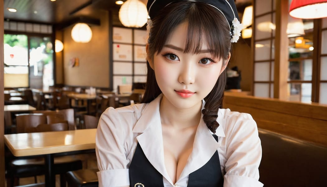 Tags: 21872187, SDXL
{"3": {"inputs": {"seed": 580276303291149, "steps": 32, "cfg": 6.17, "sampler_name": "dpmpp_2m", "scheduler": "karras", "denoise": 1.0, "model": ["27", 0], "positive": ["6", 0], "negative": ["7", 0], "latent_image": ["5", 0]}, "class_type": "KSampler"}, "4": {"inputs": {"ckpt_name": "juggernautxl.safetensors"}, "class_type": "CheckpointLoaderSimple"}, "5": {"inputs": {"width": 1344, "height": 768, "batch_size": 1}, "class_type": "EmptyLatentImage"}, "6": {"inputs": {"text": "20 year old girl, (japanese:0.95), (cute:0.98), (temptress:0.99), (pale skin:0.98), (seductive pose:1.04), (blush:1.07), (detailed face:0.99), (beautiful eyes:1.05), (sexy lips:1.11), (seductive facial expression:1.14), (slim:1.05), (eyelashes:1.13), (double eyelids:1.05), (idol:0.98), (in a seductive pose:1.10), (large perky breasts:1.14), (cleavage:1.06), (thigh gap:0.99), (a waitress in uniform:1.12) working at a restaurant, (portra:1.02), (skin fuzz:1.03), (soft lighting:1.08), (film:1.00), (detailed skin:1.06), (textured skin:1.08), (candid cinema:1.02), (RAW:1.01), (natural looking skin:1.07)", "clip": ["27", 1]}, "class_type": "CLIPTextEncode"}, "7": {"inputs": {"text": "(distorted:1.13), (watermark:1.06), (bad hands:1.07), (worst quality:1.06), (low resolution:1.05), (twisted:1.06), (open mouth:1.13)", "clip": ["27", 1]}, "class_type": "CLIPTextEncode"}, "8": {"inputs": {"samples": ["3", 0], "vae": ["4", 2]}, "class_type": "VAEDecode"}, "25": {"inputs": {"lora_name": "nudify_xl.safetensors", "strength_model": 0.16, "strength_clip": 0.2, "model": ["4", 0], "clip": ["4", 1]}, "class_type": "LoraLoader"}, "26": {"inputs": {"lora_name": "shirtlift_SDXL_v2.safetensors", "strength_model": 0.18, "strength_clip": 0.14, "model": ["25", 0], "clip": ["25", 1]}, "class_type": "LoraLoader"}, "27": {"inputs": {"lora_name": "PerfectEyesXL.safetensors", "strength_model": 0.02, "strength_clip": 0.05, "model": ["26", 0], "clip": ["26", 1]}, "class_type": "LoraLoader"}, "30": {"inputs": {"model_name": "4x_NMKD-Superscale-SP_178000_G.pth"}, "class_type": "UpscaleModelLoader"}, "31": {"inputs": {"upscale_model": ["30", 0], "image": ["8", 0]}, "class_type": "ImageUpscaleWithModel"}, "32": {"inputs": {"upscale_method": "lanczos", "scale_by": 0.5, "image": ["31", 0]}, "class_type": "ImageScaleBy"}, "33": {"inputs": {"pixels": ["32", 0], "vae": ["4", 2]}, "class_type": "VAEEncode"}, "34": {"inputs": {"seed": 580276303291149, "steps": 32, "cfg": 6.17, "sampler_name": "dpmpp_2m", "scheduler": "karras", "denoise": 0.3, "model": ["27", 0], "positive": ["6", 0], "negative": ["7", 0], "latent_image": ["33", 0]}, "class_type": "KSampler"}, "36": {"inputs": {"samples": ["34", 0], "vae": ["4", 2]}, "class_type": "VAEDecode"}, "39": {"inputs": {"filename_prefix": "comfyapi-1726593654932", "images": ["36", 0]}, "class_type": "SaveImage"}}