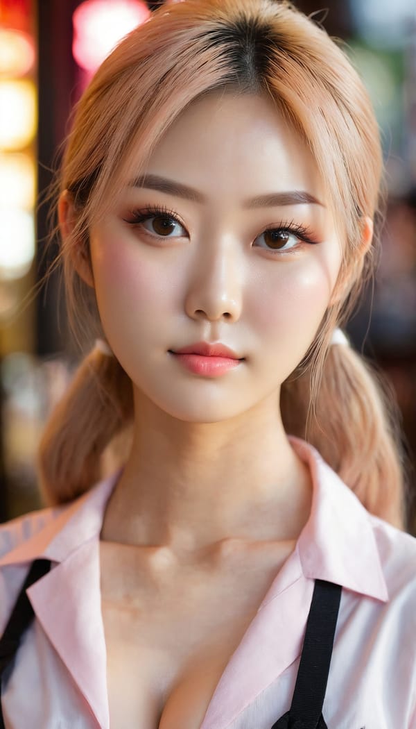 Tags: 21872187, SDXL
{"3": {"inputs": {"seed": 336851184326151, "steps": 32, "cfg": 7.43, "sampler_name": "dpmpp_2m", "scheduler": "karras", "denoise": 1.0, "model": ["27", 0], "positive": ["6", 0], "negative": ["7", 0], "latent_image": ["5", 0]}, "class_type": "KSampler"}, "4": {"inputs": {"ckpt_name": "juggernautxl.safetensors"}, "class_type": "CheckpointLoaderSimple"}, "5": {"inputs": {"width": 768, "height": 1344, "batch_size": 1}, "class_type": "EmptyLatentImage"}, "6": {"inputs": {"text": "24 year old girl, (korean:0.96), (slim:1.06), (sexy lips:0.95), (temptress:1.08), (blush:1.11), (eyelashes:1.05), (seductive pose:1.13), (idol:1.06), (pale skin:1.03), (seductive facial expression:1.04), (double eyelids:0.96), (detailed face:1.01), (beautiful eyes:1.01), (in a seductive pose:1.08), (large perky breasts:1.09), (cleavage:1.11), (thigh gap:0.95), (a waitress in uniform:1.12) working at a restaurant, (RAW:1.09), (candid cinema:1.09), (soft lighting:1.03), (detailed skin:1.05), (portra:1.02), (film:1.04), (textured skin:1.07), (natural looking skin:1.01), (skin fuzz:1.09)", "clip": ["27", 1]}, "class_type": "CLIPTextEncode"}, "7": {"inputs": {"text": "(distorted:1.12), (twisted:1.06), (bad hands:1.06), (watermark:1.14), (worst quality:1.05), (low resolution:1.10), (open mouth:1.06)", "clip": ["27", 1]}, "class_type": "CLIPTextEncode"}, "8": {"inputs": {"samples": ["3", 0], "vae": ["4", 2]}, "class_type": "VAEDecode"}, "25": {"inputs": {"lora_name": "nudify_xl.safetensors", "strength_model": 0.06, "strength_clip": 0.01, "model": ["4", 0], "clip": ["4", 1]}, "class_type": "LoraLoader"}, "26": {"inputs": {"lora_name": "shirtlift_SDXL_v2.safetensors", "strength_model": 0.0, "strength_clip": 0.01, "model": ["25", 0], "clip": ["25", 1]}, "class_type": "LoraLoader"}, "27": {"inputs": {"lora_name": "PerfectEyesXL.safetensors", "strength_model": 0.16, "strength_clip": 0.09, "model": ["26", 0], "clip": ["26", 1]}, "class_type": "LoraLoader"}, "30": {"inputs": {"model_name": "4x_NMKD-Superscale-SP_178000_G.pth"}, "class_type": "UpscaleModelLoader"}, "31": {"inputs": {"upscale_model": ["30", 0], "image": ["8", 0]}, "class_type": "ImageUpscaleWithModel"}, "32": {"inputs": {"upscale_method": "lanczos", "scale_by": 0.5, "image": ["31", 0]}, "class_type": "ImageScaleBy"}, "33": {"inputs": {"pixels": ["32", 0], "vae": ["4", 2]}, "class_type": "VAEEncode"}, "34": {"inputs": {"seed": 336851184326151, "steps": 32, "cfg": 7.43, "sampler_name": "dpmpp_2m", "scheduler": "karras", "denoise": 0.3, "model": ["27", 0], "positive": ["6", 0], "negative": ["7", 0], "latent_image": ["33", 0]}, "class_type": "KSampler"}, "36": {"inputs": {"samples": ["34", 0], "vae": ["4", 2]}, "class_type": "VAEDecode"}, "39": {"inputs": {"filename_prefix": "comfyapi-1713654676696", "images": ["36", 0]}, "class_type": "SaveImage"}}