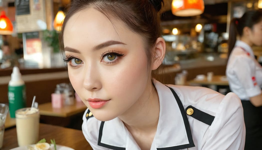 Tags: 21872187, SDXL
{"3": {"inputs": {"seed": 103328167758198, "steps": 64, "cfg": 6.42, "sampler_name": "dpmpp_2m", "scheduler": "karras", "denoise": 1.0, "model": ["27", 0], "positive": ["6", 0], "negative": ["7", 0], "latent_image": ["5", 0]}, "class_type": "KSampler"}, "4": {"inputs": {"ckpt_name": "juggernautxl.safetensors"}, "class_type": "CheckpointLoaderSimple"}, "5": {"inputs": {"width": 1344, "height": 768, "batch_size": 1}, "class_type": "EmptyLatentImage"}, "6": {"inputs": {"text": "28 year old girl, (irish:1.12), (ukrainian:1.14), (japanese:0.95), (detailed face:0.95), (beautiful eyes:1.08), (sexy lips:1.03), (seductive facial expression:1.05), (eyelashes:1.09), (slim:1.03), (pale skin:1.12), (cute:0.98), (blush:1.05), (temptress:0.95), (seductive pose:1.01), (idol:1.12), (perky ass:0.95), (exposed ass:1.03), (looking back:1.03), (sexy ass:1.05), (thigh gap:1.05), (a waitress in uniform:1.00) working at a restaurant, (natural looking skin:1.02), (detailed skin:1.05), (textured skin:1.02), (skin fuzz:1.07), (RAW:1.09), (candid cinema:1.06), (portra:1.01), (soft lighting:1.01)", "clip": ["27", 1]}, "class_type": "CLIPTextEncode"}, "7": {"inputs": {"text": "(low resolution:1.13), (watermark:1.13), (distorted:1.08), (worst quality:1.10), (twisted:1.13), (bad hands:1.12), (open mouth:1.12)", "clip": ["27", 1]}, "class_type": "CLIPTextEncode"}, "8": {"inputs": {"samples": ["3", 0], "vae": ["4", 2]}, "class_type": "VAEDecode"}, "25": {"inputs": {"lora_name": "nudify_xl.safetensors", "strength_model": 0.16, "strength_clip": 0.28, "model": ["4", 0], "clip": ["4", 1]}, "class_type": "LoraLoader"}, "26": {"inputs": {"lora_name": "shirtlift_SDXL_v2.safetensors", "strength_model": 0.0, "strength_clip": 0.14, "model": ["25", 0], "clip": ["25", 1]}, "class_type": "LoraLoader"}, "27": {"inputs": {"lora_name": "PerfectEyesXL.safetensors", "strength_model": 0.19, "strength_clip": 0.13, "model": ["26", 0], "clip": ["26", 1]}, "class_type": "LoraLoader"}, "30": {"inputs": {"model_name": "4x_NMKD-Superscale-SP_178000_G.pth"}, "class_type": "UpscaleModelLoader"}, "31": {"inputs": {"upscale_model": ["30", 0], "image": ["8", 0]}, "class_type": "ImageUpscaleWithModel"}, "32": {"inputs": {"upscale_method": "lanczos", "scale_by": 0.5, "image": ["31", 0]}, "class_type": "ImageScaleBy"}, "33": {"inputs": {"pixels": ["32", 0], "vae": ["4", 2]}, "class_type": "VAEEncode"}, "34": {"inputs": {"seed": 103328167758198, "steps": 64, "cfg": 6.42, "sampler_name": "dpmpp_2m", "scheduler": "karras", "denoise": 0.3, "model": ["27", 0], "positive": ["6", 0], "negative": ["7", 0], "latent_image": ["33", 0]}, "class_type": "KSampler"}, "36": {"inputs": {"samples": ["34", 0], "vae": ["4", 2]}, "class_type": "VAEDecode"}, "39": {"inputs": {"filename_prefix": "comfyapi-1728112245719", "images": ["36", 0]}, "class_type": "SaveImage"}}