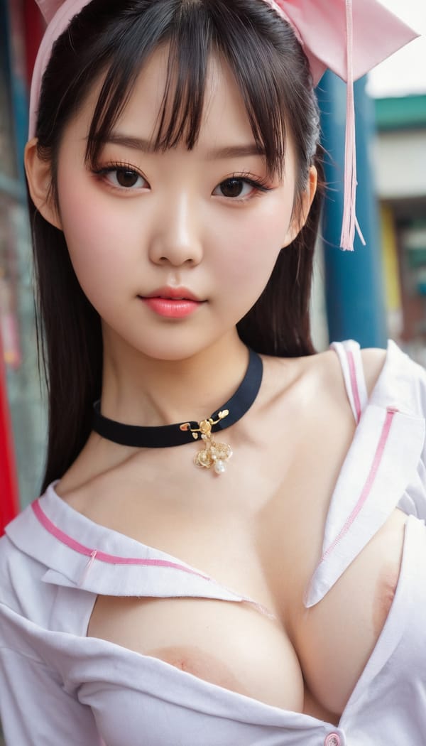 Tags: 21872187, SDXL
{"3": {"inputs": {"seed": 401462327738091, "steps": 64, "cfg": 6.44, "sampler_name": "dpmpp_2m", "scheduler": "karras", "denoise": 1.0, "model": ["27", 0], "positive": ["6", 0], "negative": ["7", 0], "latent_image": ["5", 0]}, "class_type": "KSampler"}, "4": {"inputs": {"ckpt_name": "juggernautxl.safetensors"}, "class_type": "CheckpointLoaderSimple"}, "5": {"inputs": {"width": 768, "height": 1344, "batch_size": 1}, "class_type": "EmptyLatentImage"}, "6": {"inputs": {"text": "19 year old girl, (chinese:0.99), (double eyelids:0.98), (idol:1.00), (seductive pose:1.14), (sexy lips:0.99), (cute:1.09), (detailed face:0.97), (seductive facial expression:1.04), (eyelashes:0.99), (blush:1.11), (temptress:1.06), (slim:1.06), (beautiful eyes:1.01), (pale skin:1.03), (in a seductive pose:0.96), (large perky breasts:1.09), (cleavage:1.08), (thigh gap:1.06), (school uniform:1.05), choker, busy street, (portra:1.07), (soft lighting:1.05), (natural looking skin:1.09), (detailed skin:1.02), (candid cinema:1.00), (skin fuzz:1.06), (textured skin:1.09), (film:1.00), (RAW:1.02)", "clip": ["27", 1]}, "class_type": "CLIPTextEncode"}, "7": {"inputs": {"text": "(low resolution:1.14), (worst quality:1.06), (watermark:1.08), (bad hands:1.07), (distorted:1.05), (twisted:1.13), (open mouth:1.08)", "clip": ["27", 1]}, "class_type": "CLIPTextEncode"}, "8": {"inputs": {"samples": ["3", 0], "vae": ["4", 2]}, "class_type": "VAEDecode"}, "25": {"inputs": {"lora_name": "nudify_xl.safetensors", "strength_model": 0.28, "strength_clip": 0.12, "model": ["4", 0], "clip": ["4", 1]}, "class_type": "LoraLoader"}, "26": {"inputs": {"lora_name": "shirtlift_SDXL_v2.safetensors", "strength_model": 0.14, "strength_clip": 0.16, "model": ["25", 0], "clip": ["25", 1]}, "class_type": "LoraLoader"}, "27": {"inputs": {"lora_name": "PerfectEyesXL.safetensors", "strength_model": 0.01, "strength_clip": 0.0, "model": ["26", 0], "clip": ["26", 1]}, "class_type": "LoraLoader"}, "30": {"inputs": {"model_name": "4x_NMKD-Superscale-SP_178000_G.pth"}, "class_type": "UpscaleModelLoader"}, "31": {"inputs": {"upscale_model": ["30", 0], "image": ["8", 0]}, "class_type": "ImageUpscaleWithModel"}, "32": {"inputs": {"upscale_method": "lanczos", "scale_by": 0.5, "image": ["31", 0]}, "class_type": "ImageScaleBy"}, "33": {"inputs": {"pixels": ["32", 0], "vae": ["4", 2]}, "class_type": "VAEEncode"}, "34": {"inputs": {"seed": 401462327738091, "steps": 64, "cfg": 6.44, "sampler_name": "dpmpp_2m", "scheduler": "karras", "denoise": 0.3, "model": ["27", 0], "positive": ["6", 0], "negative": ["7", 0], "latent_image": ["33", 0]}, "class_type": "KSampler"}, "36": {"inputs": {"samples": ["34", 0], "vae": ["4", 2]}, "class_type": "VAEDecode"}, "39": {"inputs": {"filename_prefix": "comfyapi-1714242117875", "images": ["36", 0]}, "class_type": "SaveImage"}}