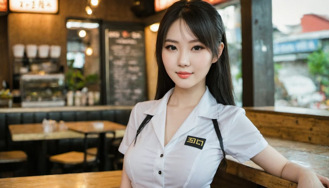 Tags: 21872187, SDXL
{"3": {"inputs": {"seed": 660270498099628, "steps": 64, "cfg": 5.65, "sampler_name": "dpmpp_2m", "scheduler": "karras", "denoise": 1.0, "model": ["27", 0], "positive": ["6", 0], "negative": ["7", 0], "latent_image": ["5", 0]}, "class_type": "KSampler"}, "4": {"inputs": {"ckpt_name": "juggernautXL_v7Rundiffusion.safetensors"}, "class_type": "CheckpointLoaderSimple"}, "5": {"inputs": {"width": 1344, "height": 768, "batch_size": 1}, "class_type": "EmptyLatentImage"}, "6": {"inputs": {"text": "20 year old girl, (taiwanese:0.97), (ukrainian:1.05), (pale skin:0.95), (sexy lips:0.99), (blush:1.10), (eyelashes:1.10), (detailed face:1.03), (double eyelids:1.00), (cute:0.97), (slim:0.98), (idol:0.95), (seductive facial expression:0.98), (temptress:1.11), (seductive pose:1.00), (in a seductive pose:1.01), (large perky breasts:1.14), (cleavage:0.95), (thigh gap:1.03), (a waitress in uniform:1.11) working at a restaurant, (RAW:1.04), (skin fuzz:1.00), (textured skin:1.07), (detailed skin:1.08), (candid cinema:1.08), (soft lighting:1.06), (natural looking skin:1.00), (film:1.00), (portra:1.02)", "clip": ["27", 1]}, "class_type": "CLIPTextEncode"}, "7": {"inputs": {"text": "(open mouth:1.09), (worst quality:1.09), (watermark:1.07), (distorted:1.09), (twisted:1.06), (bad hands:1.09), (low resolution:1.07)", "clip": ["27", 1]}, "class_type": "CLIPTextEncode"}, "8": {"inputs": {"samples": ["3", 0], "vae": ["4", 2]}, "class_type": "VAEDecode"}, "25": {"inputs": {"lora_name": "nudify_xl.safetensors", "strength_model": 0.25, "strength_clip": 0.33, "model": ["4", 0], "clip": ["4", 1]}, "class_type": "LoraLoader"}, "26": {"inputs": {"lora_name": "shirtlift_SDXL_v2.safetensors", "strength_model": 0.18, "strength_clip": 0.06, "model": ["25", 0], "clip": ["25", 1]}, "class_type": "LoraLoader"}, "27": {"inputs": {"lora_name": "PerfectEyesXL.safetensors", "strength_model": 0.19, "strength_clip": 0.02, "model": ["26", 0], "clip": ["26", 1]}, "class_type": "LoraLoader"}, "30": {"inputs": {"model_name": "4x_NMKD-Superscale-SP_178000_G.pth"}, "class_type": "UpscaleModelLoader"}, "31": {"inputs": {"upscale_model": ["30", 0], "image": ["8", 0]}, "class_type": "ImageUpscaleWithModel"}, "32": {"inputs": {"upscale_method": "lanczos", "scale_by": 0.5, "image": ["31", 0]}, "class_type": "ImageScaleBy"}, "33": {"inputs": {"pixels": ["32", 0], "vae": ["4", 2]}, "class_type": "VAEEncode"}, "34": {"inputs": {"seed": 660270498099628, "steps": 64, "cfg": 5.65, "sampler_name": "dpmpp_2m", "scheduler": "karras", "denoise": 0.3, "model": ["27", 0], "positive": ["6", 0], "negative": ["7", 0], "latent_image": ["33", 0]}, "class_type": "KSampler"}, "36": {"inputs": {"samples": ["34", 0], "vae": ["4", 2]}, "class_type": "VAEDecode"}, "39": {"inputs": {"filename_prefix": "comfyapi-1705723416370", "images": ["36", 0]}, "class_type": "SaveImage"}}