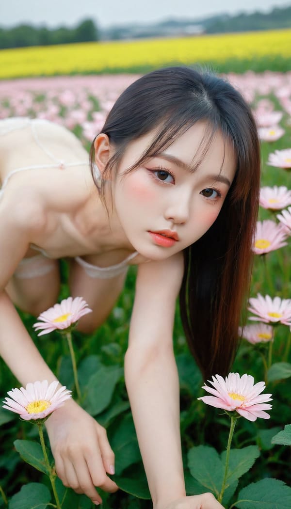 Tags: 21872187, SDXL
{"3": {"inputs": {"seed": 307559493805062, "steps": 64, "cfg": 7.2, "sampler_name": "dpmpp_2m", "scheduler": "karras", "denoise": 1.0, "model": ["27", 0], "positive": ["6", 0], "negative": ["7", 0], "latent_image": ["5", 0]}, "class_type": "KSampler"}, "4": {"inputs": {"ckpt_name": "leosamsHelloworldSDXL_helloworldSDXL32DPO.safetensors"}, "class_type": "CheckpointLoaderSimple"}, "5": {"inputs": {"width": 768, "height": 1344, "batch_size": 1}, "class_type": "EmptyLatentImage"}, "6": {"inputs": {"text": "20 year old girl, (ukrainian:1.08), (taiwanese:1.02), (japanese:0.98), (sexy lips:1.04), (double eyelids:1.09), (idol:1.03), (seductive pose:1.01), (eyelashes:1.11), (pale skin:0.97), (cute:0.97), (slim:1.03), (beautiful eyes:1.11), (detailed face:0.97), (blush:1.07), (seductive facial expression:1.11), (on all fours:1.11), (spreading ass cheeks:1.08), (from behind:1.01), (backboob:0.97), wearing (translucent clothes:0.98) on a flower field, (RAW:1.09), (film:1.01), (natural looking skin:1.07), (soft lighting:1.08), (textured skin:1.00), (candid cinema:1.02), (skin fuzz:1.03), (detailed skin:1.02), (portra:1.02)", "clip": ["27", 1]}, "class_type": "CLIPTextEncode"}, "7": {"inputs": {"text": "(open mouth:1.09), (worst quality:1.08), (distorted:1.05), (twisted:1.07), (watermark:1.09), (low resolution:1.12)", "clip": ["27", 1]}, "class_type": "CLIPTextEncode"}, "8": {"inputs": {"samples": ["3", 0], "vae": ["4", 2]}, "class_type": "VAEDecode"}, "25": {"inputs": {"lora_name": "nudify_xl.safetensors", "strength_model": 0.06, "strength_clip": 0.25, "model": ["4", 0], "clip": ["4", 1]}, "class_type": "LoraLoader"}, "26": {"inputs": {"lora_name": "shirtlift_SDXL_v2.safetensors", "strength_model": 0.11, "strength_clip": 0.05, "model": ["25", 0], "clip": ["25", 1]}, "class_type": "LoraLoader"}, "27": {"inputs": {"lora_name": "PerfectEyesXL.safetensors", "strength_model": 0.09, "strength_clip": 0.0, "model": ["26", 0], "clip": ["26", 1]}, "class_type": "LoraLoader"}, "30": {"inputs": {"model_name": "4x_NMKD-Superscale-SP_178000_G.pth"}, "class_type": "UpscaleModelLoader"}, "31": {"inputs": {"upscale_model": ["30", 0], "image": ["8", 0]}, "class_type": "ImageUpscaleWithModel"}, "32": {"inputs": {"upscale_method": "lanczos", "scale_by": 0.5, "image": ["31", 0]}, "class_type": "ImageScaleBy"}, "33": {"inputs": {"pixels": ["32", 0], "vae": ["4", 2]}, "class_type": "VAEEncode"}, "34": {"inputs": {"seed": 307559493805062, "steps": 64, "cfg": 7.2, "sampler_name": "dpmpp_2m", "scheduler": "karras", "denoise": 0.3, "model": ["27", 0], "positive": ["6", 0], "negative": ["7", 0], "latent_image": ["33", 0]}, "class_type": "KSampler"}, "36": {"inputs": {"samples": ["34", 0], "vae": ["4", 2]}, "class_type": "VAEDecode"}, "39": {"inputs": {"filename_prefix": "comfyapi-1708061693281", "images": ["36", 0]}, "class_type": "SaveImage"}}