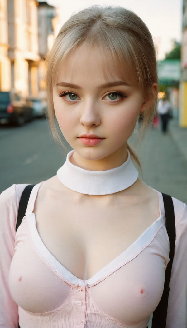 Tags: 21872187, SDXL
{"3": {"inputs": {"seed": 456874395677936, "steps": 32, "cfg": 5.56, "sampler_name": "dpmpp_2m", "scheduler": "karras", "denoise": 1.0, "model": ["27", 0], "positive": ["6", 0], "negative": ["7", 0], "latent_image": ["5", 0]}, "class_type": "KSampler"}, "4": {"inputs": {"ckpt_name": "juggernautxl.safetensors"}, "class_type": "CheckpointLoaderSimple"}, "5": {"inputs": {"width": 768, "height": 1344, "batch_size": 1}, "class_type": "EmptyLatentImage"}, "6": {"inputs": {"text": "19 year old girl, (russian:1.01), (cute:1.02), (sexy lips:1.04), (pale skin:1.08), (eyelashes:0.97), (beautiful eyes:0.96), (slim:1.09), (temptress:1.12), (seductive facial expression:0.97), (blush:1.11), (idol:1.06), (seductive pose:0.98), (in a seductive pose:1.09), (large perky breasts:0.96), (cleavage:1.10), (thigh gap:1.00), (school uniform:0.99), choker, busy street, (detailed skin:1.00), (RAW:1.04), (natural looking skin:1.04), (portra:1.07), (film:1.02), (textured skin:1.06), (skin fuzz:1.02), (candid cinema:1.07), (soft lighting:1.07)", "clip": ["27", 1]}, "class_type": "CLIPTextEncode"}, "7": {"inputs": {"text": "(twisted:1.11), (bad hands:1.06), (worst quality:1.13), (open mouth:1.09), (distorted:1.11), (watermark:1.12), (low resolution:1.05)", "clip": ["27", 1]}, "class_type": "CLIPTextEncode"}, "8": {"inputs": {"samples": ["3", 0], "vae": ["4", 2]}, "class_type": "VAEDecode"}, "25": {"inputs": {"lora_name": "nudify_xl.safetensors", "strength_model": 0.3, "strength_clip": 0.18, "model": ["4", 0], "clip": ["4", 1]}, "class_type": "LoraLoader"}, "26": {"inputs": {"lora_name": "shirtlift_SDXL_v2.safetensors", "strength_model": 0.17, "strength_clip": 0.15, "model": ["25", 0], "clip": ["25", 1]}, "class_type": "LoraLoader"}, "27": {"inputs": {"lora_name": "PerfectEyesXL.safetensors", "strength_model": 0.19, "strength_clip": 0.06, "model": ["26", 0], "clip": ["26", 1]}, "class_type": "LoraLoader"}, "30": {"inputs": {"model_name": "4x_NMKD-Superscale-SP_178000_G.pth"}, "class_type": "UpscaleModelLoader"}, "31": {"inputs": {"upscale_model": ["30", 0], "image": ["8", 0]}, "class_type": "ImageUpscaleWithModel"}, "32": {"inputs": {"upscale_method": "lanczos", "scale_by": 0.5, "image": ["31", 0]}, "class_type": "ImageScaleBy"}, "33": {"inputs": {"pixels": ["32", 0], "vae": ["4", 2]}, "class_type": "VAEEncode"}, "34": {"inputs": {"seed": 456874395677936, "steps": 32, "cfg": 5.56, "sampler_name": "dpmpp_2m", "scheduler": "karras", "denoise": 0.3, "model": ["27", 0], "positive": ["6", 0], "negative": ["7", 0], "latent_image": ["33", 0]}, "class_type": "KSampler"}, "36": {"inputs": {"samples": ["34", 0], "vae": ["4", 2]}, "class_type": "VAEDecode"}, "39": {"inputs": {"filename_prefix": "comfyapi-1714507717248", "images": ["36", 0]}, "class_type": "SaveImage"}}