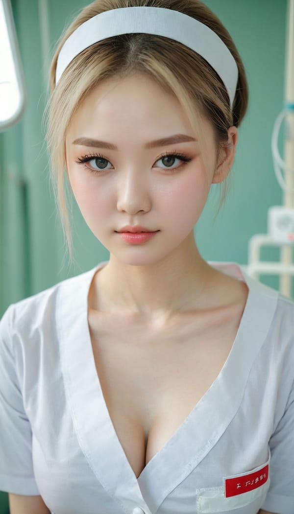 Tags: 21872187, SDXL
{"3": {"inputs": {"seed": 591269411882669, "steps": 32, "cfg": 6.73, "sampler_name": "dpmpp_2m", "scheduler": "karras", "denoise": 1.0, "model": ["27", 0], "positive": ["6", 0], "negative": ["7", 0], "latent_image": ["5", 0]}, "class_type": "KSampler"}, "4": {"inputs": {"ckpt_name": "juggernautxl.safetensors"}, "class_type": "CheckpointLoaderSimple"}, "5": {"inputs": {"width": 768, "height": 1344, "batch_size": 1}, "class_type": "EmptyLatentImage"}, "6": {"inputs": {"text": "19 year old girl, (russian:0.98), (chinese:0.95), (pale skin:1.00), (slim:1.10), (beautiful eyes:1.04), (detailed face:0.97), (blush:1.13), (seductive facial expression:1.06), (temptress:0.96), (sexy lips:1.04), (idol:1.04), (double eyelids:1.07), (seductive pose:1.11), (cute:1.14), (eyelashes:0.97), (in a seductive pose:0.95), (large perky breasts:0.96), (cleavage:0.95), (thigh gap:1.09), (nurse in uniform:1.04) working in a hospital ward, (RAW:1.00), (natural looking skin:1.05), (soft lighting:1.04), (detailed skin:1.05), (portra:1.03), (film:1.09), (candid cinema:1.01), (skin fuzz:1.04), (textured skin:1.07)", "clip": ["27", 1]}, "class_type": "CLIPTextEncode"}, "7": {"inputs": {"text": "(low resolution:1.05), (distorted:1.14), (worst quality:1.13), (watermark:1.07), (open mouth:1.14), (bad hands:1.09), (twisted:1.14)", "clip": ["27", 1]}, "class_type": "CLIPTextEncode"}, "8": {"inputs": {"samples": ["3", 0], "vae": ["4", 2]}, "class_type": "VAEDecode"}, "25": {"inputs": {"lora_name": "nudify_xl.safetensors", "strength_model": 0.06, "strength_clip": 0.19, "model": ["4", 0], "clip": ["4", 1]}, "class_type": "LoraLoader"}, "26": {"inputs": {"lora_name": "shirtlift_SDXL_v2.safetensors", "strength_model": 0.07, "strength_clip": 0.11, "model": ["25", 0], "clip": ["25", 1]}, "class_type": "LoraLoader"}, "27": {"inputs": {"lora_name": "PerfectEyesXL.safetensors", "strength_model": 0.07, "strength_clip": 0.11, "model": ["26", 0], "clip": ["26", 1]}, "class_type": "LoraLoader"}, "30": {"inputs": {"model_name": "4x_NMKD-Superscale-SP_178000_G.pth"}, "class_type": "UpscaleModelLoader"}, "31": {"inputs": {"upscale_model": ["30", 0], "image": ["8", 0]}, "class_type": "ImageUpscaleWithModel"}, "32": {"inputs": {"upscale_method": "lanczos", "scale_by": 0.5, "image": ["31", 0]}, "class_type": "ImageScaleBy"}, "33": {"inputs": {"pixels": ["32", 0], "vae": ["4", 2]}, "class_type": "VAEEncode"}, "34": {"inputs": {"seed": 591269411882669, "steps": 32, "cfg": 6.73, "sampler_name": "dpmpp_2m", "scheduler": "karras", "denoise": 0.3, "model": ["27", 0], "positive": ["6", 0], "negative": ["7", 0], "latent_image": ["33", 0]}, "class_type": "KSampler"}, "36": {"inputs": {"samples": ["34", 0], "vae": ["4", 2]}, "class_type": "VAEDecode"}, "39": {"inputs": {"filename_prefix": "comfyapi-1735149860490", "images": ["36", 0]}, "class_type": "SaveImage"}}