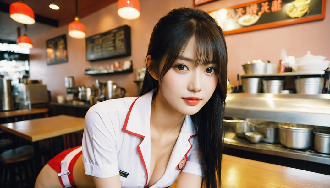 Tags: 21872187, SDXL
{"3": {"inputs": {"seed": 146756887992576, "steps": 64, "cfg": 6.92, "sampler_name": "dpmpp_2m", "scheduler": "karras", "denoise": 1.0, "model": ["27", 0], "positive": ["6", 0], "negative": ["7", 0], "latent_image": ["5", 0]}, "class_type": "KSampler"}, "4": {"inputs": {"ckpt_name": "helloworldxl.safetensors"}, "class_type": "CheckpointLoaderSimple"}, "5": {"inputs": {"width": 1344, "height": 768, "batch_size": 1}, "class_type": "EmptyLatentImage"}, "6": {"inputs": {"text": "23 year old girl, (taiwanese:1.11), (seductive pose:0.96), (double eyelids:0.99), (temptress:1.03), (slim:1.02), (cute:0.98), (blush:1.04), (sexy lips:0.97), (beautiful eyes:1.10), (eyelashes:0.98), (idol:1.08), (seductive facial expression:1.11), (detailed face:1.13), (in a seductive pose:0.98), (large perky breasts:0.96), (cleavage:1.05), (thigh gap:1.11), (a waitress in uniform:1.06) working at a restaurant, (soft lighting:1.01), (portra:1.04), (natural looking skin:1.09), (film:1.07), (RAW:1.06), (skin fuzz:1.00), (candid cinema:1.05), (detailed skin:1.03), (textured skin:1.01)", "clip": ["27", 1]}, "class_type": "CLIPTextEncode"}, "7": {"inputs": {"text": "(distorted:1.05), (bad hands:1.13), (low resolution:1.09), (open mouth:1.13), (twisted:1.07), (worst quality:1.06), (watermark:1.12)", "clip": ["27", 1]}, "class_type": "CLIPTextEncode"}, "8": {"inputs": {"samples": ["3", 0], "vae": ["4", 2]}, "class_type": "VAEDecode"}, "25": {"inputs": {"lora_name": "nudify_xl.safetensors", "strength_model": 0.21, "strength_clip": 0.05, "model": ["4", 0], "clip": ["4", 1]}, "class_type": "LoraLoader"}, "26": {"inputs": {"lora_name": "shirtlift_SDXL_v2.safetensors", "strength_model": 0.09, "strength_clip": 0.15, "model": ["25", 0], "clip": ["25", 1]}, "class_type": "LoraLoader"}, "27": {"inputs": {"lora_name": "PerfectEyesXL.safetensors", "strength_model": 0.13, "strength_clip": 0.02, "model": ["26", 0], "clip": ["26", 1]}, "class_type": "LoraLoader"}, "30": {"inputs": {"model_name": "4x_NMKD-Superscale-SP_178000_G.pth"}, "class_type": "UpscaleModelLoader"}, "31": {"inputs": {"upscale_model": ["30", 0], "image": ["8", 0]}, "class_type": "ImageUpscaleWithModel"}, "32": {"inputs": {"upscale_method": "lanczos", "scale_by": 0.5, "image": ["31", 0]}, "class_type": "ImageScaleBy"}, "33": {"inputs": {"pixels": ["32", 0], "vae": ["4", 2]}, "class_type": "VAEEncode"}, "34": {"inputs": {"seed": 146756887992576, "steps": 64, "cfg": 6.92, "sampler_name": "dpmpp_2m", "scheduler": "karras", "denoise": 0.3, "model": ["27", 0], "positive": ["6", 0], "negative": ["7", 0], "latent_image": ["33", 0]}, "class_type": "KSampler"}, "36": {"inputs": {"samples": ["34", 0], "vae": ["4", 2]}, "class_type": "VAEDecode"}, "39": {"inputs": {"filename_prefix": "comfyapi-1730433490339", "images": ["36", 0]}, "class_type": "SaveImage"}}