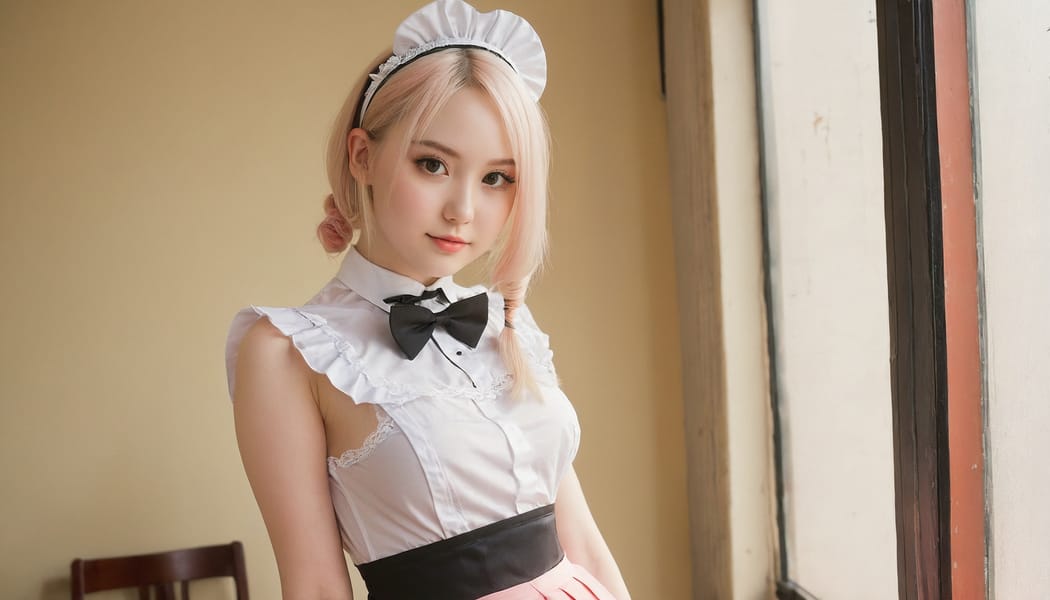 Tags: 21872187, SDXL
{"3": {"inputs": {"seed": 593728087036174, "steps": 32, "cfg": 6.16, "sampler_name": "dpmpp_2m", "scheduler": "karras", "denoise": 1.0, "model": ["27", 0], "positive": ["6", 0], "negative": ["7", 0], "latent_image": ["5", 0]}, "class_type": "KSampler"}, "4": {"inputs": {"ckpt_name": "juggernautxl.safetensors"}, "class_type": "CheckpointLoaderSimple"}, "5": {"inputs": {"width": 1344, "height": 768, "batch_size": 1}, "class_type": "EmptyLatentImage"}, "6": {"inputs": {"text": "22 year old girl, (slim:1.06), (seductive facial expression:1.12), (cute:1.05), (double eyelids:1.03), (blush:1.10), (sexy lips:1.02), (detailed face:1.14), (pale skin:1.14), (eyelashes:1.12), (seductive pose:1.03), (temptress:1.11), (beautiful eyes:0.98), (perky ass:1.12), (exposed ass:0.99), (looking back:1.08), (sexy ass:1.07), (thigh gap:1.04), in a (skimpy maid costume:1.05) working at a maid cafe, choker, bowtie, headband, pleated skirt, (textured skin:1.00), (skin fuzz:1.04), (detailed skin:1.04), (portra:1.03), (film:1.05), (RAW:1.04), (natural looking skin:1.06), (candid cinema:1.03), (soft lighting:1.07)", "clip": ["27", 1]}, "class_type": "CLIPTextEncode"}, "7": {"inputs": {"text": "(worst quality:1.14), (distorted:1.12), (bad hands:1.06), (open mouth:1.14), (twisted:1.05), (low resolution:1.08), (watermark:1.13)", "clip": ["27", 1]}, "class_type": "CLIPTextEncode"}, "8": {"inputs": {"samples": ["3", 0], "vae": ["4", 2]}, "class_type": "VAEDecode"}, "25": {"inputs": {"lora_name": "nudify_xl.safetensors", "strength_model": 0.39, "strength_clip": 0.09, "model": ["4", 0], "clip": ["4", 1]}, "class_type": "LoraLoader"}, "26": {"inputs": {"lora_name": "shirtlift_SDXL_v2.safetensors", "strength_model": 0.17, "strength_clip": 0.01, "model": ["25", 0], "clip": ["25", 1]}, "class_type": "LoraLoader"}, "27": {"inputs": {"lora_name": "PerfectEyesXL.safetensors", "strength_model": 0.08, "strength_clip": 0.05, "model": ["26", 0], "clip": ["26", 1]}, "class_type": "LoraLoader"}, "30": {"inputs": {"model_name": "4x_NMKD-Superscale-SP_178000_G.pth"}, "class_type": "UpscaleModelLoader"}, "31": {"inputs": {"upscale_model": ["30", 0], "image": ["8", 0]}, "class_type": "ImageUpscaleWithModel"}, "32": {"inputs": {"upscale_method": "lanczos", "scale_by": 0.5, "image": ["31", 0]}, "class_type": "ImageScaleBy"}, "33": {"inputs": {"pixels": ["32", 0], "vae": ["4", 2]}, "class_type": "VAEEncode"}, "34": {"inputs": {"seed": 593728087036174, "steps": 32, "cfg": 6.16, "sampler_name": "dpmpp_2m", "scheduler": "karras", "denoise": 0.3, "model": ["27", 0], "positive": ["6", 0], "negative": ["7", 0], "latent_image": ["33", 0]}, "class_type": "KSampler"}, "36": {"inputs": {"samples": ["34", 0], "vae": ["4", 2]}, "class_type": "VAEDecode"}, "39": {"inputs": {"filename_prefix": "comfyapi-1714173195763", "images": ["36", 0]}, "class_type": "SaveImage"}}