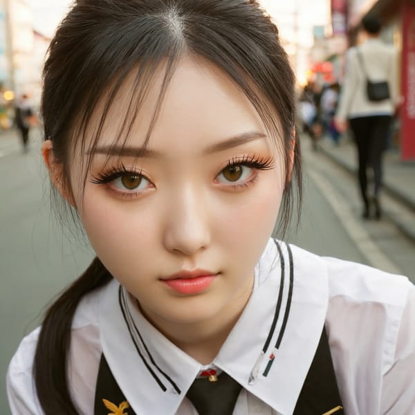 Tags: 21872187, SDXL
{"3": {"inputs": {"seed": 663727555593500, "steps": 64, "cfg": 5.85, "sampler_name": "dpmpp_2m", "scheduler": "karras", "denoise": 1.0, "model": ["27", 0], "positive": ["6", 0], "negative": ["7", 0], "latent_image": ["5", 0]}, "class_type": "KSampler"}, "4": {"inputs": {"ckpt_name": "juggernautxl.safetensors"}, "class_type": "CheckpointLoaderSimple"}, "5": {"inputs": {"width": 1024, "height": 1024, "batch_size": 1}, "class_type": "EmptyLatentImage"}, "6": {"inputs": {"text": "19 year old girl, (ukrainian:1.03), (japanese:1.11), (detailed face:0.97), (eyelashes:1.13), (slim:1.03), (sexy lips:1.09), (idol:1.10), (pale skin:1.10), (double eyelids:1.00), (seductive facial expression:1.06), (seductive pose:1.07), (blush:0.95), (beautiful eyes:0.99), (cute:1.03), (temptress:1.11), (in a seductive pose:1.00), (large perky breasts:1.00), (cleavage:1.11), (thigh gap:1.13), (school uniform:1.03), choker, busy street, (skin fuzz:1.05), (film:1.05), (detailed skin:1.04), (RAW:1.06), (candid cinema:1.00), (natural looking skin:1.02), (textured skin:1.09), (portra:1.07), (soft lighting:1.07)", "clip": ["27", 1]}, "class_type": "CLIPTextEncode"}, "7": {"inputs": {"text": "(watermark:1.12), (open mouth:1.09), (low resolution:1.11), (twisted:1.05), (worst quality:1.06), (distorted:1.13), (bad hands:1.06)", "clip": ["27", 1]}, "class_type": "CLIPTextEncode"}, "8": {"inputs": {"samples": ["3", 0], "vae": ["4", 2]}, "class_type": "VAEDecode"}, "25": {"inputs": {"lora_name": "nudify_xl.safetensors", "strength_model": 0.39, "strength_clip": 0.18, "model": ["4", 0], "clip": ["4", 1]}, "class_type": "LoraLoader"}, "26": {"inputs": {"lora_name": "shirtlift_SDXL_v2.safetensors", "strength_model": 0.07, "strength_clip": 0.19, "model": ["25", 0], "clip": ["25", 1]}, "class_type": "LoraLoader"}, "27": {"inputs": {"lora_name": "PerfectEyesXL.safetensors", "strength_model": 0.11, "strength_clip": 0.01, "model": ["26", 0], "clip": ["26", 1]}, "class_type": "LoraLoader"}, "30": {"inputs": {"model_name": "4x_NMKD-Superscale-SP_178000_G.pth"}, "class_type": "UpscaleModelLoader"}, "31": {"inputs": {"upscale_model": ["30", 0], "image": ["8", 0]}, "class_type": "ImageUpscaleWithModel"}, "32": {"inputs": {"upscale_method": "lanczos", "scale_by": 0.5, "image": ["31", 0]}, "class_type": "ImageScaleBy"}, "33": {"inputs": {"pixels": ["32", 0], "vae": ["4", 2]}, "class_type": "VAEEncode"}, "34": {"inputs": {"seed": 663727555593500, "steps": 64, "cfg": 5.85, "sampler_name": "dpmpp_2m", "scheduler": "karras", "denoise": 0.3, "model": ["27", 0], "positive": ["6", 0], "negative": ["7", 0], "latent_image": ["33", 0]}, "class_type": "KSampler"}, "36": {"inputs": {"samples": ["34", 0], "vae": ["4", 2]}, "class_type": "VAEDecode"}, "39": {"inputs": {"filename_prefix": "comfyapi-1732872071882", "images": ["36", 0]}, "class_type": "SaveImage"}}