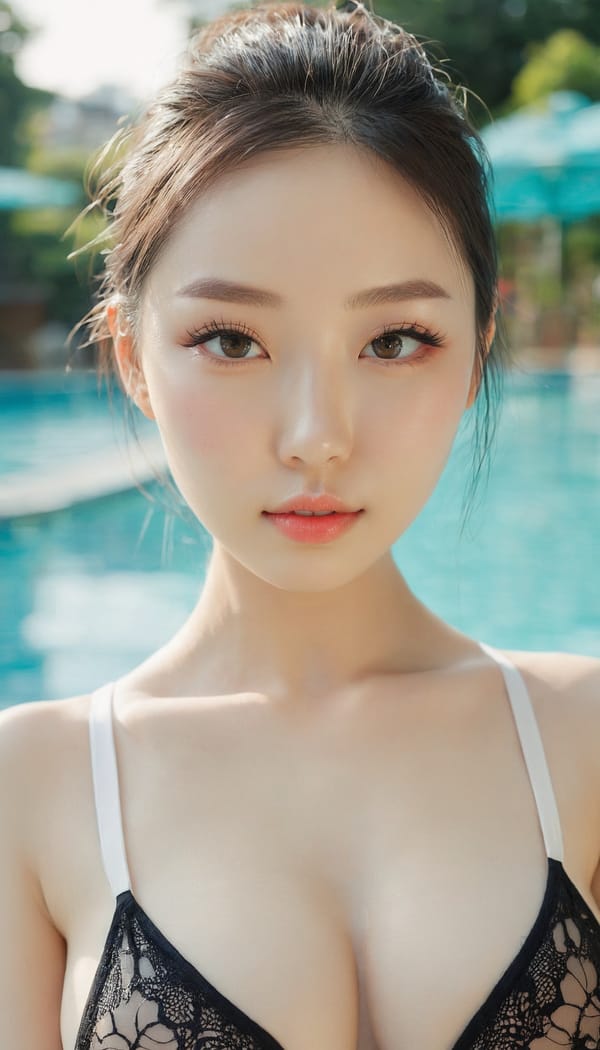 Tags: 21872187, SDXL
{"3": {"inputs": {"seed": 608167699654692, "steps": 64, "cfg": 5.05, "sampler_name": "dpmpp_2m", "scheduler": "karras", "denoise": 1.0, "model": ["27", 0], "positive": ["6", 0], "negative": ["7", 0], "latent_image": ["5", 0]}, "class_type": "KSampler"}, "4": {"inputs": {"ckpt_name": "juggernautxl.safetensors"}, "class_type": "CheckpointLoaderSimple"}, "5": {"inputs": {"width": 768, "height": 1344, "batch_size": 1}, "class_type": "EmptyLatentImage"}, "6": {"inputs": {"text": "23 year old girl, (ukrainian:0.96), (korean:0.99), (sexy lips:1.05), (double eyelids:1.14), (detailed face:1.12), (slim:0.96), (temptress:1.05), (beautiful eyes:1.10), (idol:1.03), (pale skin:1.00), (seductive facial expression:1.11), (eyelashes:1.10), (seductive pose:1.01), (cute:0.99), (in a seductive pose:1.09), (large perky breasts:1.03), (cleavage:1.13), (thigh gap:1.02), (in a swimsuit:0.98) at a pool, (natural looking skin:1.04), (skin fuzz:1.05), (candid cinema:1.00), (detailed skin:1.06), (film:1.01), (textured skin:1.08), (RAW:1.06), (soft lighting:1.02), (portra:1.09)", "clip": ["27", 1]}, "class_type": "CLIPTextEncode"}, "7": {"inputs": {"text": "(distorted:1.07), (twisted:1.12), (watermark:1.09), (bad hands:1.13), (low resolution:1.10), (open mouth:1.05), (worst quality:1.12)", "clip": ["27", 1]}, "class_type": "CLIPTextEncode"}, "8": {"inputs": {"samples": ["3", 0], "vae": ["4", 2]}, "class_type": "VAEDecode"}, "25": {"inputs": {"lora_name": "nudify_xl.safetensors", "strength_model": 0.05, "strength_clip": 0.08, "model": ["4", 0], "clip": ["4", 1]}, "class_type": "LoraLoader"}, "26": {"inputs": {"lora_name": "shirtlift_SDXL_v2.safetensors", "strength_model": 0.16, "strength_clip": 0.13, "model": ["25", 0], "clip": ["25", 1]}, "class_type": "LoraLoader"}, "27": {"inputs": {"lora_name": "PerfectEyesXL.safetensors", "strength_model": 0.19, "strength_clip": 0.12, "model": ["26", 0], "clip": ["26", 1]}, "class_type": "LoraLoader"}, "30": {"inputs": {"model_name": "4x_NMKD-Superscale-SP_178000_G.pth"}, "class_type": "UpscaleModelLoader"}, "31": {"inputs": {"upscale_model": ["30", 0], "image": ["8", 0]}, "class_type": "ImageUpscaleWithModel"}, "32": {"inputs": {"upscale_method": "lanczos", "scale_by": 0.5, "image": ["31", 0]}, "class_type": "ImageScaleBy"}, "33": {"inputs": {"pixels": ["32", 0], "vae": ["4", 2]}, "class_type": "VAEEncode"}, "34": {"inputs": {"seed": 608167699654692, "steps": 64, "cfg": 5.05, "sampler_name": "dpmpp_2m", "scheduler": "karras", "denoise": 0.3, "model": ["27", 0], "positive": ["6", 0], "negative": ["7", 0], "latent_image": ["33", 0]}, "class_type": "KSampler"}, "36": {"inputs": {"samples": ["34", 0], "vae": ["4", 2]}, "class_type": "VAEDecode"}, "39": {"inputs": {"filename_prefix": "comfyapi-1714195783391", "images": ["36", 0]}, "class_type": "SaveImage"}}