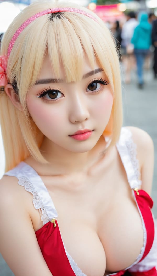 Tags: 21872187, SDXL
{"3": {"inputs": {"seed": 638948620027051, "steps": 32, "cfg": 5.78, "sampler_name": "dpmpp_2m", "scheduler": "karras", "denoise": 1.0, "model": ["27", 0], "positive": ["6", 0], "negative": ["7", 0], "latent_image": ["5", 0]}, "class_type": "KSampler"}, "4": {"inputs": {"ckpt_name": "juggernautxl.safetensors"}, "class_type": "CheckpointLoaderSimple"}, "5": {"inputs": {"width": 768, "height": 1344, "batch_size": 1}, "class_type": "EmptyLatentImage"}, "6": {"inputs": {"text": "22 year old girl, (japanese:1.03), (ukrainian:1.02), (korean:1.04), (taiwanese:0.99), (russian:1.13), (cute:1.06), (eyelashes:1.03), (blush:1.10), (detailed face:1.11), (double eyelids:0.98), (idol:1.04), (seductive facial expression:1.08), (sexy lips:1.11), (slim:1.11), (seductive pose:1.14), (temptress:0.97), (beautiful eyes:0.96), (pale skin:1.02), (in a seductive pose:1.10), (large perky breasts:1.10), (cleavage:1.05), (thigh gap:0.97), (in a cosplay:1.02) at comiket posing for camera, (textured skin:1.05), (film:1.08), (candid cinema:1.02), (detailed skin:1.08), (portra:1.00), (RAW:1.08), (skin fuzz:1.09), (soft lighting:1.08), (natural looking skin:1.06)", "clip": ["27", 1]}, "class_type": "CLIPTextEncode"}, "7": {"inputs": {"text": "(twisted:1.06), (bad hands:1.09), (low resolution:1.06), (worst quality:1.07), (open mouth:1.11), (distorted:1.10)", "clip": ["27", 1]}, "class_type": "CLIPTextEncode"}, "8": {"inputs": {"samples": ["3", 0], "vae": ["4", 2]}, "class_type": "VAEDecode"}, "25": {"inputs": {"lora_name": "nudify_xl.safetensors", "strength_model": 0.31, "strength_clip": 0.22, "model": ["4", 0], "clip": ["4", 1]}, "class_type": "LoraLoader"}, "26": {"inputs": {"lora_name": "shirtlift_SDXL_v2.safetensors", "strength_model": 0.0, "strength_clip": 0.04, "model": ["25", 0], "clip": ["25", 1]}, "class_type": "LoraLoader"}, "27": {"inputs": {"lora_name": "PerfectEyesXL.safetensors", "strength_model": 0.02, "strength_clip": 0.16, "model": ["26", 0], "clip": ["26", 1]}, "class_type": "LoraLoader"}, "30": {"inputs": {"model_name": "4x_NMKD-Superscale-SP_178000_G.pth"}, "class_type": "UpscaleModelLoader"}, "31": {"inputs": {"upscale_model": ["30", 0], "image": ["8", 0]}, "class_type": "ImageUpscaleWithModel"}, "32": {"inputs": {"upscale_method": "lanczos", "scale_by": 0.5, "image": ["31", 0]}, "class_type": "ImageScaleBy"}, "33": {"inputs": {"pixels": ["32", 0], "vae": ["4", 2]}, "class_type": "VAEEncode"}, "34": {"inputs": {"seed": 638948620027051, "steps": 32, "cfg": 5.78, "sampler_name": "dpmpp_2m", "scheduler": "karras", "denoise": 0.3, "model": ["27", 0], "positive": ["6", 0], "negative": ["7", 0], "latent_image": ["33", 0]}, "class_type": "KSampler"}, "36": {"inputs": {"samples": ["34", 0], "vae": ["4", 2]}, "class_type": "VAEDecode"}, "39": {"inputs": {"filename_prefix": "comfyapi-1714796095415", "images": ["36", 0]}, "class_type": "SaveImage"}}