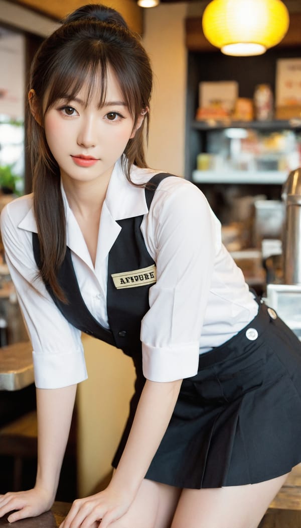 Tags: 21872187, SDXL
{"3": {"inputs": {"seed": 588990769703193, "steps": 32, "cfg": 6.0, "sampler_name": "dpmpp_2m", "scheduler": "karras", "denoise": 1.0, "model": ["27", 0], "positive": ["6", 0], "negative": ["7", 0], "latent_image": ["5", 0]}, "class_type": "KSampler"}, "4": {"inputs": {"ckpt_name": "leosamsHelloworldSDXL_helloworldSDXL32DPO.safetensors"}, "class_type": "CheckpointLoaderSimple"}, "5": {"inputs": {"width": 768, "height": 1344, "batch_size": 1}, "class_type": "EmptyLatentImage"}, "6": {"inputs": {"text": "28 year old girl, (japanese:1.11), (blush:0.96), (seductive facial expression:1.01), (detailed face:1.14), (idol:1.01), (sexy lips:1.01), (cute:1.00), (seductive pose:1.09), (pale skin:1.12), (slim:1.02), (beautiful eyes:1.14), (temptress:1.11), (eyelashes:0.98), (on all fours:1.07), (spreading ass cheeks:1.02), (from behind:1.07), (backboob:1.00), (a waitress in uniform:1.12) working at a restaurant, (film:1.02), (skin fuzz:1.08), (detailed skin:1.07), (portra:1.06), (RAW:1.09), (natural looking skin:1.06), (soft lighting:1.07), (textured skin:1.04), (candid cinema:1.08)", "clip": ["27", 1]}, "class_type": "CLIPTextEncode"}, "7": {"inputs": {"text": "(twisted:1.06), (watermark:1.08), (low resolution:1.06), (worst quality:1.14), (distorted:1.10), (bad hands:1.09), (open mouth:1.13)", "clip": ["27", 1]}, "class_type": "CLIPTextEncode"}, "8": {"inputs": {"samples": ["3", 0], "vae": ["4", 2]}, "class_type": "VAEDecode"}, "25": {"inputs": {"lora_name": "nudify_xl.safetensors", "strength_model": 0.04, "strength_clip": 0.27, "model": ["4", 0], "clip": ["4", 1]}, "class_type": "LoraLoader"}, "26": {"inputs": {"lora_name": "shirtlift_SDXL_v2.safetensors", "strength_model": 0.04, "strength_clip": 0.05, "model": ["25", 0], "clip": ["25", 1]}, "class_type": "LoraLoader"}, "27": {"inputs": {"lora_name": "PerfectEyesXL.safetensors", "strength_model": 0.19, "strength_clip": 0.03, "model": ["26", 0], "clip": ["26", 1]}, "class_type": "LoraLoader"}, "30": {"inputs": {"model_name": "4x_NMKD-Superscale-SP_178000_G.pth"}, "class_type": "UpscaleModelLoader"}, "31": {"inputs": {"upscale_model": ["30", 0], "image": ["8", 0]}, "class_type": "ImageUpscaleWithModel"}, "32": {"inputs": {"upscale_method": "lanczos", "scale_by": 0.5, "image": ["31", 0]}, "class_type": "ImageScaleBy"}, "33": {"inputs": {"pixels": ["32", 0], "vae": ["4", 2]}, "class_type": "VAEEncode"}, "34": {"inputs": {"seed": 588990769703193, "steps": 32, "cfg": 6.0, "sampler_name": "dpmpp_2m", "scheduler": "karras", "denoise": 0.3, "model": ["27", 0], "positive": ["6", 0], "negative": ["7", 0], "latent_image": ["33", 0]}, "class_type": "KSampler"}, "36": {"inputs": {"samples": ["34", 0], "vae": ["4", 2]}, "class_type": "VAEDecode"}, "39": {"inputs": {"filename_prefix": "comfyapi-1705924108306", "images": ["36", 0]}, "class_type": "SaveImage"}}