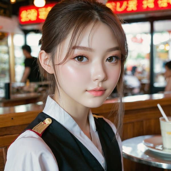 Tags: 21872187, SDXL
{"3": {"inputs": {"seed": 245667803915431, "steps": 32, "cfg": 7.38, "sampler_name": "dpmpp_2m", "scheduler": "karras", "denoise": 1.0, "model": ["27", 0], "positive": ["6", 0], "negative": ["7", 0], "latent_image": ["5", 0]}, "class_type": "KSampler"}, "4": {"inputs": {"ckpt_name": "juggernautxl.safetensors"}, "class_type": "CheckpointLoaderSimple"}, "5": {"inputs": {"width": 1024, "height": 1024, "batch_size": 1}, "class_type": "EmptyLatentImage"}, "6": {"inputs": {"text": "19 year old girl, (idol:1.11), (seductive facial expression:0.96), (eyelashes:1.04), (blush:1.00), (cute:1.13), (beautiful eyes:1.13), (pale skin:0.96), (double eyelids:1.01), (slim:1.01), (sexy lips:1.11), (seductive pose:0.99), (detailed face:1.06), (perky ass:1.01), (exposed ass:1.00), (looking back:1.01), (sexy ass:1.03), (thigh gap:0.98), (a waitress in uniform:0.98) working at a restaurant, (textured skin:1.04), (RAW:1.08), (candid cinema:1.00), (portra:1.01), (skin fuzz:1.01), (soft lighting:1.08), (film:1.05), (detailed skin:1.02), (natural looking skin:1.01)", "clip": ["27", 1]}, "class_type": "CLIPTextEncode"}, "7": {"inputs": {"text": "(twisted:1.13), (open mouth:1.06), (distorted:1.06), (bad hands:1.06), (low resolution:1.08), (worst quality:1.13), (watermark:1.08)", "clip": ["27", 1]}, "class_type": "CLIPTextEncode"}, "8": {"inputs": {"samples": ["3", 0], "vae": ["4", 2]}, "class_type": "VAEDecode"}, "25": {"inputs": {"lora_name": "nudify_xl.safetensors", "strength_model": 0.04, "strength_clip": 0.02, "model": ["4", 0], "clip": ["4", 1]}, "class_type": "LoraLoader"}, "26": {"inputs": {"lora_name": "shirtlift_SDXL_v2.safetensors", "strength_model": 0.08, "strength_clip": 0.03, "model": ["25", 0], "clip": ["25", 1]}, "class_type": "LoraLoader"}, "27": {"inputs": {"lora_name": "PerfectEyesXL.safetensors", "strength_model": 0.06, "strength_clip": 0.09, "model": ["26", 0], "clip": ["26", 1]}, "class_type": "LoraLoader"}, "30": {"inputs": {"model_name": "4x_NMKD-Superscale-SP_178000_G.pth"}, "class_type": "UpscaleModelLoader"}, "31": {"inputs": {"upscale_model": ["30", 0], "image": ["8", 0]}, "class_type": "ImageUpscaleWithModel"}, "32": {"inputs": {"upscale_method": "lanczos", "scale_by": 0.5, "image": ["31", 0]}, "class_type": "ImageScaleBy"}, "33": {"inputs": {"pixels": ["32", 0], "vae": ["4", 2]}, "class_type": "VAEEncode"}, "34": {"inputs": {"seed": 245667803915431, "steps": 32, "cfg": 7.38, "sampler_name": "dpmpp_2m", "scheduler": "karras", "denoise": 0.3, "model": ["27", 0], "positive": ["6", 0], "negative": ["7", 0], "latent_image": ["33", 0]}, "class_type": "KSampler"}, "36": {"inputs": {"samples": ["34", 0], "vae": ["4", 2]}, "class_type": "VAEDecode"}, "39": {"inputs": {"filename_prefix": "comfyapi-1713421046529", "images": ["36", 0]}, "class_type": "SaveImage"}}