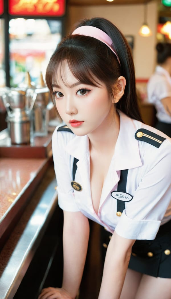 Tags: 21872187, SDXL
{"3": {"inputs": {"seed": 760347177196883, "steps": 64, "cfg": 7.52, "sampler_name": "dpmpp_2m", "scheduler": "karras", "denoise": 1.0, "model": ["27", 0], "positive": ["6", 0], "negative": ["7", 0], "latent_image": ["5", 0]}, "class_type": "KSampler"}, "4": {"inputs": {"ckpt_name": "leosamsHelloworldSDXL_helloworldSDXL32DPO.safetensors"}, "class_type": "CheckpointLoaderSimple"}, "5": {"inputs": {"width": 768, "height": 1344, "batch_size": 1}, "class_type": "EmptyLatentImage"}, "6": {"inputs": {"text": "25 year old girl, (cute:1.03), (slim:0.97), (double eyelids:1.04), (sexy lips:1.10), (temptress:0.96), (eyelashes:1.07), (pale skin:1.03), (blush:1.11), (idol:1.02), (beautiful eyes:1.05), (seductive pose:1.03), (seductive facial expression:1.03), (detailed face:0.99), (on all fours:1.07), (spreading ass cheeks:1.10), (from behind:1.03), (backboob:1.13), (a waitress in uniform:1.11) working at a restaurant, (skin fuzz:1.02), (textured skin:1.05), (film:1.06), (candid cinema:1.01), (soft lighting:1.00), (portra:1.06), (RAW:1.02), (natural looking skin:1.03), (detailed skin:1.09)", "clip": ["27", 1]}, "class_type": "CLIPTextEncode"}, "7": {"inputs": {"text": "(watermark:1.09), (bad hands:1.14), (low resolution:1.06), (open mouth:1.13), (distorted:1.12), (twisted:1.14), (worst quality:1.10)", "clip": ["27", 1]}, "class_type": "CLIPTextEncode"}, "8": {"inputs": {"samples": ["3", 0], "vae": ["4", 2]}, "class_type": "VAEDecode"}, "25": {"inputs": {"lora_name": "nudify_xl.safetensors", "strength_model": 0.25, "strength_clip": 0.31, "model": ["4", 0], "clip": ["4", 1]}, "class_type": "LoraLoader"}, "26": {"inputs": {"lora_name": "shirtlift_SDXL_v2.safetensors", "strength_model": 0.04, "strength_clip": 0.16, "model": ["25", 0], "clip": ["25", 1]}, "class_type": "LoraLoader"}, "27": {"inputs": {"lora_name": "PerfectEyesXL.safetensors", "strength_model": 0.1, "strength_clip": 0.1, "model": ["26", 0], "clip": ["26", 1]}, "class_type": "LoraLoader"}, "30": {"inputs": {"model_name": "4x_NMKD-Superscale-SP_178000_G.pth"}, "class_type": "UpscaleModelLoader"}, "31": {"inputs": {"upscale_model": ["30", 0], "image": ["8", 0]}, "class_type": "ImageUpscaleWithModel"}, "32": {"inputs": {"upscale_method": "lanczos", "scale_by": 0.5, "image": ["31", 0]}, "class_type": "ImageScaleBy"}, "33": {"inputs": {"pixels": ["32", 0], "vae": ["4", 2]}, "class_type": "VAEEncode"}, "34": {"inputs": {"seed": 760347177196883, "steps": 64, "cfg": 7.52, "sampler_name": "dpmpp_2m", "scheduler": "karras", "denoise": 0.3, "model": ["27", 0], "positive": ["6", 0], "negative": ["7", 0], "latent_image": ["33", 0]}, "class_type": "KSampler"}, "36": {"inputs": {"samples": ["34", 0], "vae": ["4", 2]}, "class_type": "VAEDecode"}, "39": {"inputs": {"filename_prefix": "comfyapi-1708152315078", "images": ["36", 0]}, "class_type": "SaveImage"}}