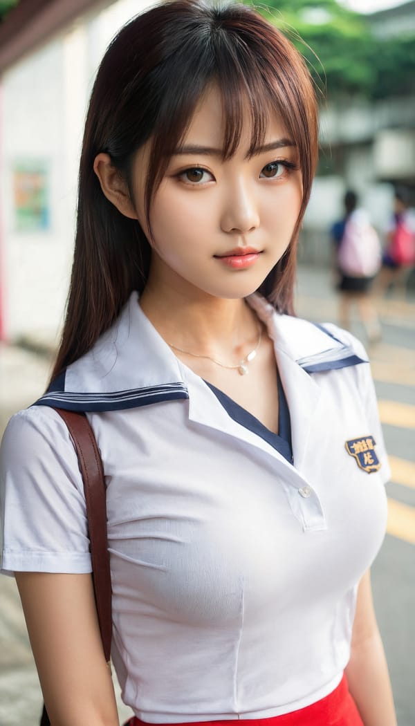 Tags: 21872187, SDXL
{"3": {"inputs": {"seed": 804057712058354, "steps": 32, "cfg": 7.8, "sampler_name": "dpmpp_2m", "scheduler": "karras", "denoise": 1.0, "model": ["27", 0], "positive": ["6", 0], "negative": ["7", 0], "latent_image": ["5", 0]}, "class_type": "KSampler"}, "4": {"inputs": {"ckpt_name": "juggernautxl.safetensors"}, "class_type": "CheckpointLoaderSimple"}, "5": {"inputs": {"width": 768, "height": 1344, "batch_size": 1}, "class_type": "EmptyLatentImage"}, "6": {"inputs": {"text": "25 year old girl, (taiwanese:0.99), (detailed face:0.96), (sexy lips:0.99), (double eyelids:1.11), (slim:0.99), (seductive pose:1.13), (cute:0.99), (idol:0.95), (beautiful eyes:1.02), (seductive facial expression:1.02), (eyelashes:0.99), (temptress:1.04), (blush:1.06), (in a seductive pose:1.13), (large perky breasts:0.98), (cleavage:0.95), (thigh gap:0.97), (school uniform:1.14), choker, busy street, (skin fuzz:1.07), (textured skin:1.06), (soft lighting:1.04), (RAW:1.01), (candid cinema:1.07), (film:1.00), (detailed skin:1.05), (natural looking skin:1.03), (portra:1.09)", "clip": ["27", 1]}, "class_type": "CLIPTextEncode"}, "7": {"inputs": {"text": "(worst quality:1.09), (distorted:1.05), (bad hands:1.14), (open mouth:1.06), (low resolution:1.09), (watermark:1.12), (twisted:1.07)", "clip": ["27", 1]}, "class_type": "CLIPTextEncode"}, "8": {"inputs": {"samples": ["3", 0], "vae": ["4", 2]}, "class_type": "VAEDecode"}, "25": {"inputs": {"lora_name": "nudify_xl.safetensors", "strength_model": 0.0, "strength_clip": 0.36, "model": ["4", 0], "clip": ["4", 1]}, "class_type": "LoraLoader"}, "26": {"inputs": {"lora_name": "shirtlift_SDXL_v2.safetensors", "strength_model": 0.02, "strength_clip": 0.07, "model": ["25", 0], "clip": ["25", 1]}, "class_type": "LoraLoader"}, "27": {"inputs": {"lora_name": "PerfectEyesXL.safetensors", "strength_model": 0.07, "strength_clip": 0.03, "model": ["26", 0], "clip": ["26", 1]}, "class_type": "LoraLoader"}, "30": {"inputs": {"model_name": "4x_NMKD-Superscale-SP_178000_G.pth"}, "class_type": "UpscaleModelLoader"}, "31": {"inputs": {"upscale_model": ["30", 0], "image": ["8", 0]}, "class_type": "ImageUpscaleWithModel"}, "32": {"inputs": {"upscale_method": "lanczos", "scale_by": 0.5, "image": ["31", 0]}, "class_type": "ImageScaleBy"}, "33": {"inputs": {"pixels": ["32", 0], "vae": ["4", 2]}, "class_type": "VAEEncode"}, "34": {"inputs": {"seed": 804057712058354, "steps": 32, "cfg": 7.8, "sampler_name": "dpmpp_2m", "scheduler": "karras", "denoise": 0.3, "model": ["27", 0], "positive": ["6", 0], "negative": ["7", 0], "latent_image": ["33", 0]}, "class_type": "KSampler"}, "36": {"inputs": {"samples": ["34", 0], "vae": ["4", 2]}, "class_type": "VAEDecode"}, "39": {"inputs": {"filename_prefix": "comfyapi-1714745551583", "images": ["36", 0]}, "class_type": "SaveImage"}}