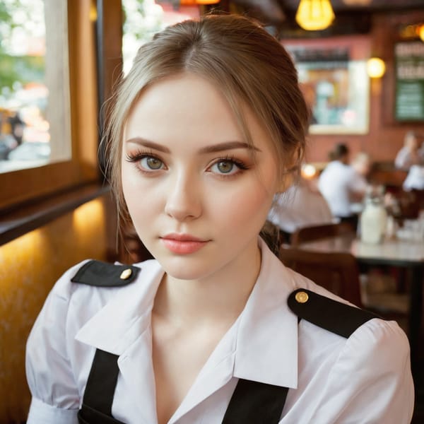 Tags: 21872187, SDXL
{"3": {"inputs": {"seed": 138549852624848, "steps": 64, "cfg": 5.44, "sampler_name": "dpmpp_2m", "scheduler": "karras", "denoise": 1.0, "model": ["27", 0], "positive": ["6", 0], "negative": ["7", 0], "latent_image": ["5", 0]}, "class_type": "KSampler"}, "4": {"inputs": {"ckpt_name": "juggernautxl.safetensors"}, "class_type": "CheckpointLoaderSimple"}, "5": {"inputs": {"width": 1024, "height": 1024, "batch_size": 1}, "class_type": "EmptyLatentImage"}, "6": {"inputs": {"text": "26 year old girl, (ukrainian:1.14), (pale skin:0.98), (blush:1.05), (double eyelids:0.99), (beautiful eyes:1.09), (slim:0.96), (cute:1.10), (sexy lips:1.03), (seductive pose:1.11), (seductive facial expression:1.09), (eyelashes:1.13), (temptress:0.99), (detailed face:1.02), (idol:1.07), (in a seductive pose:0.99), (large perky breasts:1.06), (cleavage:1.07), (thigh gap:1.00), (a waitress in uniform:1.13) working at a restaurant, (portra:1.06), (natural looking skin:1.09), (soft lighting:1.04), (skin fuzz:1.02), (candid cinema:1.05), (film:1.01), (detailed skin:1.04), (textured skin:1.02), (RAW:1.05)", "clip": ["27", 1]}, "class_type": "CLIPTextEncode"}, "7": {"inputs": {"text": "(open mouth:1.10), (twisted:1.05), (worst quality:1.06), (low resolution:1.07), (bad hands:1.05), (distorted:1.12), (watermark:1.05)", "clip": ["27", 1]}, "class_type": "CLIPTextEncode"}, "8": {"inputs": {"samples": ["3", 0], "vae": ["4", 2]}, "class_type": "VAEDecode"}, "25": {"inputs": {"lora_name": "nudify_xl.safetensors", "strength_model": 0.21, "strength_clip": 0.27, "model": ["4", 0], "clip": ["4", 1]}, "class_type": "LoraLoader"}, "26": {"inputs": {"lora_name": "shirtlift_SDXL_v2.safetensors", "strength_model": 0.06, "strength_clip": 0.07, "model": ["25", 0], "clip": ["25", 1]}, "class_type": "LoraLoader"}, "27": {"inputs": {"lora_name": "PerfectEyesXL.safetensors", "strength_model": 0.1, "strength_clip": 0.08, "model": ["26", 0], "clip": ["26", 1]}, "class_type": "LoraLoader"}, "30": {"inputs": {"model_name": "4x_NMKD-Superscale-SP_178000_G.pth"}, "class_type": "UpscaleModelLoader"}, "31": {"inputs": {"upscale_model": ["30", 0], "image": ["8", 0]}, "class_type": "ImageUpscaleWithModel"}, "32": {"inputs": {"upscale_method": "lanczos", "scale_by": 0.5, "image": ["31", 0]}, "class_type": "ImageScaleBy"}, "33": {"inputs": {"pixels": ["32", 0], "vae": ["4", 2]}, "class_type": "VAEEncode"}, "34": {"inputs": {"seed": 138549852624848, "steps": 64, "cfg": 5.44, "sampler_name": "dpmpp_2m", "scheduler": "karras", "denoise": 0.3, "model": ["27", 0], "positive": ["6", 0], "negative": ["7", 0], "latent_image": ["33", 0]}, "class_type": "KSampler"}, "36": {"inputs": {"samples": ["34", 0], "vae": ["4", 2]}, "class_type": "VAEDecode"}, "39": {"inputs": {"filename_prefix": "comfyapi-1716257806336", "images": ["36", 0]}, "class_type": "SaveImage"}}